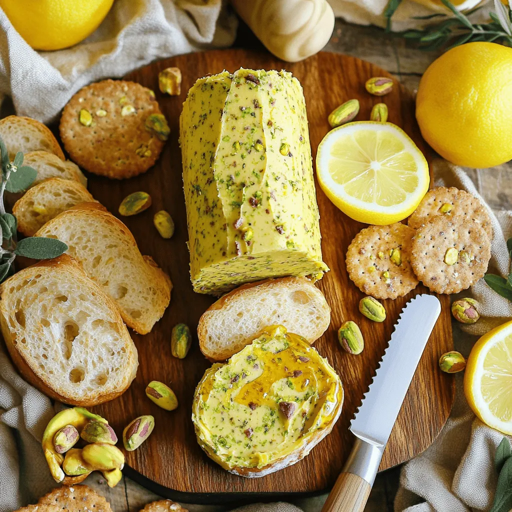 To make pistachio compound butter, you need: - 1 cup unsalted butter, softened to room temperature - 1/2 cup shelled pistachios, finely chopped - 2 tablespoons honey - 1 teaspoon pure vanilla extract - Zest of 1 freshly washed lemon - A pinch of fine sea salt Choosing the right ingredients makes all the difference. Always go for fresh, high-quality butter. Look for unsalted butter to control the saltiness. Select vibrant green pistachios. They should be firm, not soft. When picking lemons, choose ones that feel heavy for their size. This means they are juicy. Pure vanilla extract is best. Avoid imitation vanilla for the best flavor. If you have allergies, you can make simple swaps. Use dairy-free butter for a vegan option. If you can't have nuts, skip them and try fresh herbs. You might use chives or basil instead. For sweetness, agave syrup works well if you need a vegan sweetener. Adjust the lemon zest based on your taste or use lime zest instead. Always make sure to check labels for allergens. For the full recipe, check the detailed instructions above. Start by gathering your ingredients. You need: - 1 cup unsalted butter, softened - 2 tablespoons honey - 1 teaspoon pure vanilla extract - Zest of 1 lemon - A pinch of fine sea salt In a medium bowl, add the softened butter. Mix in the honey, vanilla extract, lemon zest, and sea salt. You can use a hand mixer or a spatula to blend. Blend until the mixture is smooth and creamy. This step sets the base for your flavorful butter. Now, it’s time to add the pistachios. You need: - 1/2 cup shelled pistachios, finely chopped Gently fold the finely chopped pistachios into the butter mixture. Ensure the nuts are spread evenly. This adds a nice crunch and a burst of flavor. The green color of the pistachios also makes the butter look great! Next, prepare to shape the butter. Grab a sheet of parchment paper. Spoon the mixture onto the paper. Use your hands to form it into a log shape. Once shaped, roll the parchment around the log. Twist the ends tightly. This keeps the butter in shape. Place the wrapped butter in the fridge for at least 1-2 hours. This step is important for it to firm up. After chilling, unwrap the butter and slice it into round discs. You can now enjoy your pistachio bliss compound butter! To get that creamy, smooth texture, start with soft butter. Leave it out for about an hour. This step makes mixing easier. Blend the butter and other ingredients well. You want a uniform mix without lumps. If it's too soft, chill it longer. If it’s too firm, let it sit for a few minutes. You can add different flavors to make it special. Fresh herbs like thyme or rosemary are great. For a spicy kick, try a pinch of cayenne pepper. You can also experiment with different nuts. Almonds or walnuts work well too. Each nut gives a unique flavor twist. Don’t forget about spices like cinnamon for a sweet touch. Serve your pistachio compound butter on a nice cutting board. This makes it look inviting. Cut the butter into rounds after it firms up. Place it next to a cute butter knife. Add some whole pistachios and lemon slices for color. This adds a fresh look to your spread. Enjoy it with warm bread or crackers for a tasty treat. {{image_4}} You can switch up the nuts in your compound butter. Almonds, walnuts, or hazelnuts work great. Each nut brings a unique flavor and texture. If you want a milder taste, try cashews. For a crunchier bite, go with pecans. The key is to finely chop the nuts, just like you do with pistachios. This keeps the butter smooth and spreads easily. Herbs and spices can take your compound butter to the next level. Try adding fresh herbs like basil or thyme for a savory twist. If you prefer warmth, a pinch of cinnamon or nutmeg can add depth. Citrus zest, like orange or lime, brightens the flavor. Mix and match to find what you love most. Just remember to keep a balance so no flavor overpowers the rest. You can create sweet or savory versions of your butter. For sweet butter, add a bit more honey and some cinnamon. This pairs well with pancakes or waffles. For a savory touch, try garlic powder or chopped chives. This version goes great on grilled meats or vegetables. You can easily create a variety of flavors with just a few tweaks. Explore the options and enjoy the journey! To keep your pistachio compound butter fresh, wrap it tightly. Use parchment paper or plastic wrap to cover it. Make sure there are no air pockets. This helps prevent freezer burn and keeps the butter from absorbing smells. Store it in the fridge if you plan to use it soon. If you want to save your butter for later, freezing is the best option. Cut the butter into smaller pieces. This way, you can take out just what you need. Place the wrapped butter in an airtight container or a freezer bag. It can last up to three months in the freezer. In the fridge, your compound butter will stay good for about two weeks. After that, check for any off smells or changes in texture. If it looks or smells strange, it’s best to throw it away. Use your butter on toast, veggies, or grilled meats for a burst of flavor. Feel free to mix it into dishes or use it as a flavorful spread. Enjoy! You can use pistachio compound butter in many ways. Spread it on warm bread for a tasty treat. It adds a rich flavor to roasted veggies. You can also use it on grilled meats for a zesty kick. Try it on pancakes or waffles for a special brunch. This butter can be a fun way to elevate simple dishes. Yes, you can! Substitute the unsalted butter with a dairy-free alternative. Use coconut oil or a vegan butter spread. Both options work well and taste great. Just make sure to soften the dairy-free option like you would with regular butter. Your pistachio compound butter will still be creamy and delicious. It takes about 1-2 hours for the butter to set. After you shape the butter into a log, wrap it tightly in parchment paper. Place it in the fridge so it can firm up. This step is key for easy slicing later. If you want it to set faster, you can chill it in the freezer for 30 minutes. Absolutely! You can easily double the recipe. Just use 2 cups of butter and adjust the other ingredients. This way, you can make enough for a party or family gathering. Keep in mind that you may need a larger mixing bowl. Ensure that everything blends well for the best flavor. If your butter is too soft, try chilling it longer. Wrap it tightly and place it in the fridge for another 30 minutes. If it’s still soft, you may need to add more finely chopped pistachios. This can help thicken it up. Be sure to mix well to distribute the nuts evenly. To make pistachio compound butter, start with quality ingredients and mix well. I covered how to shape and chill your butter for the right texture. Don't forget to experiment with flavors or nuts that you like best. Proper storage will keep your butter fresh for longer use. With these tips, you can enjoy this tasty treat in many ways. Simple adjustments allow it to fit your needs. Enjoy making and sharing your homemade pistachio compound butter!