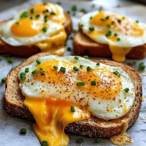 To make Air Fryer Egg and Cheese Toast, gather these simple ingredients: - 4 slices of whole grain bread - 4 large eggs - 1 cup shredded cheddar cheese - 1 tablespoon butter, softened - Salt and black pepper, to taste - 1 teaspoon smoked paprika (optional) - Fresh chives or parsley for garnish (optional) These ingredients make a delicious meal that is easy to prepare. I love using whole grain bread because it adds a nice texture and flavor. The eggs bring protein, while the cheese adds creaminess. Don’t forget about the spices! They give your toast an extra kick. If you want to make it even more special, add fresh herbs on top. They not only look nice but also add a fresh taste. You can find the full recipe [here](#). Enjoy your cooking! Preheat your air fryer to 350°F (175°C). This step is key for even cooking. It warms up the air, making your toast crispy. Spread softened butter on one side of each slice. Make sure to cover it well. This creates a nice golden crust and adds flavor. Place the bread in the air fryer, buttered side up. Crack one egg onto each slice. Be gentle to keep the yolk whole. Season the eggs with salt, black pepper, and smoked paprika if you like a smoky taste. Cook in the air fryer for 8-10 minutes. Check at 8 minutes for doneness. If you like runny yolks, take them out then. For firmer yolks, cook a bit longer. When done, use tongs or a spatula to lift them out. If you want, sprinkle chopped chives or parsley on top for a fresh touch. Enjoy your cheesy egg toast hot! To get the best yolk, timing is key. For runny yolks, check your toast after 8 minutes. If you want firmer yolks, let it cook for 10 minutes. Keep an eye on it, as every air fryer is different. You’ll want to pull it out right when it looks perfect. If you have a larger air fryer, you can cook more toast at once. Just make sure to space the bread slices well. If they touch, they may not cook evenly. You can also cook in batches. This way, you can ensure every piece toasts perfectly. Make your egg toast look great! After cooking, sprinkle fresh chives or parsley on top. This adds color and freshness. You can even try a dash of smoked paprika for a pop of flavor. A well-presented dish always makes a meal feel special. {{image_4}} You can change up the cheese to keep things fun. Try using mozzarella for a stretchy texture. Feta adds a nice saltiness. You could even use pepper jack for a spicy kick. Each cheese brings a new flavor and texture. Mix and match to find your favorite! Feel free to add more toppings to your egg toast. Sliced avocado makes it creamy and rich. Fresh tomatoes add a burst of flavor and color. You could also add cooked bacon or ham for some protein. Don’t be shy to get creative with your toppings! Seasoning can really change the taste of your toast. Garlic powder gives a nice depth. Fresh herbs like basil or thyme add brightness. If you like heat, drizzle some hot sauce on top. These simple tweaks can make each bite exciting and new. To keep your egg toast fresh, store any leftovers in an airtight container. Place the toast in the fridge within two hours of cooking. Make sure to separate layers with parchment paper to avoid sticking. This way, you can enjoy your tasty meal later without losing quality. Reheat your egg and cheese toast in the air fryer for the best taste. Set it to 350°F (175°C) and heat for about 3-5 minutes. This helps keep the bread crispy and the cheese melty. You can also use a microwave, but it may make the toast a bit soggy. If using the microwave, heat for 30 seconds at a time until warm. Yes, you can freeze Air Fryer Egg and Cheese Toast! To freeze, let the toast cool completely. Wrap each piece tightly in plastic wrap or foil, then place them in a freezer-safe bag. They can last up to three months in the freezer. When ready to eat, thaw in the fridge overnight and reheat as mentioned above. Yes, you can use many types of bread for this recipe. While I love whole grain bread, white, sourdough, or rye work great too. Each type adds its own flavor and texture. You can even try gluten-free bread if needed. Just keep in mind that the cooking time might change slightly based on the bread's thickness. Absolutely! If you don't have an air fryer, you can use a regular oven. Preheat your oven to 375°F (190°C). Butter the bread and place it on a baking sheet. Crack the eggs onto the bread and sprinkle cheese on top. Bake for about 10-12 minutes or until the eggs are cooked to your liking. You can also use a stovetop skillet. Just cover it to help the eggs cook evenly. There are several ways to lighten up this dish. You can use whole wheat or low-calorie bread. Instead of butter, try using a light cooking spray. For cheese, consider using reduced-fat cheddar or even a dairy-free cheese. You can add spinach or tomatoes for more nutrients. These swaps help keep the flavor while making it a bit healthier. Enjoy your meal guilt-free! This blog post shared how to make Air Fryer Egg and Cheese Toast. You learned the key ingredients, like whole grain bread, eggs, and cheddar cheese. I detailed easy steps for cooking and offered tips for perfect results. You can try variations, storing tips, and answers to common questions. Feel confident to create your own delicious toast, sharing it with friends or enjoying it solo. Experiment with ingredients to find your favorite combo. Enjoy your cooking adventure!