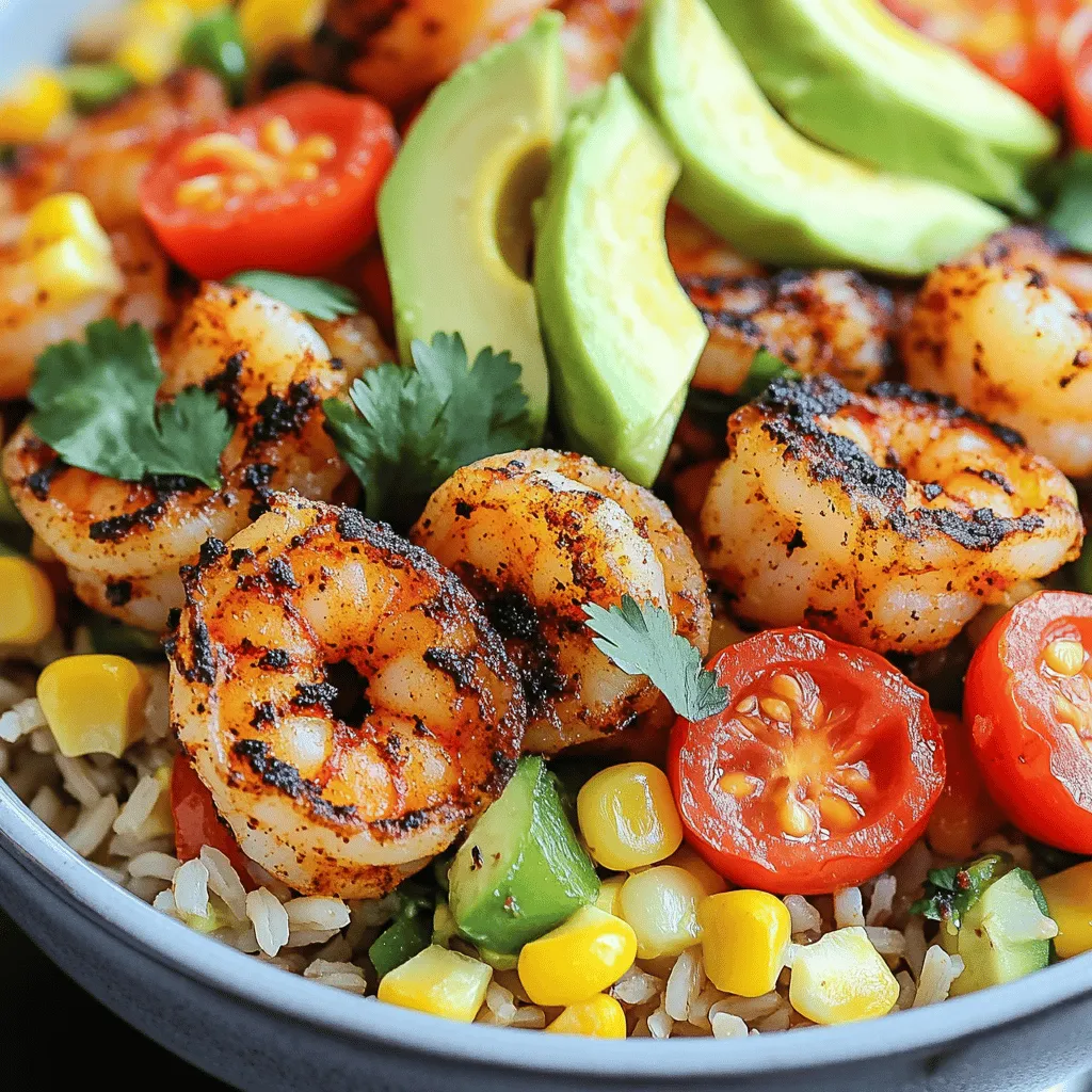 - 1 pound large shrimp, peeled and deveined - 2 tablespoons blackening seasoning - 2 tablespoons olive oil - 1 cup brown rice or quinoa, cooked - 1 cup corn, fresh or frozen - 1 red bell pepper, diced - 1 ripe avocado, sliced - 1 cup cherry tomatoes, halved - Juice of 1 lime - Salt and pepper, to taste - Fresh cilantro, chopped To make your Blackened Shrimp Bowls shine, focus on fresh ingredients. Start with shrimp that are large and firm. Their size holds up well during cooking. The blackening seasoning is key. You can buy it or make your own blend with paprika, garlic powder, and cayenne. For the base, I love using brown rice or quinoa. Both add great texture and nutrients. If you want a pop of color, diced red bell pepper brings sweetness. Corn adds crunch and sweetness too, whether fresh or frozen. Finally, toppings make your bowl special. Sliced avocado gives creaminess, while cherry tomatoes add freshness. A squeeze of lime juice brightens the dish. Don’t forget salt and pepper to enhance the flavors. Fresh cilantro is a must for a final touch. This recipe is about balance. You have protein, grains, veggies, and bright flavors. For the full recipe, check out the details above. - In a medium bowl, combine 1 pound of peeled and deveined shrimp with 2 tablespoons of blackening seasoning. - Toss the shrimp until they are evenly coated with the spice mix. Each shrimp should be covered well. - Heat a large skillet over medium-high heat and add 2 tablespoons of olive oil. - Once the oil shimmers, add the shrimp in a single layer. Cook the shrimp for 2-3 minutes on each side. They will turn opaque and get a nice char. Remove them from the skillet once cooked. - In the same skillet, add 1 cup of diced red bell pepper and 1 cup of corn. - Stir-fry for 3-4 minutes until the bell pepper is tender but still has some crunch. Season with salt and pepper to taste. Remove from heat. - Start with a scoop of warm cooked brown rice or quinoa in four bowls. - Layer the sautéed corn and bell pepper mixture on top. Add the blackened shrimp next, followed by slices of avocado and halved cherry tomatoes. - Finish by squeezing fresh lime juice over each bowl and garnish with chopped cilantro for a fresh touch. For the complete recipe, check out the [Full Recipe]. To achieve the perfect char on shrimp, use high heat. A hot skillet helps sear the shrimp quickly. This gives a nice crust while keeping the inside tender. Make sure the shrimp are dry before seasoning. Pat them with a paper towel. This helps the spices stick well. Choosing the right blackening seasoning is key. You can buy it or make your own. A mix of paprika, cayenne, garlic powder, and onion powder works great. Adjust the spice level to your taste. A little heat can make your dish exciting. You can grill or use a skillet for cooking shrimp. Grilling adds a smoky flavor. If you choose to grill, preheat the grill well. Place the shrimp on skewers for easy handling. If you prefer the skillet, follow the recipe closely. The skillet gives a nice char and is quick. You can also bake shrimp in the oven. Preheat your oven to 400°F. Place the shrimp on a sheet pan and bake for 8-10 minutes, checking for doneness. Pair your blackened shrimp bowls with sides like sautéed greens or a fresh salad. A refreshing drink, like iced tea or lemonade, complements the meal well. For meal prep, these bowls store well. You can make extra shrimp or veggies for lunch. Leftovers taste great the next day. Just reheat and enjoy your tasty blackened shrimp bowls again. For the full recipe, check the link! {{image_4}} You can easily swap shrimp for other proteins. Chicken is a great choice. Just cut it into bite-sized pieces. Cook it for about 5-7 minutes, until it's no longer pink. Tofu is another option. Use firm tofu and cube it. Sauté it for 3-4 minutes until golden. Fish like salmon or tilapia works well too. Cook fish for about 4-5 minutes per side, depending on thickness. Adjust cooking times for each protein. This way, you ensure everything is cooked perfectly. Want to add some creaminess? Try a smooth avocado dressing or a yogurt sauce. Both pair well with the rich flavors of the blackened shrimp. For a spicy kick, mix in sriracha or hot sauce. A citrus-based dressing is also great. Combine olive oil, lime juice, and a hint of honey for a fresh twist. These sauces can elevate your dish and add new layers of flavor. Feel free to get creative with your toppings! Extra veggies can boost nutrition and taste. Add shredded carrots, diced cucumbers, or even roasted sweet potatoes. Nuts like sliced almonds or chopped walnuts add crunch. If you have dietary restrictions, you can customize easily. Use gluten-free grains or plant-based proteins. This flexibility allows you to make a bowl that fits your needs perfectly. For the full recipe, check out the Blackened Shrimp Bowls section. To store your Blackened Shrimp Bowls, let them cool first. Place leftovers in an airtight container. This helps keep them fresh and tasty. You can store them in the fridge for up to three days. After that, the shrimp may lose flavor and texture. If you want to save the shrimp bowls for later, freezing is a great option. Make sure to pack them in a freezer-safe container. They can last up to three months in the freezer. When you’re ready to eat, thaw them overnight in the fridge. To reheat, use the microwave or a skillet until everything is hot. This way, you enjoy a quick, delicious meal anytime. For the full recipe, check out the details to make these tasty bowls. It takes about 30 minutes to make Blackened Shrimp Bowls. You’ll spend 10 minutes for prep and 20 minutes for cooking. This quick time makes it perfect for busy nights. Yes, you can prepare the components ahead of time. Cook the shrimp and veggies, then store them separately. When you’re ready to eat, just reheat and assemble. You can use Cajun spice or a mix of paprika, garlic powder, and cayenne. These options will give you similar flavors. Experiment with spices to find what you love best. Absolutely! You can swap shrimp for firm tofu or chickpeas. Just season and cook them the same way. This way, you’ll still get a tasty and satisfying meal. To lower the spice, use less blackening seasoning. For more heat, add extra cayenne or hot sauce. Taste as you go to find your perfect balance. You now have a tasty way to enjoy blackened shrimp bowls. We explored the ingredients, cooking steps, and possible variations. You can customize this dish based on your tastes. Remember to store leftovers properly for later meals. Enjoy experimenting with flavors and textures. These bowls are not just delicious; they are fun to prepare too. Try them out and make them your own!