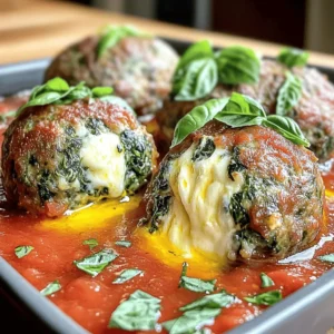- 1 pound ground beef - 1 cup fresh spinach, finely chopped - 8 oz mozzarella cheese, cut into small cubes - 3 cloves garlic, minced - 1/2 cup breadcrumbs - 1/4 cup grated Parmesan cheese - 1/4 cup milk - 1 teaspoon Italian seasoning - Salt and freshly ground black pepper to taste - 1 large egg, beaten - 1 tablespoon olive oil These ingredients create a tasty mix. The ground beef gives the meatballs a rich flavor. Fresh spinach adds a pop of color and nutrients. Mozzarella cheese brings a creamy surprise inside each bite. Garlic and Italian seasonings make the dish fragrant and savory. Breadcrumbs and egg help bind the meatballs, ensuring they hold their shape. You can also add some garnishes, like fresh herbs, for a pretty touch. For the full recipe, check out the detailed steps to create these delicious Spinach Garlic Meatballs Stuffed with Mozzarella. To ensure even cooking, use a uniform size for your meatballs. Aim for about 2 tablespoons of meat mixture per ball. This size helps them cook at the same rate. When searing, don't crowd the pan. Leave space between meatballs, allowing heat to circulate and brown them evenly. Achieving the perfect meatball texture comes down to mixing. Don't overmix or under-mix. Combine the ingredients until just blended. This keeps the meatballs tender. The egg in the mixture helps bind everything together, giving them a nice structure. For serving suggestions, arrange your meatballs on a large platter. Drizzle them with marinara sauce for added flavor. This also adds a nice color contrast. Pair the meatballs with a side of pasta or garlic bread for a complete meal. Garnishing ideas can elevate your dish. Sprinkle freshly chopped basil or parsley on top. This adds a burst of color and freshness. You might also consider shaved Parmesan for a touch of elegance. The visual appeal of the dish makes it more inviting to your guests. If you want more details, check the Full Recipe for tips on cooking and serving! To keep your spinach garlic meatballs stuffed with mozzarella fresh, follow these simple steps: - Refrigerating: Place the cooled meatballs in an airtight container. They stay good for 3 to 4 days in the fridge. - Freezing: For longer storage, freeze the meatballs. Lay them on a baking sheet first. Once frozen solid, transfer them to a freezer bag. They can last up to 3 months. When you're ready to enjoy the leftovers, here’s how to reheat them properly: - Methods for reheating: You can use an oven, microwave, or skillet. For the oven, set it to 350°F (175°C) and bake for about 15 minutes. In the microwave, heat for 1-2 minutes until hot. In a skillet, warm them over medium heat. - Tips to retain moisture and flavor: Add a splash of broth or sauce when reheating. This helps keep the meatballs juicy and full of flavor. {{image_4}} How do I know when the meatballs are cooked? The best way to check is by using a meat thermometer. Insert it into the center of a meatball. When it reads 160°F (70°C), they are done. If you don’t have a thermometer, cut one open. The meat should be brown, and the juices should run clear. Can I prepare these meatballs in advance? Yes, you can! Make the meatballs and store them in the fridge for up to a day. You can also freeze them. Just place the uncooked meatballs on a baking sheet. Freeze them for about an hour, then transfer them to a freezer bag. They will stay fresh for up to three months. What to do if meatballs fall apart? If your meatballs fall apart, they might need more binding. Try adding a bit more breadcrumbs or an extra egg. Mixing well helps too. Make sure to shape them tightly when rolling. How to adjust flavor if too bland? Add salt or pepper gradually while mixing. You can also add more garlic or Italian seasoning for extra flavor. Taste the mixture before cooking for the best results. Can I cook these meatballs in sauce? Yes, you can! After searing, place the meatballs in marinara sauce to simmer. This will add flavor and keep them moist. Cook them for about 20 minutes on low heat. Can I use a slow cooker for this recipe? Absolutely! Sear the meatballs first for a nice crust. Then, place them in the slow cooker with sauce. Cook on low for 4-6 hours or high for about 2-3 hours. They will be tender and full of flavor! For the full recipe, check out the Spinach Garlic Meatballs Stuffed with Mozzarella. In this post, we explored how to make delicious meatballs with ground beef, fresh spinach, and mozzarella cheese. You learned the preparation steps, cooking tips, and variations to customize your meatballs. We covered how to store leftovers and reheat them for the best taste. Remember, cooking should be fun and creative, so try different flavors and ingredients. With these steps, you can impress anyone with your meatball skills and enjoy great meals. Happy cooking!