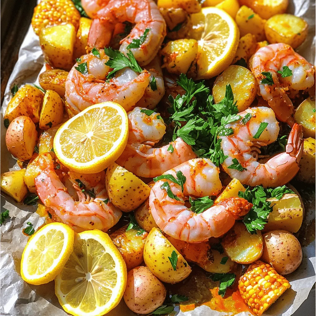 - 2 lbs large shrimp, peeled and deveined - 1 lb baby potatoes, halved - 2 ears of corn, cut into thirds - 1 onion, cut into quarters - 4 cloves garlic, minced - 1 lemon, sliced into rounds - 3 tablespoons Old Bay seasoning - 2 teaspoons smoked paprika - 4 cups chicken broth - 2 tablespoons olive oil - Fresh parsley, chopped (for garnishing) - Salt & pepper to taste When making a Traeger shrimp boil, choosing fresh ingredients is key. The shrimp should be large and plump. Baby potatoes add a nice bite and sweetness. Cut the corn into thirds so it cooks evenly. Onions and garlic bring depth to the broth. I love using Old Bay seasoning for that classic flavor. Smoked paprika adds a hint of warmth. The chicken broth forms the base of your dish. Use good quality broth for the best taste. Olive oil helps to meld flavors together. Don't forget fresh parsley! It adds a lovely touch when you serve. Adjust salt and pepper to your liking for a balanced flavor. For the full recipe, check out the complete instructions in the Traeger Shrimp Boil Extravaganza. Enjoy the cooking process! Start by preheating your Traeger grill to 350°F (175°C). This temperature is key for even cooking. An even heat helps all the food cook at the same time. If your grill is too hot or too cold, it can ruin the dish. In a large pot, combine 4 cups of chicken broth, quartered onion, minced garlic, Old Bay seasoning, smoked paprika, and a pinch of salt and pepper. Place the pot on the grill. Let it simmer gently. This broth is the heart of your shrimp boil. It gives flavor to the shrimp, corn, and potatoes. Add the halved baby potatoes to the simmering broth. Cover the pot and cook for about 15 minutes. The potatoes should start to soften but not be mushy. Next, toss in the cut corn pieces. Cook for another 5 minutes. The corn will turn bright yellow and tender. Now it's time to add the shrimp and lemon slices. Stir gently to combine. The shrimp should be fully submerged in the broth. Cook for 3 to 5 minutes, or until the shrimp turn pink and opaque. This shows they are done. Overcooking shrimp makes them tough, so watch closely. Once everything is cooked, carefully take the pot off the heat. Let it rest for a few minutes. This helps the flavors blend together. For serving, pour the shrimp boil onto a large platter or even directly onto parchment paper. The colors of the shrimp, corn, and potatoes should pop. Finish with a sprinkle of chopped parsley for freshness. For added fun, serve with lemon wedges and dipping sauces like garlic butter. Enjoy your delicious meal! Suggestions for Additional Seasonings To boost the flavor, you can try adding a few more spices. Consider these options: - Cajun seasoning for a spicy kick - Fresh herbs like thyme or dill for brightness - A dash of hot sauce for heat These will give your shrimp boil a unique twist. Don't be afraid to experiment! Choosing the Right Shrimp Always choose fresh, large shrimp for the best taste. Look for shrimp that are firm and have a slight sea smell. If you use frozen shrimp, make sure to thaw them properly before cooking. It helps to keep them juicy and tender. Adjusting for Different Temperatures Your Traeger grill works great at many temperatures. If you want a smoky flavor, cook at lower heat. For a quicker cook, raise the temperature to about 400°F. Just be sure to keep an eye on the shrimp to avoid overcooking. Maintenance tips for optimal grilling To keep your Traeger grill in top shape, clean it after each use. Remove ash and residue to prevent flare-ups. Regularly check the grill's temperature sensor, too. A well-maintained grill will give you the best results. Creative Serving Options Serving your shrimp boil on a large platter looks great! You can also use parchment paper for a fun, rustic touch. Arrange the shrimp, corn, and potatoes so the colors pop. Suggested Side Dishes Pair your shrimp boil with delicious sides. Here are some ideas: - Coleslaw for crunch - Garlic bread for dipping - A light salad for freshness These sides will elevate your meal and impress your guests. {{image_4}} Want to kick up the heat? Adding peppers is an easy way to spice things up. Use jalapeños or serranos for a fiery twist. Slice them thin and toss them in with the broth. You can also add hot sauce or cayenne pepper to the mix. This will give your shrimp boil a fun, spicy kick. Looking for new flavors? Alternative seasoning blends can change your dish. Try Cajun or Creole spices. These will give your shrimp a bold, zesty taste. Mix it up and find your perfect heat level. No shrimp? No problem! You can use mushrooms or tofu instead. Both soak up flavor well. They add a nice texture to your boil. You can also try chickpeas for a protein boost. Get creative with your veggies! Add bell peppers, zucchini, or asparagus. Toss in some carrots for sweetness too. This makes your shrimp boil colorful and fun. It’s a great way to enjoy fresh produce. Grilling is great, but there are other ways to cook a shrimp boil. You can use a large pot on the stove. This method gives you more control over the temperature. Just follow the same steps as the grill version. The flavors will still shine through. Want to try something new? You can also use a Dutch oven. Cook it in the oven for a different taste. You’ll get tender shrimp and veggies every time. No matter how you choose to cook it, the end result will be a tasty delight. - Use airtight containers for storing leftovers. - Glass or plastic containers work best. - Let the shrimp boil cool for about 30 minutes before sealing. - Reheat on low heat for best flavor. - Use a skillet or microwave for quick reheating. - Avoid high heat to prevent overcooking. - Freeze the shrimp boil in single-serving portions. - Use freezer-safe bags or containers. - To thaw, place in the fridge overnight before reheating. It takes about 3 to 5 minutes to cook shrimp on your Traeger. The timing depends on the size and temperature. Larger shrimp may need a bit longer. Always check for the shrimp to turn pink and opaque. This shows they are done and safe to eat. Yes, you can use frozen shrimp for the Traeger shrimp boil. However, you should thaw them first. Place the frozen shrimp in the fridge overnight or run them under cold water for quick thawing. This ensures they cook evenly and taste fresh. A shrimp boil pairs well with several tasty sides. Consider serving: - Coleslaw - Garlic bread - Cornbread - A fresh green salad - Ice-cold beer or lemonade These sides add great flavor and balance to your meal. You can prepare the shrimp boil ahead but serve it fresh. Cook the potatoes and corn, then store them. When ready, add the shrimp and finish cooking. This keeps the shrimp tender and juicy. You can mix in other seafood for variety. Consider adding: - Crab legs - Mussels - Clams - Scallops These options add unique flavors to your boil, making it even more exciting. You can find the full recipe for Traeger shrimp boil in the Traeger Shrimp Boil Extravaganza. This guide includes everything you need for a perfect shrimp boil experience. This blog post covered everything you need for a perfect Traeger shrimp boil. We looked at key ingredients, step-by-step cooking instructions, and helpful tips. You learned how to enhance flavors, adapt recipes, and store leftovers properly. In your next cookout, try these ideas for great meals. Enjoy delicious shrimp with family and friends!