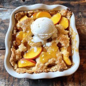 For a great cobbler, you need ripe and juicy peaches. Choose six fresh peaches. Make sure they are soft to the touch. Peel and slice them into thin pieces. The sweetness of the peaches is key to a tasty dessert. You will need one cup of granulated sugar. This sugar divides into two half-cups. Use one half for the peaches and the other for the batter. You can also add one teaspoon of ground cinnamon and half a teaspoon of ground nutmeg. These spices bring warmth and flavor to your dish. Lastly, add one teaspoon of pure vanilla extract and one tablespoon of fresh lemon juice for extra zest. Gather your dry ingredients for the batter. Use one cup of all-purpose flour, two teaspoons of baking powder, and half a teaspoon of fine salt. Mixing these well gives your cobbler a nice rise. For the wet ingredients, you will need one cup of whole milk. This makes the batter creamy. Also, use half a cup of unsalted butter. Melt it and let it cool slightly before adding. This will help your batter be rich and tender. You can find the full recipe and details [here](#). Start by preheating your oven to 350°F (175°C). This step is key for even baking. Next, grab a 9x13-inch baking dish. Lightly grease it with butter or cooking spray. This helps the cobbler not stick, making it easier to serve later. In a large mixing bowl, combine the sliced peaches with 1/2 cup of granulated sugar. Then, add the ground cinnamon and ground nutmeg. Pour in the pure vanilla extract and the freshly squeezed lemon juice. Toss the peaches gently until they are fully coated. This mixture will sit for a bit, letting the flavors blend and deepen. Now, take another bowl and mix the remaining 1/2 cup of granulated sugar with the all-purpose flour, baking powder, and fine salt. Whisk them together until they are well blended. Next, add in the whole milk and the melted butter. Stir it all until just combined. Don't worry if the batter looks a bit lumpy; those lumps add character to your cobbler. Pour the batter into your greased baking dish. Spread it evenly across the bottom. Now, take the peach mixture and spoon it over the batter. Make sure you don’t stir it in. This way, the peaches will sit on top of the fluffy batter while baking. Place your dish in the preheated oven. Bake for about 40-45 minutes. You'll know it’s done when the top turns golden brown and a toothpick inserted in the center comes out clean. Once baked, take it out and let it cool for a few minutes before you serve. This step helps the flavors settle and makes it perfect for enjoying. You can find the full recipe earlier in this article. Choose ripe, fresh peaches for your cobbler. Look for peaches that feel slightly soft when you gently squeeze them. They should have a sweet scent, indicating ripeness. Avoid peaches with dark spots or wrinkles. Yellow and red colors show good flavor. If they're too firm, let them ripen at room temperature for a few days. Ripe peaches will make your cobbler juicy and sweet. To get that ideal cobbler texture, follow the mixing steps closely. When making the batter, mix just until combined. Lumps in the batter are okay; they help with texture. Pour the batter into the dish before adding the peaches. This keeps the peaches on top, creating a fluffy base. Bake until golden brown, and always check with a toothpick. It should come out clean from the center. Serve your peach cobbler warm for the best taste. Add a scoop of vanilla ice cream or whipped cream on top. This contrast of hot and cold is delightful. Drizzle some of the peach juices over the ice cream for extra flavor. If you want a twist, try adding a sprinkle of cinnamon or nutmeg on top. This will enhance the warm spices in the dish. For the complete recipe, check out the Full Recipe. {{image_4}} You can make a gluten-free version of peach cobbler easily. Swap the all-purpose flour for a gluten-free blend. Look for a blend that includes xanthan gum. This helps the cobbler hold together. Follow the same steps in the recipe, but be aware that baking time may change slightly. Keep an eye on it in the oven. To create a vegan peach cobbler, replace dairy ingredients. Use plant-based milk instead of whole milk. You can use almond, soy, or oat milk. For the butter, try coconut oil or vegan butter. These swaps keep the cobbler rich and tasty while making it vegan-friendly. Peach cobbler is versatile! You can mix in other fruits for a twist. Try blueberries, raspberries, or blackberries along with the peaches. You can also make a mixed berry cobbler using only berries. Each fruit adds its unique flavor. Adjust the sugar based on the sweetness of the fruits you choose. This way, you'll have a delicious, fruity dessert every time! For the full recipe, check out the detailed instructions above. After you enjoy your fresh peach cobbler, let it cool down. Use a clean, airtight container to keep leftovers fresh. You can store it at room temperature for up to two days. If you want it to last longer, place it in the fridge. It will stay good there for about a week. Make sure to cover it well with plastic wrap or foil to prevent drying out. To reheat your leftover cobbler, preheat your oven to 350°F (175°C). Place the cobbler in an oven-safe dish. Cover it with foil to keep it moist. Heat for 15 to 20 minutes, or until warmed through. You can also use the microwave for quick reheating. Just heat for 30 seconds to 1 minute. Be sure to check it often so it doesn’t get too hot. If you want to freeze fresh peach cobbler, first let it cool completely. Cut it into portions for easier thawing. Wrap each piece tightly in plastic wrap, then place them in a freezer bag. Label the bag with the date. You can freeze it for up to three months. When you're ready to enjoy it, thaw it in the fridge overnight. Reheat it as described above for a delicious treat anytime. For the full recipe, check out the Sweet & Spicy Fresh Peach Cobbler. Yes, you can use canned or frozen peaches. Canned peaches should be drained well. Frozen peaches need to be thawed and drained too. Fresh peaches give the best taste and texture. They are juicy and sweet, which makes the cobbler more delicious. The cobbler is done when the top turns golden brown. You can test it by inserting a toothpick in the center. If it comes out clean, the cobbler is ready. The edges should also bubble slightly. This shows that the batter cooked through. You can top your peach cobbler with many things. Whipped cream is a classic choice. Vanilla ice cream adds a creamy touch. For a twist, try yogurt or cinnamon sugar. You could even drizzle caramel sauce for extra sweetness. You can prepare the peach filling a day before. Store it in the fridge. Mix the batter the same day you bake it. This keeps the batter fresh and fluffy. You can also bake the cobbler ahead and reheat it later. Enjoy it warm for the best taste. For the full recipe, check out the details provided above. We covered the key steps to make a delicious fresh peach cobbler. You learned about choosing the best peaches and mixing the right ingredients. I shared tips for achieving the perfect texture and exciting variations, like gluten-free and vegan options. Remember, storing leftovers correctly keeps your cobbler fresh. Try different toppings to suit your taste. Enjoy experimenting with this simple and tasty recipe, and share it with family and friends! Your baking journey is just beginning, so have fun with it!