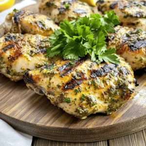 - 4 boneless, skinless chicken breasts - 2 tablespoons extra virgin olive oil - 1 tablespoon freshly squeezed lemon juice - 1 teaspoon garlic powder - 1 teaspoon onion powder - 1 teaspoon smoked paprika - 1 teaspoon dried oregano - 1 teaspoon dried thyme - 1 teaspoon kosher salt - ½ teaspoon freshly ground black pepper - Fresh parsley or cilantro for garnish To make Air Fryer Grilled Chicken, you need simple and fresh ingredients. Start with four boneless, skinless chicken breasts. They cook quickly and stay juicy. Add two tablespoons of extra virgin olive oil. This adds flavor and keeps the chicken moist. A tablespoon of freshly squeezed lemon juice brightens the taste. Next, gather your spices and seasonings. You will need garlic powder, onion powder, and smoked paprika. Each adds its unique flavor. Dried oregano and thyme bring herbal notes. Kosher salt helps enhance all the flavors, while black pepper adds a little heat. For a pretty touch, use fresh parsley or cilantro as a garnish. These herbs make your dish look vibrant and fresh. This recipe is not just easy; it also allows you to enjoy great flavors. The full recipe shows how to blend these ingredients for a juicy and flavorful meal. To make the marinade, mix olive oil and lemon juice with spices. Start with 2 tablespoons of olive oil and 1 tablespoon of lemon juice. Add 1 teaspoon each of garlic powder, onion powder, and smoked paprika. Next, include 1 teaspoon of dried oregano and dried thyme. Finish with 1 teaspoon of kosher salt and ½ teaspoon of black pepper. Whisk everything well until it blends into a smooth mixture. This marinade adds depth and flavor to our chicken. Take your chicken breasts and coat each one with the marinade. Make sure every side is covered. This helps the flavors soak in. Place the coated chicken in a bowl and cover it with plastic wrap. Refrigerate for at least 30 minutes. If you have more time, let it marinate for up to 4 hours. The longer it sits, the better it tastes. First, preheat your air fryer to 375°F (190°C) for about 5 minutes. This step ensures even cooking. Once it’s ready, arrange the chicken breasts in the basket. Lay them flat in a single layer without touching. This helps the air circulate. Cook the chicken for 12-15 minutes. Flip the breasts halfway through. Check that the internal temperature is 165°F (75°C). Your chicken should be golden-brown and juicy. After cooking, let it rest for 5 minutes. This keeps the juices locked in, making each bite tender and delicious. For an added touch, sprinkle fresh parsley or cilantro before serving. Enjoy your air fryer grilled chicken! For detailed steps, refer to the Full Recipe. For juicy chicken, I recommend marinating for at least 30 minutes. You can go up to 4 hours for deeper flavor. After cooking, let the chicken rest for 5 minutes. This step locks in moisture and keeps it tender. Set your air fryer to 375°F (190°C). Cook the chicken for 12 to 15 minutes. Flip the chicken halfway to ensure even cooking. Always check that the inside reaches 165°F (75°C). This will give you a golden-brown crust. For a great presentation, serve the chicken on a rustic wooden board. Add lemon wedges and fresh herbs for color. Pair it with sides like roasted veggies or a light salad. This makes your meal look and taste delightful. {{image_4}} To add a kick to your air fryer grilled chicken, try a spicy variant. You can easily do this by adding cayenne pepper or hot sauce to your marinade. A teaspoon of cayenne will make the chicken fiery and exciting. If you prefer hot sauce, use a tablespoon or two. Adjust based on your heat level preference. This variation brings a bold flavor that pairs well with the juicy chicken. Herbs can transform your grilled chicken. Try using fresh herbs like rosemary, basil, or cilantro in place of dried ones. Fresh herbs add brightness and depth to the flavor. If you want a different taste, opt for thyme or dill instead of oregano. Each herb brings its own unique character, making every meal special. You don’t have to stick to chicken breasts. Using thighs or drumsticks can make for a juicy meal. These cuts have more fat, which adds flavor and helps keep the chicken moist. Drumsticks are fun to eat, and thighs are tender and rich. Both options work well in the air fryer and will give you a delicious result. For the full recipe, check out the detailed instructions above. To store leftover chicken safely, let it cool first. Place it in an airtight container. You can keep it in the fridge for up to four days. This keeps the chicken fresh and safe to eat. To reheat chicken, the air fryer is best. Preheat your air fryer to 350°F (175°C). Place the chicken in the basket. Heat it for about 5 to 7 minutes. This keeps the chicken juicy and crisp. If you want to freeze chicken, wrap it tightly in plastic wrap. Place it in a freezer bag. You can store it for up to three months. When ready to use, thaw it in the fridge overnight. This way, the chicken stays safe and tasty. You can check if your chicken is cooked by using a meat thermometer. The safe internal temperature for chicken is 165°F (75°C). You can also look for visual signs. The chicken should be opaque and no longer pink in the center. Juices should run clear when you cut into it. Yes, you can marinate chicken overnight. This helps the flavors soak in well. However, do not marinate longer than 24 hours. Too long can make the chicken mushy due to the acid in the marinade. Air fryers cook chicken fast and evenly. They use hot air to give a crispy outside while keeping the inside juicy. This method uses less oil than traditional frying. You get great flavor without all the extra fat. Plus, it’s easier to clean than a grill. To clean your air fryer, unplug it and let it cool. Remove the basket and tray, then wash them with warm soapy water. Avoid abrasive cleaners. Wipe the inside with a damp cloth. Regular cleaning ensures your air fryer lasts longer and works well. You learned how to make juicy air-fried chicken with simple ingredients and spices. The marinade adds flavor, while the air fryer cooks chicken evenly and quickly. Remember to let the chicken rest for the best texture and taste. Explore variations with different spices or cuts to keep it exciting. Store leftovers properly for future meals. With these tips, you will impress friends and family with your cooking skills. Enjoy your flavorful chicken, and make it a part of your meal routine!