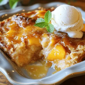 To make this tasty dessert, gather these main ingredients: - 4 ripe peaches, peeled and sliced into wedges - 1 cup packed brown sugar - 1/2 cup unsalted butter, melted - 1 cup all-purpose flour - 1 teaspoon baking powder - 1/4 teaspoon salt - 1 cup milk, at room temperature - 1 teaspoon pure vanilla extract - 1 teaspoon ground cinnamon - 1 tablespoon fresh lemon juice These ingredients are simple but create a wonderful taste. The peaches add sweetness and juice. The brown sugar gives a rich flavor. The butter makes the pudding moist. You might want to add some fun toppings. Here are a few ideas: - Whipped cream - Vanilla ice cream - Fresh mint leaves for garnish - Edible flowers for a pop of color These toppings can make your dessert even more special. They add creaminess and a fresh look. If you can't find an ingredient, don't worry! Here are some swaps you can use: - Use coconut oil instead of butter for a dairy-free option. - Almond milk or oat milk can replace regular milk. - Swap peaches for other fruits like berries or apples. These substitutions keep the recipe flexible. You can still enjoy a delicious dessert, no matter what you have on hand. For the full recipe, check out the details above. First, take your ripe peaches. You need four, so pick the best ones. Peel them and slice them into wedges. This step is key. The peaches need to be sweet and juicy. In a medium bowl, mix the sliced peaches with one tablespoon of fresh lemon juice and a quarter cup of brown sugar. Toss them gently to cover every piece. Set this bowl aside for about ten minutes. This lets the peaches soak in the flavor and release their juices. Next, grab a large mixing bowl. In this bowl, whisk together the dry ingredients. Combine one cup of all-purpose flour, one teaspoon of baking powder, and a quarter teaspoon of salt. Mix well until everything blends together. Now, slowly add in one cup of milk at room temperature, half a cup of melted unsalted butter, one teaspoon of pure vanilla extract, and one teaspoon of ground cinnamon. Stir until you get a smooth batter, with no lumps. This batter is simple but oh-so-delicious! Now, it’s time to bake! Preheat your oven to 350°F (175°C) and lightly grease a 9-inch baking dish. Pour the batter into the dish, spreading it evenly across the bottom. Then, carefully spoon the marinated peach mixture over the top. Avoid stirring; the magic happens as it bakes! Place the dish in the oven. Bake for 40 to 45 minutes. You’ll know it’s done when the top turns a lovely golden brown. A toothpick inserted into the center should come out clean. Once baked, let the pudding cool for a few minutes before serving. Enjoy your warm Sticky Peach Cobbler Pudding! For more details, check the Full Recipe. When making Sticky Peach Cobbler Pudding, avoid these common mistakes. First, do not skip peeling the peaches. The skin can make the dish tough. Second, ensure your butter is melted but not hot. Hot butter can cook the batter, which alters the texture. Lastly, be gentle when layering the peaches. Stirring can mix the layers and ruin the pudding's look. To enhance flavor, use ripe peaches. They should smell sweet and feel slightly soft. Adding a pinch more cinnamon can elevate the taste. A splash of almond extract also pairs well with peaches. For a tangy twist, increase the lemon juice slightly. This balance of sweet and tart makes every bite exciting. Baking at 350°F is key for a soft pudding. Make sure to preheat the oven fully. This step ensures even baking. Bake until you see a golden crust. A toothpick test helps too; it should come out clean from the center. If the top browns too fast, cover it with foil. This method helps it bake evenly without burning. For the full recipe, check the provided details. Enjoy making your sticky peach cobbler pudding! {{image_4}} To make a gluten-free version, swap all-purpose flour for a gluten-free blend. Look for blends that include rice flour, tapioca flour, and xanthan gum. These will give your pudding a nice texture. Ensure your baking powder is also gluten-free. This way, everyone can enjoy this tasty treat without worry. You can mix in other fruits to change the flavor. Try adding blueberries, raspberries, or sliced apples. Each fruit brings its own taste and sweetness. Just keep the fruit ratio similar to the peaches. This way, the pudding stays moist and delicious. Experimenting with different fruits can make it fun and unique! To create a vegan version, replace the milk with almond or oat milk. Use a plant-based butter or coconut oil instead of regular butter. You can also swap eggs or dairy with a flaxseed meal. Just mix one tablespoon of flaxseed with three tablespoons of water and let it sit for a few minutes. This will bind your pudding and keep it moist. With these simple swaps, you can enjoy a vegan sticky peach cobbler pudding that everyone will love. For the full recipe, check out the detailed instructions to guide you through this delightful dessert! To keep your sticky peach cobbler pudding fresh, let it cool first. Once cool, cover it tightly with plastic wrap or transfer it to an airtight container. Store it in the fridge for up to three days. This will keep the flavors intact and the pudding moist. When it's time to enjoy your leftovers, preheat your oven to 350°F (175°C). Place the pudding in an oven-safe dish. Cover it with foil to prevent drying out. Heat for about 15 to 20 minutes, or until warm throughout. If you're in a hurry, you can use the microwave. Heat in short bursts of 30 seconds, checking in between, until warm. If you want to save some for later, freezing is a great option. Allow the pudding to cool completely. Cut it into portions and wrap each piece in plastic wrap. Then, place them into a freezer-safe bag or container. It can stay frozen for up to three months. To enjoy, thaw it in the fridge overnight before reheating. This keeps the texture nice and tasty. For the full recipe, check out the detailed instructions above! You can tell your pudding is done by looking for a golden brown top. A toothpick inserted in the center should come out clean. This shows that the batter has set well. If the toothpick has wet batter on it, bake for a few more minutes. The pudding should also spring back when gently touched. These signs help ensure a perfect bake. Yes, you can use canned peaches! Just make sure they are drained well. Canned peaches can save time and still taste good. Their sweetness may be stronger, so adjust the sugar if needed. Fresh peaches give a better texture, but canned peaches can be a great option. Serve your pudding warm for the best taste. Top it with whipped cream or vanilla ice cream. This adds a creamy contrast to the warm pudding. You can also sprinkle some ground cinnamon on top for extra flavor. Fresh mint leaves or edible flowers can make it look pretty. For a fun twist, try adding a drizzle of caramel sauce! For the full recipe, check the link above. In this blog post, we explored how to make sticky peach cobbler pudding from start to finish. We discussed the main ingredients, optional toppings, and easy substitutions. You learned step-by-step instructions, avoiding common mistakes, and how to enhance flavors. We covered variations like gluten-free and vegan options. Finally, storage tips ensure your leftovers stay fresh. This dessert is flexible and fun. You can make it your own. Enjoy baking and sharing this sweet treat with others!