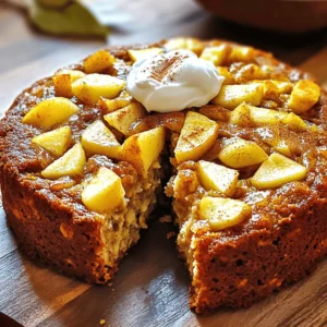 To make the Healthy Breakfast Oatmeal Apple Cake, you will need: - 2 cups rolled oats - 1 cup unsweetened applesauce - 2 medium apples, peeled and diced - 1/2 cup honey or maple syrup - 1/2 cup almond milk (or any milk of your choice) - 1/4 cup coconut oil, melted - 2 teaspoons baking powder - 1 teaspoon ground cinnamon - 1/2 teaspoon ground nutmeg - 1/4 teaspoon salt - 1/2 cup chopped nuts (walnuts or almonds, optional) - 1/4 cup raisins or dried cranberries (optional) Each ingredient in this cake serves a purpose. Here’s how they help you: - Rolled oats: Great for fiber. They keep you full and help digestion. - Unsweetened applesauce: Reduces sugar and adds moisture. It’s also low in calories. - Apples: Packed with vitamins. They add sweetness and crunch. - Honey or maple syrup: Natural sweeteners that provide antioxidants. They boost energy without spikes. - Almond milk: A low-calorie option. It’s also dairy-free and full of vitamins. - Coconut oil: Provides healthy fats. It can give you quick energy. - Baking powder: Helps the cake rise, making it light and fluffy. - Cinnamon and nutmeg: Add warmth and flavor. They also have anti-inflammatory properties. - Salt: Enhances all the flavors, making the cake taste better. - Chopped nuts: Offer healthy fats and protein. They add a nice crunch. - Raisins or dried cranberries: Provide extra sweetness and nutrients. You can swap out some ingredients based on your needs or preferences: - Rolled oats: Try quick oats or gluten-free oats for a different texture. - Unsweetened applesauce: Use mashed bananas for a fruity twist. - Honey or maple syrup: Agave syrup or coconut sugar works well too. - Almond milk: Any milk works, like soy or oat milk. - Coconut oil: Use olive oil or melted butter if you prefer. - Chopped nuts: Sunflower seeds can replace nuts if you have allergies. - Raisins or dried cranberries: Use fresh berries for a fresher taste or leave them out entirely. This Healthy Breakfast Oatmeal Apple Cake is fun to customize. Feel free to mix and match to suit your taste! First, I preheat my oven to 350°F (175°C). I get a 9x9-inch baking pan ready by greasing it lightly or lining it with parchment paper. This makes for easy removal later. In a large mixing bowl, I add the rolled oats, baking powder, ground cinnamon, ground nutmeg, and salt. I mix these dry ingredients well. Next, I take another bowl and whisk the wet ingredients. I combine unsweetened applesauce, honey or maple syrup, almond milk, and melted coconut oil. I ensure everything blends well. After that, I pour the wet mix into the dry mix. I stir gently until just combined. Over-mixing can make the cake tough. Then, I fold in the diced apples carefully. If I want some crunch, I add chopped nuts and maybe some raisins or dried cranberries. These extras add nice texture and flavor. Once my batter is ready, I transfer it to the prepared pan. I use a spatula to spread the mix evenly. Then, I place the pan in the oven. I bake it for about 30-35 minutes. To check if it’s done, I insert a toothpick into the center. If it comes out clean, the cake is ready. To avoid being tricked, I always check in the middle of the cake. If I see any wet batter on the toothpick, it needs more time. I can also look for a golden-brown color on top. After baking, I let the cake cool in the pan for about 10 minutes. Then, I move it to a wire rack to cool completely. This helps keep it moist and fluffy. To make your Healthy Breakfast Oatmeal Apple Cake fluffy, avoid over-mixing. When you combine wet and dry ingredients, stir gently until just mixed. This keeps air in the batter. Also, make sure your baking powder is fresh. Old baking powder can lead to a dense cake. One common mistake is adding too much liquid. Stick to the recipe for the best texture. Another mistake is not cooling the cake properly. Let it cool for about 10 minutes in the pan. This helps the cake set and makes it easier to cut. Lastly, resist the urge to skip the apples. They add moisture and flavor. Serve your cake warm or at room temperature. Top it with a dollop of Greek yogurt for creaminess. A light sprinkle of cinnamon enhances the flavors. You can also pair it with fresh fruit for extra nutrition. For a fun twist, add a drizzle of honey or maple syrup. This will make your breakfast even sweeter! Enjoy your cake with a cup of tea or coffee for the perfect morning treat. For the complete recipe, check out the Full Recipe. {{image_4}} You can easily make this cake gluten-free. Just use certified gluten-free rolled oats. This way, you can enjoy your cake without worry. Other gluten-free flours, like almond or coconut flour, work too. Adjust the amount of liquid in the recipe if you use these flours. Adding spices can really lift the flavor. Try adding 1 teaspoon of vanilla extract for a sweet aroma. You could also mix in 1/4 teaspoon of ground ginger for a warm kick. If you love coconut, try adding shredded coconut to the batter. It adds a fun texture and taste. If you prefer less sugar, use ripe mashed bananas instead of honey or syrup. This change keeps your cake sweet and moist. You can also use stevia or monk fruit sweetener for a low-calorie option. Remember to adjust the amounts to taste, as these sweeteners are often sweeter than honey or maple syrup. For more details, check out the Full Recipe. To keep your Healthy Breakfast Oatmeal Apple Cake fresh, store it in an airtight container. Place it at room temperature for up to three days. If you want to keep it longer, refrigerate it for up to a week. Always let it cool completely before storing. This helps prevent moisture buildup, which can make the cake soggy. Freezing is a great option if you want to save some for later. Cut the cake into individual squares. Wrap each piece tightly in plastic wrap or aluminum foil. Then, place the wrapped pieces in a freezer bag. This way, they stay fresh for about three months. When you're ready to enjoy, simply thaw the pieces in the fridge overnight. To reheat, use the microwave or oven. If using a microwave, heat each square for about 30 seconds. If you prefer the oven, set it to 350°F (175°C) and warm for about 10 minutes. This helps restore the cake’s soft texture. Enjoy it warm with a touch of yogurt or honey for extra flavor. Yes, you can use instant oats. However, they may make your cake softer. Rolled oats give the cake more texture. Instant oats absorb liquid quickly. This can change the cake’s final texture. For the best results, stick with rolled oats. They provide a nice chewiness and a hearty feel. The cake stays fresh for about three days at room temperature. Store it in an airtight container. If you want it to last longer, keep it in the fridge. In the fridge, it can last up to a week. You can also freeze it for up to three months. Just wrap individual pieces well. This way, you can enjoy a slice anytime! Absolutely! This cake is great for meal prep. It’s easy to make and keeps well. You can bake it on a Sunday. Cut it into squares and store them. Grab a piece each morning for a quick breakfast. It’s healthy and filling. You’ll love having a nutritious option ready to go! For the full recipe, check out the details above. The blog post covered many aspects of baking a Healthy Breakfast Oatmeal Apple Cake. We reviewed the key ingredients, their health benefits, and tasty alternatives. I provided step-by-step instructions for making the batter and baking it, along with tips for perfect results. Additionally, I shared variations and smart storage tips. Remember, avoiding common mistakes leads to a fluffy cake. With these insights, you can bake a delicious cake that fits your needs. Enjoy creating and sharing this wholesome treat!
