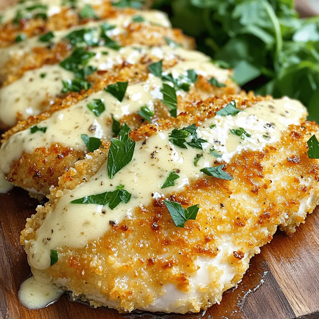 Crispy Parmesan Chicken with Garlic Cream Sauce Delight