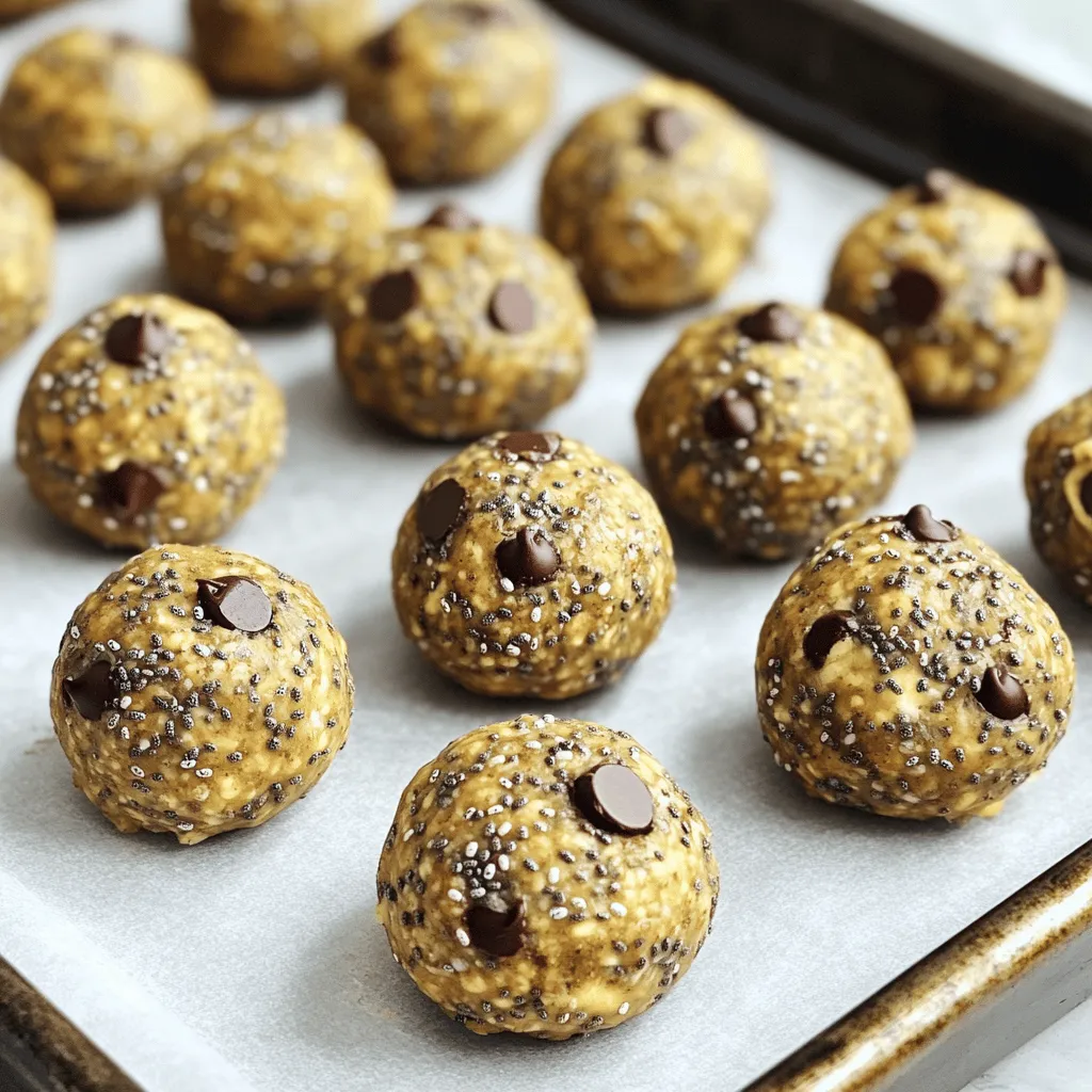 Chia Banana Bread Energy Bites are packed with nutrients. Each ingredient serves a purpose in boosting health and energy. Here’s what you need: - 2 ripe bananas, thoroughly mashed - 1 cup rolled oats - 1/2 cup almond butter (or your preferred nut butter) - 1/4 cup honey or maple syrup - 1/4 cup chia seeds - 1/2 teaspoon ground cinnamon - 1/4 teaspoon salt - 1/2 teaspoon pure vanilla extract - 1/4 cup chocolate chips (optional for a sweet touch) - 1/4 cup chopped walnuts or pecans (optional for added crunch) These ingredients are not just tasty; they also offer great nutrition. Bananas give natural sweetness and potassium. Rolled oats provide fiber for energy. Chia seeds add omega-3 fats and protein. Almond butter offers healthy fats and protein, while honey adds natural sweetness. You can mix and match some of these ingredients. Use different nut butters or sweeteners based on what you like. This flexibility keeps the recipe fresh and fun. Enjoy making these bites as a quick snack or a boost for your day! For the full recipe, be sure to check out the details above. Start by mashing the bananas in a large bowl. Add almond butter, honey, and vanilla extract. Mix these ingredients well with a fork or whisk. Your goal is a smooth and creamy consistency. This blend gives the bites their sweet taste and moist texture. Now, gently fold in the rolled oats, chia seeds, ground cinnamon, and salt. Mix until everything is well combined. Make sure there are no dry pockets left in the mixture. This step is key for even flavor in every bite. If you want to add a twist, mix in chocolate chips and chopped nuts. These ingredients bring extra flavor and crunch. Stir until they are evenly spread throughout the mixture. This is where you can make the recipe your own. Cover the bowl tightly and refrigerate for 30 minutes. This time allows the mixture to firm up. It makes it easier to shape into bites later. Don’t skip this step; it's important for the texture. Once chilled, scoop out portions of the mixture. Shape them into 1-inch balls using your hands. Consistent sizes help ensure even energy bites. Place them on a baking sheet lined with parchment paper, leaving some space between them. For added texture, you can roll some bites in chia seeds or crushed nuts. This step is optional but fun. After shaping and coating, return the baking sheet to the fridge for another 10-15 minutes. This helps the bites set completely. You can now enjoy your Chia Banana Bread Energy Bites as a quick snack or store them in an airtight container for later. For the full recipe, check the earlier section. To get the best texture for your energy bites, mixing is key. Use a fork or whisk to blend the bananas, nut butter, and sweetener until smooth. This helps create a creamy base. When you add the dry ingredients, fold them in gently. This means mixing without overdoing it. You want to see all the oats and chia seeds evenly spread throughout. This way, every bite will have a nice balance. Do you want to switch things up? You can use different nut butters if you like. Peanut butter or cashew butter work well too. For sweeteners, try agave syrup or coconut sugar. Each choice can change the flavor slightly. Feel free to experiment! Just keep the measurements similar to the original recipe for the best results. Using ripe bananas is very important for great flavor. They should be soft and speckled with brown spots. This means they are sweet and ready to use. Fresh ingredients help make your bites taste amazing. Plus, ripe bananas mash easily, making your mixing job much simpler. Always choose quality ingredients for the best outcome. For the Full Recipe, follow the instructions closely for perfect energy bites. {{image_4}} You can easily change up the flavors of your Chia Banana Bread Energy Bites. Adding dried fruits like raisins, cranberries, or apricots gives a sweet twist. You can also include spices such as nutmeg or ginger for warmth. Want a bit of crunch? Try adding sunflower seeds or pumpkin seeds. These small changes can make a big difference in taste and texture. Making your energy bites fit your diet is simple. To keep them vegan, just swap honey for maple syrup. If you need gluten-free bites, make sure your oats are certified gluten-free. You can also choose nut butters that do not contain added sugars or oils. These adjustments keep your bites healthy and still delicious. Chia Banana Bread Energy Bites work well as a snack on their own. You can also pair them with yogurt for a fun treat. For a savory twist, try them with nut dips like almond or cashew. This mix of flavors makes your snack time more exciting. Don’t forget to check out the Full Recipe for more ideas! To keep your Chia Banana Bread Energy Bites fresh, store them in an airtight container. This type of container helps prevent moisture loss and keeps the bites tasty. I recommend using glass or BPA-free plastic containers. In the refrigerator, these energy bites last up to one week. For the best taste and texture, enjoy them within this time frame. The flavors blend well, making each bite even more delicious as they sit. If you want to save some for later, freezing is a great option. Place the energy bites in a single layer on a baking sheet. Freeze them for about an hour, then transfer them to a freezer-safe bag or container. They can last up to three months in the freezer. Just remember to label the bag with the date! When you're ready to enjoy, thaw them in the fridge overnight. Enjoy this nutritious snack anytime! For the complete recipe, check out the [Full Recipe]. Chia Banana Bread Energy Bites last about one week in the fridge. Keep them in an airtight container to stay fresh. If you want them to last longer, you can freeze them. They will hold their taste and texture for about three months in the freezer. Yes, you can make these energy bites without nuts. If you want to skip nuts, use extra oats or seeds as a substitute. This keeps the texture nice while still being tasty. You can use flaxseeds instead of chia seeds. Ground flaxseeds will give you a similar texture and health benefits. Just remember to adjust the liquid in your recipe if you use whole flaxseeds, as they absorb more moisture. Absolutely! These energy bites are perfect for kids. They are packed with nutrients and taste great. You can even let your kids help make them. It’s a fun way to get them involved in healthy eating. To make these bites sweeter, add more honey or maple syrup. Start with a tablespoon at a time. Taste the mixture as you go to find the right sweetness for you. You can also use ripe bananas, which add natural sweetness. For the full recipe, check out the Chia Banana Bread Energy Bites section above. In this post, we explored how to make Chia Banana Bread Energy Bites. You learned about the simple ingredients and step-by-step instructions for preparation. I also shared tips and tricks, along with variations for different tastes. Remember, choosing ripe bananas enhances the flavor. These bites are great for snacks or packed lunches. With proper storage, they can last for weeks. Now, enjoy making your own energy bites and customize them to your liking!
