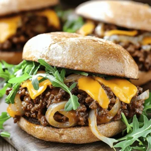 To make delicious Steakhouse Burger Sloppy Joes, gather these ingredients: - 1 lb ground beef (preferably 80/20 for optimal juiciness) - 1 small onion, finely chopped - 2 cloves garlic, minced - 1/2 cup finely diced bell pepper (any color) - 1 teaspoon smoked paprika - 1 tablespoon Worcestershire sauce - 1 tablespoon ketchup - 1 tablespoon mustard - 1 tablespoon brown sugar - 1/2 cup beef broth - Salt and pepper to taste - 4 whole wheat hamburger buns - 4 slices of aged cheddar cheese - Fresh arugula or spinach for garnish - Pickles, for serving (optional) Using high-quality ingredients makes a big difference. I suggest choosing grass-fed beef for better flavor and nutrients. Fresh vegetables add crunch and taste, so select ones that look vibrant. Aged cheddar cheese brings a rich, sharp flavor that complements the dish well. For the best taste, always opt for organic or locally sourced ingredients when possible. If you need substitutions, here are some ideas: - Ground Beef: You can use ground turkey, chicken, or even plant-based meat for a healthier or vegetarian option. - Bell Pepper: Swap for chopped mushrooms or zucchini if you prefer. - Aged Cheddar: Try pepper jack for a spicy twist or Swiss for a milder taste. - Whole Wheat Buns: Use regular white buns or lettuce wraps for a low-carb option. - Brown Sugar: Honey or maple syrup works if you run out of brown sugar. Feel free to mix and match based on your taste and what you have in your kitchen! You can find the full recipe [here]. Start by getting your ingredients ready. Chop 1 small onion and 1/2 cup of bell pepper. You can choose any color you like. Mince 2 cloves of garlic. This mix will add great flavor. Heat a splash of oil in a large skillet over medium heat. Add the chopped onion and bell pepper. Sauté for about 5 minutes. You want them to soften. After that, add the minced garlic. Cook it for 1 more minute until it smells good. Now, move the veggies to one side of the skillet. Place 1 pound of ground beef in the center. Use a spatula to break it into smaller pieces. Cook this for 6-8 minutes. You need to make sure it's fully browned. If there’s too much fat, drain it off. This keeps your Sloppy Joes lean and tasty. Next, add flavor to the beef. Pour in 1 teaspoon of smoked paprika, 1 tablespoon of Worcestershire sauce, 1 tablespoon of ketchup, 1 tablespoon of mustard, 1 tablespoon of brown sugar, and 1/2 cup of beef broth. Stir everything well. Turn the heat up a bit until it simmers. Then, lower the heat to low. Let it simmer uncovered for 10-15 minutes. This helps the flavors blend. Stir occasionally. Taste and add salt and pepper if needed. You can find the complete cooking steps in the Full Recipe. To boost the taste of your Sloppy Joes, focus on layers. Start with fresh ingredients. Use a mix of onions and bell peppers for sweetness. A touch of smoked paprika adds depth. Worcestershire sauce brings umami, perfect for that steakhouse vibe. Brown sugar balances the flavors. Feel free to adjust the seasonings to suit your taste. For a great texture, use 80/20 ground beef. The fat keeps it juicy. Avoid overcooking the beef; it should be tender and crumbly. Simmer the mixture long enough to thicken but not too long to dry it out. Toasting the buns adds a nice crunch. This contrast makes each bite delightful. Presentation matters! Use whole wheat buns for a healthy twist. Aged cheddar melts beautifully over the hot meat. Add fresh arugula or spinach for color and crunch. Serve with crispy sweet potato fries or a simple salad. Place extra pickles in small bowls for guests. This creates a fun, interactive meal. {{image_4}} Want to spice up your Sloppy Joes? Try adding some heat! You can mix in diced jalapeños or a splash of hot sauce. If you prefer a milder spice, go for smoked paprika. It gives a nice flavor without too much heat. You can also top your Sloppy Joes with pepper jack cheese. This will add both creaminess and a spicy kick. If you want a meat-free version, there are great options. Use lentils or black beans instead of beef. They cook well and soak up flavors nicely. You can sauté the same veggies and add them in. For a vegan option, use plant-based cheese and skip the Worcestershire sauce, as it may contain anchovies. This keeps it tasty and plant-based. Cheese makes everything better! While aged cheddar is my favorite, try other options. Swiss cheese melts nicely and adds a nutty flavor. Blue cheese can give a bold taste that pairs well with beef. You can even use a dairy-free cheese for a vegan twist. Each cheese will change the flavor, so explore and find what you love! For a detailed recipe, check out the Full Recipe! Storing your leftovers is simple. First, let the Sloppy Joes cool down. Then, place the mixture in an airtight container. You can keep it in the fridge for up to three days. Make sure to store the buns separately. This keeps them from getting soggy. If you want your meal to last longer, consider freezing it. To reheat, grab a skillet. Add a splash of water or broth to keep the meat moist. Heat it over low to medium heat. Stir the mixture until it is hot. This usually takes about 5-7 minutes. You can also use the microwave. Just place the mixture in a bowl, cover it, and heat for 1-2 minutes, stirring halfway through. To freeze, pack the Sloppy Joe mixture in a freezer-safe bag. Try to remove as much air as possible. Label the bag with the date. The mixture can last in the freezer for up to three months. When you are ready to eat, thaw it in the fridge overnight. Reheat it as mentioned above before serving. Enjoy your delicious Steakhouse Burger Sloppy Joes again with the right care! For the complete recipe, check out the [Full Recipe]. You can make the sloppy joe mixture in advance. Cook the beef and veggies, then let it cool. Store it in an airtight container in the fridge for up to three days. When you’re ready to eat, just reheat it on the stove or in the microwave. This saves time and makes dinner quick. You can also freeze the mixture for up to three months. Thaw it in the fridge overnight before reheating. Yes, ground turkey is a great swap for beef. It brings a lighter taste to the dish. Use the same amount of ground turkey as you would ground beef. Cooking times will be similar. Just make sure to season it well since turkey can be milder in flavor. For added juiciness, consider using dark meat turkey. You can serve these sloppy joes with many sides. Here are some tasty options: - Crispy sweet potato fries - Classic potato chips - A fresh mixed green salad - Coleslaw for a crunchy contrast - Pickles on the side for extra flavor Pairing them with a side drink like homemade lemonade or iced tea can complete your meal. Keep it simple and enjoy! This guide covered all you need for making great Steakhouse Burger Sloppy Joes. We explored the best ingredients and tips for flavor and texture. I shared how to prepare and cook the meat, along with serving ideas. You can also try variations for spice or vegetarian options. Lastly, I included storage tips to keep your leftovers tasty. Enjoy creating your own version, and don’t be afraid to experiment! Your Sloppy Joes will impress everyone at the table.