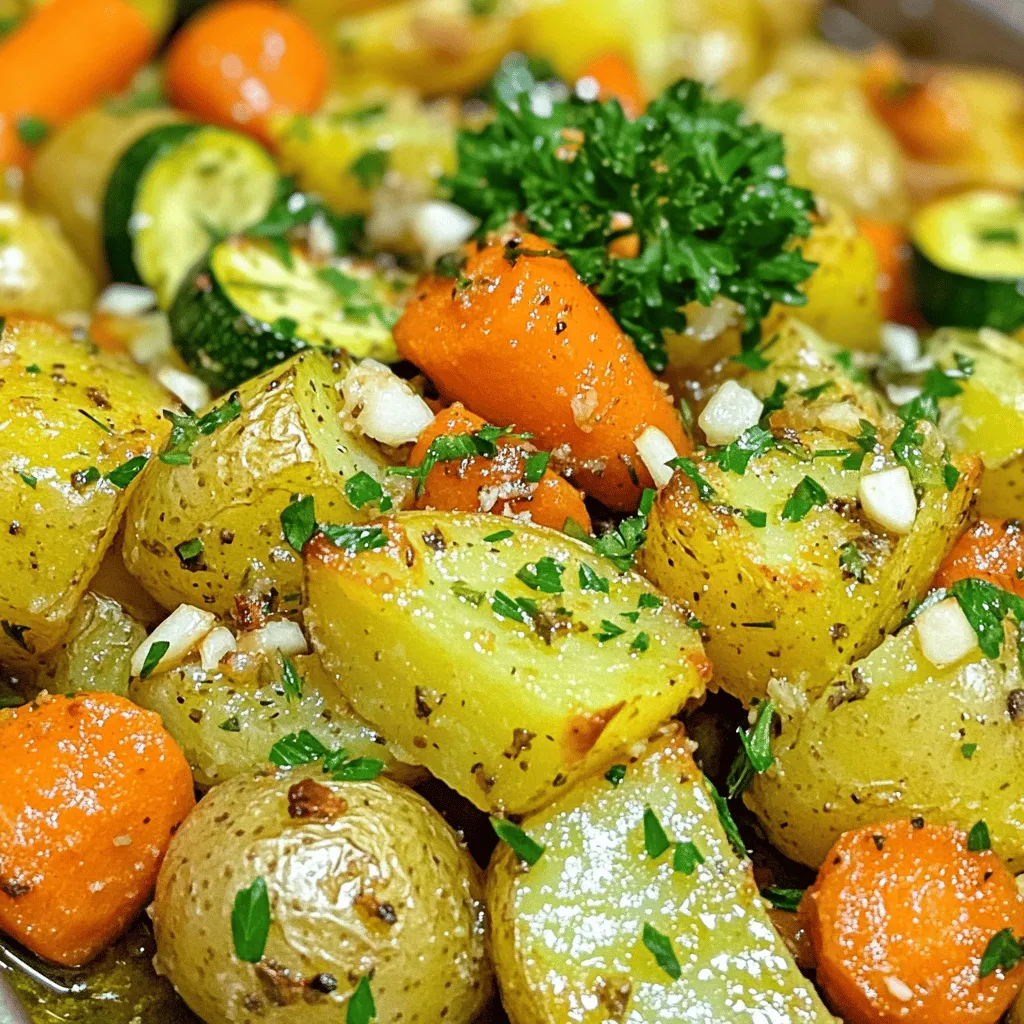 Garlic Herb Roasted Potatoes, Carrots & Zucchini Dish