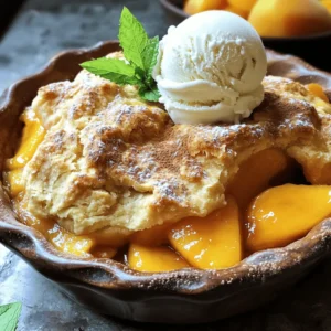 To make this delightful peach cobbler, gather these simple ingredients: - 4 cups fresh peaches, peeled and sliced - 1 cup granulated sugar, divided into two portions - 1 tablespoon fresh lemon juice - 1 teaspoon ground cinnamon - 1 cup all-purpose flour - 1 tablespoon baking powder - 1/2 teaspoon salt - 1 cup whole milk - 1/2 cup unsalted butter, melted and slightly cooled - 1 teaspoon pure vanilla extract When picking peaches, look for a few key signs: - Color: Choose peaches that are vibrant and have a rich yellow or orange hue. - Feel: Gently squeeze them. They should be slightly soft but not mushy. - Aroma: Smell the peaches. A sweet, fruity scent means they are ripe and flavorful. - Season: Buy peaches during their peak season, which is late summer. That’s when they are the sweetest. If you need to make swaps, here are some easy ideas: - Peaches: Use nectarines or even canned peaches in syrup. - Granulated Sugar: You can use brown sugar for a deeper flavor. - Milk: Almond milk or oat milk can replace whole milk. - Butter: Coconut oil or vegetable oil can work instead of butter. You can find the full recipe for this cobbler to guide you through the process. Enjoy creating this sweet dish! Start by peeling and slicing four cups of fresh peaches. Choose ripe peaches for the best flavor. In a large bowl, mix the sliced peaches with half a cup of granulated sugar, one tablespoon of fresh lemon juice, and one teaspoon of ground cinnamon. Toss gently to coat the peaches. This step adds sweetness and a hint of spice. Pour the peach mixture into a greased 9x13-inch baking dish. Spread it evenly across the bottom. In another bowl, sift together one cup of all-purpose flour, the remaining half cup of sugar, one tablespoon of baking powder, and half a teaspoon of salt. Sifting helps to remove lumps and mix the dry ingredients well. This mix is key to a light, fluffy cobbler. Now, add one cup of whole milk, half a cup of melted unsalted butter, and one teaspoon of pure vanilla extract to your dry mix. Whisk gently until it is smooth and pourable. Carefully pour this batter over the peach mixture in the baking dish. Do not stir! The batter will rise while baking, forming a tasty, crispy topping. Bake your cobbler in a preheated oven at 350°F (175°C) for 45-50 minutes. Look for a golden brown top. Insert a toothpick into the center; it should come out clean. After baking, let the cobbler cool for at least 15 minutes. This cooling helps it set. For the full recipe, check the instructions provided earlier. To get a great cobbler topping, follow these tips. First, mix your dry ingredients well. This helps the baking powder spread evenly. Next, pour the batter gently over the peaches. Don’t stir the two layers. This way, the batter rises and forms a nice crust. Bake until golden brown. The cobbler should look inviting and smell sweet. Many people make simple mistakes when baking cobbler. Here are a few to watch out for: - Using unripe peaches: Always use ripe, sweet peaches for the best flavor. - Skipping the cooling time: Let your cobbler cool for at least 15 minutes. This helps it set properly. - Overmixing the batter: Mix just until combined. Overmixing can make the topping tough. - Not measuring ingredients: Accurate measurements are key to a perfect cobbler. To enjoy your cobbler fully, serve it warm. A scoop of vanilla ice cream on top makes it extra special. You can also add a dollop of whipped cream. For a burst of flavor, sprinkle some cinnamon on top. Serve with fresh mint for a pop of color. These little touches will impress your guests and make each bite memorable. For the full recipe, check out the detailed steps above. {{image_4}} You can make your peach cobbler even better by adding spices. Cinnamon is a great start, but don’t stop there. Try nutmeg or ginger for a warm touch. A pinch of cardamom can add a unique twist. Mix these spices into the peaches before baking. This will give your cobbler a rich flavor that surprises everyone. Peach cobbler is just the beginning. You can use other fruits to create new flavors. Consider using berries like strawberries, blueberries, or raspberries. Apples and pears also work well. Each fruit brings its own taste. Combine fruits for a mixed-fruit cobbler. This way, you can enjoy different flavors every time you bake. For gluten-free options, swap regular flour with a gluten-free blend. Look for blends that include rice flour or almond flour. This keeps the texture nice and tender. If you need a dairy-free option, use almond milk or coconut milk. Replace butter with coconut oil or a dairy-free margarine. These simple swaps make the cobbler suitable for everyone. For the full recipe, check out the details above. After enjoying your peach cobbler, let it cool completely. Once cooled, cover it with plastic wrap or foil. You can also place it in an airtight container. Store it in the fridge for up to five days. This keeps the cobbler fresh and ready for later. When you're ready to enjoy your cobbler again, preheat your oven to 350°F (175°C). Place the leftover cobbler in a baking dish. Cover it with foil to keep moisture in. Heat for about 15-20 minutes. This way, the topping stays crisp and the peaches warm. If you want to save your peach cobbler for longer, freezing works well. Slice the cobbler into portions. Wrap each piece tightly in plastic wrap, then place in a freezer bag. It can last up to three months in the freezer. To enjoy, thaw it in the fridge overnight before reheating. For the full recipe, check out The Easiest Southern Peach Cobbler! Yes, you can make this peach cobbler ahead. Prepare it the night before and store it in the fridge. Just cover it well to keep it fresh. When you're ready to bake, let it sit at room temp for about 30 minutes. Then, pop it in the oven. This way, you get a warm cobbler with ease. Peach cobbler shines on its own, but you can enhance it. Serve it warm with a scoop of vanilla ice cream. This adds a creamy touch. Whipped cream is another great choice. You could also sprinkle some chopped nuts for crunch. A drizzle of caramel sauce can make it fancy too. Check the top of your cobbler. It should be golden brown and firm. Insert a toothpick in the center. If it comes out clean, the cobbler is ready. It is important to let it cool for about 15 minutes. This helps it set and makes it easier to serve. For the full recipe, check out the detailed steps. In this post, we covered the best way to make the easiest Southern peach cobbler. We discussed key ingredients and how to pick ripe peaches. You learned step-by-step instructions for making and baking the cobbler. I shared tips for a perfect topping and common mistakes to avoid. Finally, we explored variations, storage tips, and frequently asked questions. Enjoy your cobbler warm with ice cream or fresh cream for the best taste. Making it right is key to a tasty treat!