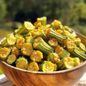 For a perfect batch of air fryer okra, you need these main ingredients: - 1 pound fresh okra, trimmed and sliced into 1/2-inch pieces - 1 cup cornmeal - 1/2 cup all-purpose flour - 1 large egg, beaten - 1 tablespoon olive oil These ingredients make a tasty and crunchy snack. Fresh okra is key for the best texture. To make your okra flavorful, mix in these seasonings: - 1 teaspoon garlic powder - 1 teaspoon onion powder - 1/2 teaspoon smoked paprika - 1/2 teaspoon cayenne pepper (adjust to taste) - 1 teaspoon salt - 1/2 teaspoon freshly ground black pepper These spices add a kick that makes each bite pop with flavor. The cornmeal and flour give the okra a great crunch. Want to make your okra even more exciting? Consider these add-ins: - Grated Parmesan cheese for a cheesy twist - Fresh herbs like parsley or cilantro for a fresh touch - A squeeze of lemon juice for brightness These extras can turn your snack into something special. Feel free to experiment and find your favorite mix! Start by gathering your ingredients. You will need: - 1 pound fresh okra, trimmed and sliced into 1/2-inch pieces - 1 cup cornmeal - 1/2 cup all-purpose flour - 1 teaspoon garlic powder - 1 teaspoon onion powder - 1/2 teaspoon smoked paprika - 1/2 teaspoon cayenne pepper (adjust to taste) - 1 teaspoon salt - 1/2 teaspoon freshly ground black pepper - 1 large egg, beaten - 1 tablespoon olive oil First, preheat your air fryer to 400°F (200°C). This helps the okra cook evenly. In a medium bowl, mix the cornmeal, flour, garlic powder, onion powder, smoked paprika, cayenne pepper, salt, and black pepper. Whisk them together well. Next, in a separate bowl, beat the egg. Add the sliced okra to the egg and toss to coat each piece. This step ensures the coating sticks well. Now, take the egg-coated okra and transfer it to the bowl with the cornmeal mix. Toss the okra gently until all pieces are coated. Drizzle the olive oil over this mixture. Mix again to coat every piece lightly. Arrange the okra in a single layer in the air fryer basket. Make sure to leave space between the pieces. If needed, cook in batches for best results. Cook the okra for 10-12 minutes. Shake the basket halfway through to promote even cooking. Keep an eye on them. They should turn golden brown and crispy. Once done, carefully remove the okra from the air fryer. Serve the crispy okra right away. Use a colorful platter for a nice touch. You can garnish with fresh herbs like parsley or cilantro. For an extra treat, pair it with a zesty dipping sauce. A homemade garlic aioli or a tangy yogurt dip works great. Enjoy your crispy snack! To make your air fryer okra crispy, follow these steps: - Coat evenly: Make sure each okra piece gets a good mix of the egg and dry ingredients. This helps the coating stick well. - Use oil wisely: A light drizzle of olive oil enhances crispiness. Don’t skip this step! - Single layer: Place the okra in a single layer. Avoid overcrowding the basket to allow proper air flow. Here are some common pitfalls you should steer clear of: - Skipping the preheat: Always preheat your air fryer. This helps the okra cook evenly and become crispy. - Too much moisture: Ensure the okra is dry before coating. Excess moisture can lead to soggy pieces. - Ignoring cooking times: Keep an eye on the okra. Cooking times can vary. Aim for a golden brown color. For the best results, set your air fryer to: - Temperature: 400°F (200°C) - Time: Cook for 10-12 minutes. Shake the basket halfway through for even cooking. Following these tips helps you create a deliciously crispy snack. Enjoy your air fryer okra! For more detailed steps, check the Full Recipe. {{image_4}} To make spicy air fryer okra, add more cayenne pepper. Start with 1 teaspoon, or adjust as you like. You can also mix in some chili powder for extra heat. This snack packs a punch and is perfect for those who love bold flavors. The heat will balance with the natural taste of the okra, making it a great treat. For cheesy air fryer okra, sprinkle some grated cheese on top. Try using Parmesan or cheddar. Add the cheese halfway through cooking to let it melt perfectly. This gives a creamy texture and rich flavor. The cheese blends well with the crispy coating, making every bite delightful. To make vegan-friendly air fryer okra, skip the egg. Use a flax egg instead. Mix one tablespoon of ground flaxseed with three tablespoons of water. Let it sit for five minutes to thicken. This acts as a great binder for the coating. The flavor stays just as tasty, and it is a healthy option too. Enjoy this version as a guilt-free snack that pleases everyone. To keep your leftover air fryer okra fresh, let it cool first. Place it in an airtight container. This helps prevent moisture. Store it in the fridge. It will stay good for up to three days. If you want to enjoy it later, freezing is a great option. To reheat your okra and keep it crispy, use the air fryer again. Preheat the air fryer to 350°F (175°C). Place the okra in a single layer. Heat for about 5-7 minutes. This will restore its crunch. You can also use an oven. Set it to 350°F (175°C) and bake for 10 minutes. Avoid using the microwave, as it makes the okra soggy. If you have extra okra, freezing is easy. Start by blanching the okra first. Boil water, then add the okra for 3 minutes. Quickly transfer it to ice water to stop cooking. Drain and pat dry. Place the okra in a freezer bag, removing as much air as possible. Label it with the date. You can freeze it for up to six months. When you're ready to use it, cook from frozen in your air fryer. Enjoy the taste of fresh okra anytime! Yes, you can use frozen okra in the air fryer. Just make sure to thaw it first. Pat it dry with a paper towel to remove excess moisture. This helps the coating stick and keeps the okra crispy. Adjust the cooking time as frozen okra may need a few extra minutes to cook through. Air frying okra is a healthier choice than deep frying. It uses less oil, which cuts down on calories and fat. Okra is also rich in vitamins and minerals. It has fiber, which aids digestion. Plus, it contains antioxidants that help fight disease. To prevent soggy okra, follow these tips: - Use fresh, dry okra. - Coat the okra lightly with oil. - Do not overcrowd the air fryer basket. - Shake the basket halfway through cooking. These steps help circulate air and keep each piece crisp. Air fryer okra is simple and tasty. We covered ingredients, steps, and tips to make it right. You can add spice, cheese, or keep it vegan for fun flavors. Remember to store leftovers properly to keep them crisp. These tips help you enjoy okra in new ways. Now, you’re ready to impress family and friends with your delicious air fryer okra!