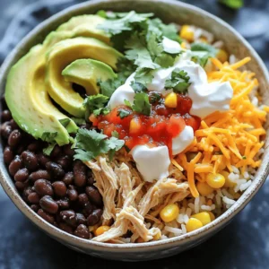 - 1.5 lbs boneless, skinless chicken breasts - 1 can (15 oz) black beans, drained and rinsed - 1 can (15 oz) corn, drained - 1 tsp chili powder - 1 tsp ground cumin - 1 tsp garlic powder - ½ tsp smoked paprika - 1 cup long-grain rice (uncooked) - 2 cups chicken broth (or low-sodium option) - Optional toppings: diced avocado, shredded cheese, sour cream, fresh cilantro When making a slow cooker chicken burrito bowl, the right ingredients make all the difference. The main items include chicken breasts, black beans, and corn. These create a tasty base for your meal. Next, spices bring flavor. I use chili powder, cumin, garlic powder, and smoked paprika. These spices work together to give the dish a nice kick. Rice is essential too. It helps soak up the broth and adds heartiness. I choose long-grain rice for its texture and flavor. Finally, toppings are where you can get creative. Diced avocado, shredded cheese, sour cream, and fresh cilantro add freshness and creaminess to every bite. For the complete slow cooker chicken burrito bowl experience, check the Full Recipe for all the details! 1. Place chicken breasts in the slow cooker. 2. In a bowl, mix black beans, corn, salsa, chili powder, ground cumin, garlic powder, and a pinch of salt and pepper. 1. Pour the bean mixture over the chicken. 2. Rinse the rice under cold water until the water runs clear. Layer the rinsed rice on top of the bean mixture. 1. Pour chicken broth over the rice. 2. Cover and cook on low for 6-7 hours or high for 3-4 hours. Once cooked, shred the chicken with two forks. Mix it with the beans, corn, and rice. Taste and adjust seasoning as needed. The dish can sit for 10-15 minutes to deepen the flavors. Serve hot with your choice of toppings. For the full recipe, check out the earlier section. To make your Slow Cooker Chicken Burrito Bowl just right, you can adjust spice levels to your taste. If you like more heat, add extra chili powder. For a milder flavor, use less or pick a gentle salsa. Finding the right balance makes a big difference. To achieve perfectly cooked rice, rinse the rice well before using it. This step removes extra starch, so your rice cooks up fluffy. Layer the rinsed rice evenly over the bean mix in the slow cooker. This way, it cooks just right without getting mushy. For a great presentation, serve the burrito bowl in bright bowls. This makes the dish look fresh and inviting. Add lime wedges on the side for a zesty kick. It brightens the flavors and adds fun to your meal. For toppings, try creamy diced avocado or a sprinkle of shredded cheese. These add richness and texture. A dollop of sour cream can make it even more satisfying. Fresh cilantro leaves on top give a burst of color and flavor, making your bowl look appealing. Cooking times can change based on your slow cooker model. If yours cooks faster, check the chicken after 5 hours on low. If it takes longer, you may need to add more time. Always ensure the chicken is tender and easy to shred. For storing leftovers, let the dish cool before placing it in the fridge. Keep it in an airtight container for best freshness. You can enjoy the flavors for a few days. If you want to save it longer, freeze it in portions. This way, you can have a tasty meal ready anytime! {{image_4}} You can easily change up your slow cooker chicken burrito bowl. Try adding different beans or grains for a fresh taste. Black beans work great, but pinto or kidney beans are also good. For grains, consider quinoa or brown rice. These options boost protein and fiber content. If you want to switch proteins, use turkey or tofu. They both soak up flavors well. You can also try shredded beef or pork for a heartier meal. Each choice brings its own special taste to your bowl. Making this dish gluten-free is simple. Just use gluten-free chicken broth. Most beans and rice are gluten-free too. Always check labels to be sure. For vegetarian or vegan options, replace chicken with jackfruit or chickpeas. Both work well and add lots of flavor. You can also swap regular broth for vegetable broth. These changes keep the meal tasty while meeting dietary needs. For a Mexican-inspired twist, add fresh cilantro and lime juice. These bright flavors enhance the dish. You can also sprinkle crumbled queso fresco on top for a creamy finish. If you want an Asian flavor, try adding soy sauce and ginger. This mix gives a unique taste. You can even serve the bowl over rice noodles for a fun change. For Mediterranean flavors, add olives and feta cheese. These ingredients offer a salty kick. You can also use spices like oregano and thyme for extra depth. These variations make your slow cooker chicken burrito bowl fun and exciting! Check the Full Recipe for more details and ideas. To keep your Slow Cooker Chicken Burrito Bowl fresh, store leftovers in an airtight container. Place them in the fridge within two hours of cooking. This helps avoid bacteria growth. Use the following tips for best results: - Divide into portions for easy meal prep. - Label containers with the date to track freshness. If you want to save some for later, you can freeze it. Here’s how: - Cool the dish completely before freezing. - Use freezer-safe bags or containers. - Remove as much air as possible to prevent freezer burn. When you're ready to enjoy your leftovers, reheating is simple. You can use either a microwave or stovetop. Here’s how: - Microwave: Place in a bowl, cover with a lid or plastic wrap, and heat for 2-3 minutes. Stir halfway for even heating. - Stovetop: Heat in a pot over medium heat, stirring often until warm. To keep flavor and texture, add a splash of chicken broth or water while reheating. This helps prevent drying out. In the fridge, your Slow Cooker Chicken Burrito Bowl lasts about 3-4 days. If you freeze it, it’s best enjoyed within 2-3 months for peak taste. Look for these signs of spoilage: - Off smell or unusual odor. - Change in color or texture. - Visible mold or sliminess. Trust your senses! If it seems off, it's best to discard it. To add heat, use spicy salsa or diced jalapeños. You can also add extra chili powder. For an extra kick, mix in cayenne pepper. Start with a small amount. Taste as you go to find your perfect spice level. Yes, you can use frozen chicken. Just increase the cooking time. Cook on low for 8-9 hours or on high for 4-5 hours. Always check that the chicken reaches 165°F. This ensures it is safe to eat. You can serve your burrito bowl with tortilla chips. A fresh salad with lime vinaigrette is also great. Consider adding guacamole or pico de gallo. These sides enhance the meal and bring more flavor. Yes, you can skip the rice. Instead, serve the chicken mix in lettuce wraps. You can also use quinoa or cauliflower rice for a low-carb option. This keeps the meal light and fresh. Store leftovers in an airtight container. Keep them in the fridge for up to three days. You can also freeze the dish. It lasts up to three months in the freezer. Yes, you can make a vegetarian version. Replace the chicken with extra black beans or chickpeas. You can also use mushrooms for a meaty texture. Adjust the cooking time as needed. Add colorful veggies like bell peppers or corn. Fresh toppings like diced tomatoes and cilantro add color too. Serve with lime wedges for a vibrant touch. This makes your bowl more appealing and fun to eat. This blog post showed you how to make a tasty Slow Cooker Chicken Burrito Bowl. We covered the main ingredients, from chicken breasts to black beans and rice. You learned the step-by-step process, plus tips for perfecting the dish. I shared variations to suit different diets and flavors. Don’t forget about storage and reheating tips to keep your leftovers fresh. Enjoy trying this recipe and make it your own! You’ll love the easy meal prep and delightful flavors.