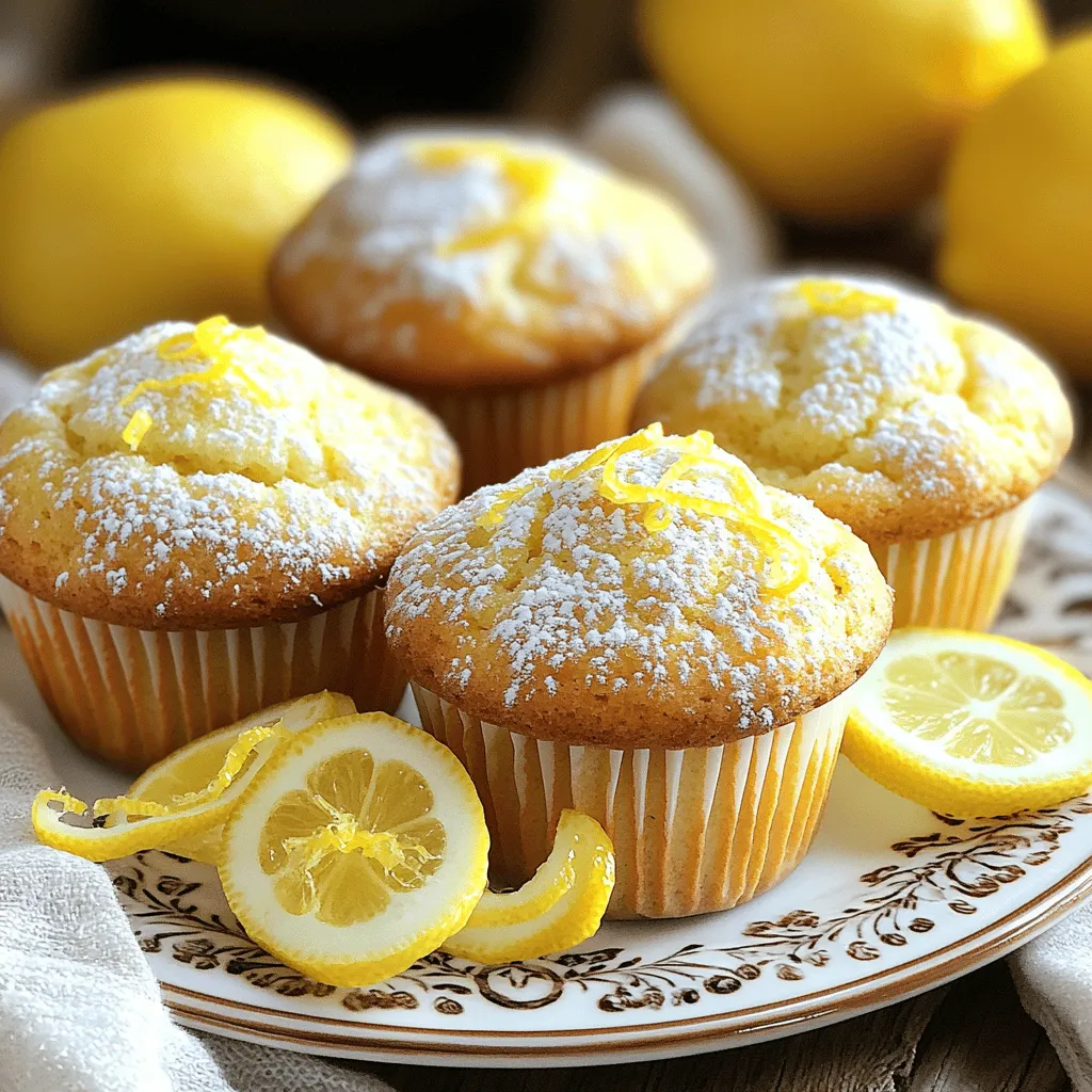 To make delicious lemon cream cheese muffins, gather these ingredients: - 1 ½ cups all-purpose flour - ½ cup granulated sugar - 1 tablespoon freshly grated lemon zest (from about 1 medium lemon) - 1 teaspoon baking powder - ½ teaspoon baking soda - ½ teaspoon fine sea salt - 4 ounces cream cheese, softened - 1 large egg, at room temperature - ¼ cup unsalted butter, melted - ½ cup plain Greek yogurt, preferably full-fat - ¼ cup fresh lemon juice (from about 2 medium lemons) - 1 teaspoon pure vanilla extract - Optional: Powdered sugar for dusting Each ingredient plays a key role in flavor and texture. Here are some notes: - Flour: I use all-purpose flour. You can try whole wheat flour for added fiber. - Sugar: Granulated sugar gives sweetness. You can use brown sugar for a richer flavor. - Lemon Zest and Juice: Fresh zest and juice add brightness. Bottled juice lacks the same taste. - Cream Cheese: Use full-fat cream cheese for the best creaminess. Neufchâtel is a lighter option. - Greek Yogurt: This adds moisture. You can swap it with sour cream if needed. - Butter: Unsalted butter allows you to control the salt. You can use coconut oil for a dairy-free option. Fresh ingredients make a big difference. Here’s how to pick the best: - Lemons: Choose firm, bright lemons. They should feel heavy for their size. This shows they are juicy. - Eggs: Look for eggs that are clean and uncracked. Check the sell-by date for freshness. - Cream Cheese: Buy cream cheese close to its expiration date for the best flavor. - Yogurt: Look for full-fat yogurt with no added sugars. This helps keep muffins rich. Using fresh ingredients gives you the best lemon cream cheese muffins. For the full recipe, follow the steps carefully. Enjoy baking! Start by preheating your oven to 350°F (175°C). Line a muffin tin with paper liners or grease the cups to prevent sticking. In a medium bowl, mix the dry ingredients: all-purpose flour, granulated sugar, lemon zest, baking powder, baking soda, and sea salt. Whisk them together until no lumps remain. In a larger bowl, beat the softened cream cheese with a hand mixer until smooth. Gradually add the melted butter and mix until well combined. Next, add the egg, Greek yogurt, fresh lemon juice, and vanilla extract to the cream cheese mixture. Whisk until smooth. Now, carefully fold the dry ingredients into the wet mixture using a spatula. Be gentle to keep the muffins light. The batter should still have some lumps. Fill each muffin cup about two-thirds full with batter. This allows room for them to rise while baking. Place the muffin tin in the preheated oven and bake for 18 to 22 minutes. The tops should turn lightly golden. Use a toothpick to check if they are done; it should come out clean when inserted into the center. After baking, let the muffins cool in the tin for about five minutes. Then, carefully transfer them to a wire rack to cool completely. If you like, dust the tops with powdered sugar for a sweet touch. For a lovely display, serve them on a tiered cake stand. You can add lemon slices or curls of lemon zest for extra flair. This simple and tasty recipe makes for a delightful treat! For the full recipe, check out the complete instructions! To keep your muffins tender and moist, use room temperature ingredients. This means letting your egg and cream cheese sit out before mixing. The yogurt also adds moisture. If your yogurt is too thick, you can add a splash of milk. Also, avoid overmixing the batter. Mix just until the dry and wet ingredients come together. This helps keep the muffins light and fluffy. One common mistake is forgetting to measure ingredients correctly. Use dry measuring cups for flour and sugar, and liquid measuring cups for yogurt and lemon juice. Another mistake is baking at the wrong temperature. Always preheat your oven before baking. Lastly, don’t skip the cooling time. Letting muffins cool on a wire rack prevents sogginess. To boost lemon flavor, use fresh lemons instead of bottled juice. The zest adds a bright taste and lovely aroma. Grate the zest finely for the best results. For even more flavor, consider adding a splash of lemon extract. If you want a sweeter taste, you can mix in a bit of lemon curd. For a full guide, check out the Full Recipe for Lemon Cream Cheese Muffins. {{image_4}} You can give lemon cream cheese muffins a fun twist. Here are some great ideas: - Blueberries: Add 1 cup of fresh or frozen blueberries. They pair well with lemon. - Chopped nuts: Walnuts or pecans add a nice crunch. Use about ½ cup. - Chocolate chips: For a sweet touch, mix in ½ cup of white or dark chocolate chips. - Dried fruits: Try adding ½ cup of dried cranberries or apricots for a chewy texture. These add-ins make the muffins more exciting and flavorful. Feel free to mix and match based on your taste. If you have dietary needs, you can still enjoy these muffins. For gluten-free muffins, substitute all-purpose flour with a 1:1 gluten-free blend. Make sure it contains xanthan gum for better texture. For a dairy-free option, replace cream cheese with dairy-free cream cheese. You can also use coconut yogurt instead of Greek yogurt. These swaps keep the muffins moist and tasty. You can change the flavor of your muffins to match the seasons. In spring, add fresh strawberries or raspberries for a fruity kick. In fall, try pumpkin puree and spices like cinnamon and nutmeg for a cozy treat. In winter, consider adding chopped cranberries and a hint of ginger to warm up your taste buds. These variations make every batch special and fun to bake. For the full recipe, check out the complete guide above! To keep your Lemon Cream Cheese Muffins fresh, store them in an airtight container. This helps lock in moisture and keeps them soft. You can leave them at room temperature for up to three days. If you want to keep them longer, consider refrigerating them. Just make sure to wrap them in plastic wrap to prevent drying. Freezing muffins is a great way to save them for later. Allow the muffins to cool completely first. Next, wrap each muffin in plastic wrap. Place them in a freezer bag or container. They can last up to three months in the freezer. When you're ready to enjoy, just take out what you need. To reheat your muffins, you can use the microwave or the oven. For the microwave, place a muffin on a plate and heat for about 15-20 seconds. Check if it's warm enough. If using the oven, preheat it to 350°F (175°C). Wrap the muffin in foil and heat for 10 minutes. This keeps them soft and tasty. Enjoy your delicious, fresh muffins! For the complete recipe, check the Full Recipe. You can try using ricotta or mascarpone. Both will give a creamy texture. However, they have different flavors. Ricotta is lighter, while mascarpone is richer. Adjust the sugar if using mascarpone, as it's sweeter. Overall, cream cheese gives the best flavor in these muffins. To make these muffins healthier, consider these simple swaps: - Use whole wheat flour instead of all-purpose flour. - Substitute Greek yogurt with a low-fat version. - Reduce the sugar by up to half. - Add fruits like blueberries or nuts for fiber and nutrients. These changes keep the muffins tasty while adding health benefits. To freshen stale muffins, place them in a microwave with a cup of water. Heat for 10 to 15 seconds. The steam helps restore moisture. Alternatively, you can wrap them in a damp paper towel and microwave them. For a crunchy top, bake them in the oven at 350°F for about 5 minutes. This method gives them a fresh taste. Remember, fresh muffins always taste best! For more ideas, check out the Full Recipe. This article shared tips for great muffins, covering ingredients, preparation, baking, and storage. Remember, fresh ingredients matter for the best flavor. Follow step-by-step instructions for the perfect muffin batter and baking. Use the tips to avoid common mistakes for moist muffins. Explore variations for your unique taste and store them for later. With these insights, you can bake muffins that impress. Enjoy your baking journey and the delightful treats ahead!