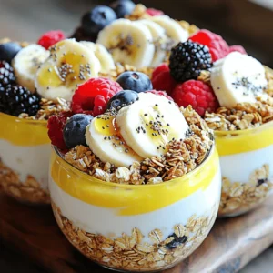 - 1 cup rolled oats - 2 cups almond milk (or any milk of your choice) - 1 ripe banana, neatly sliced - 1/2 cup Greek yogurt (choose between non-fat or regular) - 1/4 cup nutritious chia seeds - 1 tablespoon honey or maple syrup (optional for sweetness) - 1/2 cup mixed berries (fresh or frozen for convenience) - 1/4 cup crunchy granola These ingredients are simple and easy to find. Rolled oats are the base for this tasty breakfast. They provide fiber and keep you full. Almond milk adds creaminess, while banana gives natural sweetness. Greek yogurt adds protein and a nice tang. For toppings, chia seeds boost nutrition and add a nice crunch. Honey or maple syrup can sweeten your bowl. Mixed berries add color and flavor. Granola gives a satisfying crunch, making each bite fun. You can mix and match these ingredients to fit your taste. For the full recipe, check the section above. - In a medium saucepan, combine 1 cup of rolled oats and 2 cups of almond milk. - Add a pinch of cinnamon for flavor. - Heat over medium heat. Stir often for about 5 minutes until thickened. - While the oats cook, divide 1/2 cup of Greek yogurt into four bowls. - Pour cooked oats over the yogurt in each bowl. - Arrange banana slices and mixed berries on top. - Drizzle with honey or maple syrup for sweetness. - Sprinkle with 1/4 cup of chia seeds and granola for crunch. These steps will help you create a tasty breakfast bowl in just 10 minutes. For the full recipe with all the details, check out the instructions above. Enjoy a gourmet meal that’s both quick and satisfying! - Use quick-cooking oats for faster preparation. They cook in just a few minutes. - Prepare toppings in advance to save time in the morning. Slice fruits or measure out nuts ahead of time. - Layer ingredients for visual appeal. A beautiful bowl makes breakfast more fun. - Use colorful toppings for an attractive display. Bright berries and bananas will catch your eye. - Swap Greek yogurt for dairy-free alternatives. Coconut yogurt works well for a vegan option. - Experiment with different fruits or nut toppings. Try mango, kiwi, or almonds for a new taste. By following these tips, you can create quick and delicious breakfast bowls that fit your style! Check out the Full Recipe for more ideas. {{image_4}} To spice up your breakfast bowls, you can try different flavors. - Chocolate Banana Version: Add cocoa powder or chocolate drizzle to your oats. This gives a sweet twist. Top with banana slices and a sprinkle of nuts for crunch. - Tropical Fruit Bowl with Coconut: Use coconut milk instead of almond milk. Top with mango, pineapple, and shredded coconut. It’s like a vacation in a bowl! You can easily adjust these bowls for your needs. - Gluten-Free Options: Use gluten-free oats instead of regular oats. This makes your breakfast safe for those with gluten sensitivities. - Vegan Alternative: Skip the Greek yogurt and use coconut yogurt or almond yogurt. This keeps your meal plant-based and tasty. Portion control helps with busy mornings. - Making Single-Serve Portions: Use small jars or bowls to create single servings. This makes it easy to grab one and go. - Batch Preparation: Prepare several bowls at once. Store them in the fridge for quick breakfasts throughout the week. This saves time and keeps you full! For the full recipe, check out the 10-Minute Gourmet Grab & Go Breakfast Bowls. To keep your breakfast bowls fresh, refrigerate them right after you make them. This method makes it easy to grab a bowl each morning. Use airtight containers to help maintain freshness. These containers keep out air and moisture, ensuring your breakfast stays tasty. - Store individual bowls in the refrigerator. - Choose airtight containers for best results. If you want to save time, you can freeze your prepared oats. This is an easy way to have breakfast ready whenever you need it. To reheat, simply take the oats out of the freezer and let them thaw overnight in the fridge. - Freeze cooked oats for future breakfasts. - Reheat in a saucepan over low heat or in the microwave for best results. You can find the full recipe for these delicious breakfast bowls in this article, which will help you enjoy a quick, healthy meal all week long. You can easily make these breakfast bowls vegan. Just substitute Greek yogurt with non-dairy yogurt. There are many options available, like almond or coconut yogurt. This swap keeps the creamy texture while making it plant-based. Yes, you can prepare the oats in advance. Cook the oats and let them cool. Store them in the fridge in an airtight container. When you're ready, just mix them with the yogurt and toppings. This saves time on busy mornings. These breakfast bowls typically last 3-5 days when stored properly. Use airtight containers to keep them fresh. If you notice any change in smell or texture, it’s best to discard them. Enjoy your meals without worry! These breakfast bowls are quick, tasty, and easy to customize. You mix rolled oats and almond milk to create a base, then add Greek yogurt and your favorite toppings. You can make a chocolate version or go tropical. Store them in the fridge or freezer for convenience. With some quick prep and layering tips, you can create an eye-catching meal. Enjoy making your morning routine fun and nutritious!