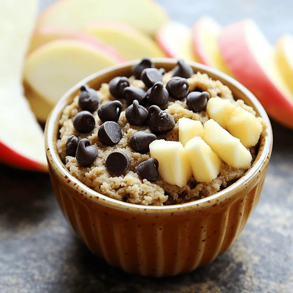 To make the best protein cookie dough, you need just a few key ingredients. Here’s what you need: - 1 cup almond flour - 1/2 cup vanilla protein powder - 1/4 cup almond butter or creamy peanut butter - 1/4 cup pure maple syrup or runny honey - 1/2 teaspoon vanilla extract - 1/4 cup mini dark chocolate chips - A pinch of sea salt - Optional: 1 tablespoon milk or plant-based milk These ingredients create a tasty and healthy base for your cookie dough. If you want to boost the flavor, you can add some fun extras. Try these options: - Chopped nuts like walnuts or pecans - Dried fruits such as cranberries or raisins - A sprinkle of cinnamon for warmth - Coconut flakes for a tropical twist These add-ins give your cookie dough unique flavors. Feel free to mix and match to find your favorite combo! Each ingredient in this cookie dough has great benefits: - Almond flour is full of healthy fats and protein. It’s also gluten-free. - Vanilla protein powder adds protein to help build muscle and keep you full. - Almond butter or peanut butter provides healthy fats and fiber for energy. - Maple syrup or honey offers natural sweetness. They have minerals and antioxidants. - Vanilla extract brings a lovely flavor without extra calories. - Mini dark chocolate chips add a touch of sweetness while being lower in sugar. - Sea salt enhances flavors and balances sweetness. Using these ingredients helps you create a treat that is not only delicious but also nutritious. For the full recipe, check out the details above! To make protein cookie dough, gather your ingredients first. You will need: - 1 cup almond flour - 1/2 cup vanilla protein powder - 1/4 cup almond butter or creamy peanut butter - 1/4 cup pure maple syrup or runny honey - 1/2 teaspoon vanilla extract - 1/4 cup mini dark chocolate chips - A pinch of sea salt - Optional: 1 tablespoon milk or plant-based milk Start by mixing the almond flour and protein powder in a bowl. Whisk them well to break any lumps. Next, add the almond butter and maple syrup to the dry mix. Use a spatula to combine everything. Mix until it looks crumbly but uniform. Then, pour in the vanilla extract and sprinkle the sea salt. Keep mixing until a dough starts to form. If it seems too dry, add the optional milk slowly. Just a teaspoon at a time until you reach your desired softness. Finally, fold in the mini dark chocolate chips. Make sure they are evenly spread throughout the dough. You can then shape the dough into small balls or leave it in a scoopable form. To get the best texture, make sure to whisk the dry ingredients well first. This helps the dough mix smoothly. When adding wet ingredients, do it slowly. This allows you to control the dough's moisture. If your dough is too sticky, just add a bit more almond flour. If it’s too dry, a little more milk will help. Always taste the dough to check if the sweetness is to your liking. Once your dough is ready, place it in a container and chill it in the fridge for about 30 minutes. This makes it easier to handle. After chilling, you can serve it in a small bowl. For an appealing look, top it with extra chocolate chips. You can also pair the dough with fresh fruit like apples or berries. This adds a nice touch to your healthy treat. Enjoy it straight from the bowl or share it with friends. Check out the Full Recipe for more details! When making protein cookie dough, you might face a few hiccups. Here are some common mistakes: - Using the wrong flour: Stick to almond flour for the best texture. - Overmixing the dough: Mix until just combined. Too much mixing makes it tough. - Not measuring accurately: Use a scale or measuring cups. Precision matters! - Skipping the chill time: Chilling helps the dough firm up. Don’t skip it! Proper storage keeps your protein cookie dough fresh. Here are my best tips: - Use an airtight container: This keeps moisture out and flavor in. - Label your container: Write the date on it. This helps you track freshness. - Refrigerate for up to a week: Enjoy your dough within this time for the best taste. - Freeze for longer storage: If you want to save it, freeze it in small portions. Want to spice up your cookie dough? Here are ways to boost its flavor and texture: - Add spices: A dash of cinnamon or nutmeg brings warmth and richness. - Mix in nuts: Chopped almonds or walnuts add crunch and flavor. - Use flavored protein powder: Chocolate or cookies and cream flavors can enhance taste. - Try different sweeteners: Swap maple syrup for agave or honey for a unique twist. You can find the full recipe for making this delightful treat above! Enjoy experimenting with these tips! {{image_4}} You can easily change the flavor of your protein cookie dough. Try adding different flavors of protein powder. Chocolate or cookies and cream can create a tasty twist. You can also mix in spices like cinnamon or nutmeg. These spices add warmth and depth. For a fruity touch, fold in dried cranberries or chopped dates. Both add natural sweetness and chewiness. If you need a nut-free version, use sunflower seed butter instead of almond butter. It gives a similar creamy texture. Swap almond flour for oat flour for a nut-free base. For a dairy-free option, use a plant-based protein powder. Coconut flour can add a nice coconut flavor if you like that taste. Want to make your cookie dough even healthier? Add superfoods! Chia seeds or flaxseeds boost fiber and omega-3 fatty acids. You can also mix in hemp seeds for extra protein. If you like chocolate, try adding cacao nibs for a rich flavor. These little gems add crunch and nutrients. You can find them at most grocery stores. You can enjoy these variations to make your protein cookie dough fun and unique. Try the full recipe to start creating your own favorite flavors today! To keep your protein cookie dough fresh, place it in an airtight container. This will help to lock in moisture and flavor. If you plan to eat it within a week, store it in the fridge. The cool temperature will keep the dough firm and tasty. If you want to save some for later, freezing is a great option. First, shape the dough into small balls or leave it in a scoopable form. Then, place them on a baking sheet lined with parchment paper. Freeze for about two hours until firm. After that, transfer the dough balls to a freezer-safe bag. They can last for up to three months in the freezer. When you are ready to enjoy your frozen cookie dough, take out the desired amount. Let it thaw in the fridge for a few hours. If you are short on time, you can also thaw it at room temperature for about 30 minutes. Once thawed, it’s ready to eat! You can enjoy it straight from the bowl or use it in recipes. For the full recipe, check out my detailed guide. Protein Cookie Dough is a great snack for many reasons. First, it has protein from the protein powder and nut butter. Protein helps build muscles and keep you full. Second, it uses almond flour instead of regular flour. Almond flour is low in carbs and high in good fats. It gives you energy without the crash. Third, this dough has no refined sugars. It uses maple syrup or honey, which are natural sweeteners. This makes it a better choice for your body. You get a treat that tastes good and supports your health goals. You will know your cookie dough is ready when it holds together well. After mixing, it should feel soft but not sticky. If it crumbles too much, try adding a bit of milk. When you shape it into balls, it should keep its form. If it falls apart, mix it a bit more. After chilling for 30 minutes, the dough firms up. This makes it easier to scoop or shape. Taste a little, and if it’s sweet and creamy, it's ready to enjoy. Yes, you can use different types of protein powder! Each kind may change the taste a bit. For example, chocolate protein powder can give your dough a rich flavor. Plant-based protein powders work well too. Just make sure to check the taste and adjust the sweetness. If you prefer vegan options, look for plant-based protein. You can also mix different powders for a unique flavor. Experimenting will help you find your favorite combo! In this blog post, we explored how to make protein cookie dough. We covered key ingredients and tasty add-ins for flavor. You learned about easy steps for prep and mixing, plus tips for chilling and serving. We also discussed common mistakes to avoid and how to store your dough. In closing, protein cookie dough is a fun, healthy snack. Experiment with flavors and enjoy your homemade treats!