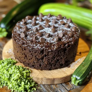 - Zucchini: Use 2 cups of finely grated zucchini. This is about 2 medium zucchinis. Make sure to remove excess water by pressing the grated zucchini in a clean towel. - Dry Ingredients: You need 1 and 3/4 cups of all-purpose flour, 1/2 cup of unsweetened cocoa powder, 1 teaspoon of baking powder, 1/2 teaspoon of baking soda, 1/2 teaspoon of fine salt, and 1 teaspoon of ground cinnamon. These dry ingredients create a rich and fluffy cake. - Wet Ingredients: Combine 1 cup of granulated sugar, 1/2 cup of vegetable oil, 2 large eggs (at room temperature), and 1 teaspoon of pure vanilla extract. This mix provides sweetness and moisture. - Chocolate Chips: Add 1 cup of semi-sweet chocolate chips for extra richness. You can use dark chocolate chips for a bolder flavor. - Nuts: If you like, add 1/2 cup of chopped walnuts or pecans. They add a nice texture and a nutty flavor. - Baking Pan: Use a 9x13-inch baking pan. Grease and flour it or line it with parchment paper. This helps in easy removal of the cake. - Mixing Bowls: You will need a medium bowl for dry ingredients and a large bowl for wet ingredients. - Utensils: A whisk or spatula for mixing, and a toothpick to check for doneness. 1. Preheat your oven to 350°F (175°C). 2. Get a 9x13-inch baking pan. Grease and flour it or line it with parchment paper. 3. In a medium bowl, whisk together the dry ingredients. Mix all-purpose flour, cocoa powder, baking powder, baking soda, salt, and cinnamon. Set this dry mix aside. 1. In a large bowl, mix the wet ingredients. Combine the finely grated zucchini, sugar, vegetable oil, eggs, and vanilla. Stir until smooth. 2. Gradually add the dry mix to the wet mix. Stir gently until just combined. Avoid overmixing to keep the cake light. 3. Fold in the chocolate chips and nuts, if you choose to use them. Make sure they are evenly spread without overworking the batter. 1. Pour the thick batter into the prepared pan. Use a spatula to spread it evenly. 2. Bake in the preheated oven for 30 to 35 minutes. To check for doneness, insert a toothpick in the center. It should come out clean or with a few moist crumbs. 3. After baking, let the cake cool in the pan for about 10 minutes. Then, transfer it to a wire rack to cool completely before slicing. This recipe makes a rich and moist chocolate zucchini cake. You can find the Full Recipe for more details. To get the best texture, do not overmix. When you combine the wet and dry ingredients, stir gently. This keeps the cake light and fluffy. Each oven is unique, so adjust the baking time if needed. Start with 30 minutes, but check for doneness after that. You can make this cake even better with some spices. Consider adding a pinch of nutmeg or a dash of espresso powder. These add depth to the chocolate flavor. To keep the cake fresh, store it in an airtight container. This helps maintain its moisture and flavor. For a lovely look, dust the cooled cake with powdered sugar. You can serve it warm with vanilla ice cream for a treat. The warm cake with cold ice cream creates a great mix of temperatures. Enjoy it as a dessert or a sweet snack any time! If you want more ideas, check out the Full Recipe for extra tips. {{image_4}} You can make this chocolate zucchini cake healthier with simple swaps. For lower sugar, use a sugar substitute like stevia or monk fruit. This way, you cut down on calories without losing sweetness. If you want a gluten-free cake, replace all-purpose flour with almond or coconut flour. Both options add unique flavors and keep the cake moist. For chocolate chips, consider dark chocolate or carob chips. They provide a rich taste but with less sugar. You can also skip the chips and use cocoa nibs for a crunchy twist. Want to give your cake a twist? Add citrus zest, like orange or lemon, to your batter. The zest brightens up the chocolate flavor. You can also mix in a shot of espresso. This adds depth and a slight coffee flavor that pairs well with chocolate. Nuts or seeds can change the texture and flavor too. Try adding chopped almonds, hazelnuts, or sunflower seeds. Each option adds a nice crunch and unique taste to each bite. Zucchini is great, but you can switch it up. During the summer, try using summer squash instead. It has a similar texture and flavor. Feel free to mix in seasonal fruits like blueberries or strawberries. They add sweetness and a fresh touch to your cake. These variations make your chocolate zucchini cake fun and unique. Check the Full Recipe to see how to make this delicious treat. To keep your chocolate zucchini cake fresh, use an airtight container. This method works well for short-term storage. You can also wrap the cake tightly in plastic wrap. For long-term storage, slice the cake before wrapping. It makes it easier to grab a piece later. Store it in a cool, dry place away from sunlight. A cake dome can also keep it fresh while showing off its beauty. If you want to freeze the cake, let it cool completely first. Wrap it well in plastic wrap, then in foil. This prevents freezer burn. To thaw, place the cake in the fridge overnight. For individual slices, wrap each piece separately. This way, you can enjoy a small treat whenever you want. Just remember to reheat a slice in the microwave for a few seconds for a warm dessert. At room temperature, your chocolate zucchini cake lasts about three days. It stays fresh longer in the fridge, up to a week. The moisture from the zucchini helps keep it soft and tasty. However, always check for signs of spoilage before eating. If you notice any changes in smell or texture, it is best to discard it. To measure zucchini, first wash it well. Then, trim the ends and grate it finely. I use a box grater or food processor for quick work. Pack the grated zucchini loosely in a measuring cup. Avoid pressing it down, as this can lead to too much moisture in your cake. Always use fresh zucchini for the best flavor and texture. Yes, you can make this cake without eggs! You can use unsweetened applesauce, mashed bananas, or flaxseed meal as substitutes. For one egg, mix one tablespoon flaxseed meal with three tablespoons water and let it sit for five minutes. This mixture adds moisture but may change the cake's texture slightly. Experiment with these options to find what you like best! Besides the toothpick test, look for a few signs. The edges should pull away slightly from the pan. Also, the top should spring back when lightly pressed. You can also gently shake the pan; if the center wobbles, it needs more time. Trust your senses and experience to get it just right. Zucchini adds moisture and a tender crumb to the cake. It also packs in nutrients like vitamin C and fiber, making your dessert a bit healthier. You won't taste the zucchini, so it’s a great way to sneak in some veggies! This makes the cake soft and rich without being overly oily. Yes, this cake can be modified for special diets. For gluten-free options, use gluten-free flour blends. To make it vegan, replace the eggs with flaxseed meal or applesauce. Make sure to check the chocolate chips, as some may have milk. These small changes can help everyone enjoy this delicious treat! This blog post covered how to make a delicious zucchini cake. You learned about key ingredients like zucchini, flour, and cocoa powder, along with optional add-ins to personalize your cake. I provided step-by-step instructions for mixing and baking, tips for texture and storage, and even some fun variations. With these insights, you can create a tasty treat that’s perfect for any occasion. Enjoy the process, and happy baking!