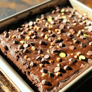- 1 ½ cups all-purpose flour - ½ cup unsweetened cocoa powder - 1 tsp baking soda - ½ tsp baking powder - ½ tsp salt - ½ cup granulated sugar - ½ cup packed brown sugar - 1 cup vegetable oil (or applesauce substitution) - 3 large eggs - 1 tsp pure vanilla extract - 2 cups grated zucchini (2 medium-sized zucchinis) - 1 cup chocolate chips (semi-sweet or dark chocolate) - Optional: ½ cup chopped nuts (walnuts or pecans) What are the nutritional advantages of zucchini? Zucchini is low in calories and high in water. It adds moisture to the cake. This vegetable is rich in vitamins A and C, which are great for health. Plus, it adds fiber, which helps digestion. What are the differences between using oil vs. applesauce? Using vegetable oil makes the cake moist and rich. Applesauce is a healthier option. It cuts down fat and adds sweetness. Both work well, but they change the cake's texture. Choose based on your health goals. How does the type of chocolate impact flavor? Semi-sweet chocolate gives a classic sweet flavor. Dark chocolate offers a richer taste. The choice influences how sweet the cake is. I love using dark chocolate for a deeper flavor. Your taste buds will appreciate the difference! For the full recipe, check the details above! - Preheat oven to 350°F (175°C). - Prepare the baking pan by greasing it lightly or lining it with parchment paper. - In a medium bowl, combine the dry ingredients: - 1 ½ cups all-purpose flour - ½ cup unsweetened cocoa powder - 1 tsp baking soda - ½ tsp baking powder - ½ tsp salt Mix these ingredients well and set the bowl aside. - In a large bowl, mix the wet ingredients: - ½ cup granulated sugar - ½ cup packed brown sugar - 1 cup vegetable oil (or applesauce) Beat these until smooth. Add in the eggs one at a time, mixing well. Then, stir in 1 tsp pure vanilla extract. - Now, combine the dry and wet mixtures. Stir just until you see no dry spots. Avoid overmixing to keep the cake light. - Next, gently fold in: - 2 cups grated zucchini - 1 cup chocolate chips If you like, add ½ cup chopped nuts for a crunch. - Pour the batter into your prepared pan. Spread it out evenly. - Bake for 30-35 minutes. Check doneness with a toothpick. It should come out clean or with a few moist crumbs. - Let the cake cool in the pan for about 10 minutes. Then, transfer it to a wire rack to cool fully. For the full recipe, refer to the earlier section. - Overmixing can make your cake dense. Mix just until combined. - When grating zucchini, use a box grater. This gives you fine pieces that blend well. - Use high-quality chocolate. It makes a big difference in taste. - To make your cake look great, dust it with powdered sugar. You can also add fresh berries or whipped cream for a pop of color. - Too much zucchini can make the cake soggy. Stick to the 2 cups in the recipe. - Check your oven temperature with an oven thermometer. This ensures your cake bakes perfectly. For the complete recipe, check out the Full Recipe section. {{image_4}} You can change the flavor of your double chocolate zucchini cake easily. For example, try using different types of chocolate. White chocolate or milk chocolate can add a sweet twist. You can also mix in spices like cinnamon and nutmeg. These spices can make the cake warm and cozy, giving it a unique taste. Want to make this cake gluten-free? Simply swap the all-purpose flour for a gluten-free blend. This will keep the texture light and fluffy. If you're looking for vegan options, replace the eggs with flax eggs. To do this, mix one tablespoon of flaxseed meal with three tablespoons of water. Let it sit until it thickens. You can also use applesauce instead of oil to cut down on fat. Pair your double chocolate zucchini cake with ice cream or fresh berries for a delicious treat. Vanilla ice cream goes well with the rich chocolate. You can also add custom toppings like nuts or coconut flakes. These add fun textures and flavors to every slice. For a simple finish, dust the top with powdered sugar. This makes the cake look extra special and inviting. For the full recipe, check out the details above. Enjoy your baking! To keep your Double Chocolate Zucchini Cake fresh, you have a few options. If you plan to eat it within a few days, store it at room temperature. Wrap it in plastic wrap or foil to keep it moist. For longer storage, place it in the fridge. Use an airtight container to prevent it from drying out. Freezing slices of this cake is easy. First, let the cake cool completely. Then, cut it into slices. Wrap each slice in plastic wrap and then in foil. This helps to lock in moisture. When you want to enjoy a slice, take it out and let it thaw at room temperature for about an hour. You can also warm it in the microwave for a few seconds. At room temperature, the cake stays fresh for about three days. In the fridge, it lasts about a week. If you freeze it, the cake can last up to three months. Just remember to label your packages with the date. This way, you always know how fresh your cake is. For the full recipe, check out the recipe section above. Can I substitute other vegetables for zucchini? Yes, you can use carrots or yellow squash instead of zucchini. Both add moisture and sweetness. Just remember to grate them finely to mix well into the batter. How do I know when the cake is fully baked? Insert a toothpick into the center of the cake. If it comes out clean or with a few moist crumbs, your cake is ready. If it’s wet, bake a few more minutes and check again. Is this recipe suitable for a birthday cake? Absolutely! This cake is rich and tasty. It pleases both kids and adults. You can decorate it with frosting or fresh fruit for a fun touch. What to do if the cake is too dense? If your cake is dense, try mixing less. Overmixing can lead to a heavy texture. Also, check your baking powder and baking soda for freshness. Old leavening agents can cause issues. How to fix cakes that sink in the middle? To fix sinking, make sure to bake at the right temperature. Use an oven thermometer to check accuracy. Also, don’t open the oven door too soon. This can cause the cake to collapse. What beverages pair well with chocolate zucchini cake? Coffee and tea are great options. They enhance the chocolate flavor. Milk or a glass of cold almond milk also works well. You might even try a sweet dessert wine! How should I serve the cake for gatherings? Serve the cake warm or at room temperature. Dust it with powdered sugar for a nice touch. You can also add whipped cream or vanilla ice cream for extra delight. For the full recipe, visit the provided link. This blog covered how to make a delicious chocolate zucchini cake. We looked at the key ingredients, their benefits, and why choosing different chocolates matters. I shared easy steps to prepare, mix, and bake your cake perfectly. You also learned tips for flavoring, common mistakes, and how to store your cake. With these insights, you can create a tasty treat that friends will love. Enjoy baking and sharing your creation!