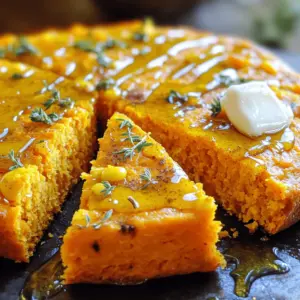 Gathering the right ingredients is key to making Honey Butter Sweet Potato Cornbread. Here’s what you need: - 1 cup mashed sweet potatoes (roughly 2 medium sweet potatoes, cooked and mashed) - 1/2 cup unsalted butter, melted and slightly cooled - 1/3 cup honey (preferably local) - 1 large egg, beaten - 1 cup buttermilk (or substitute with regular milk plus 1 tablespoon white vinegar) - 1 cup cornmeal (preferably yellow for color) - 1 cup all-purpose flour - 1 tablespoon baking powder - 1/2 teaspoon baking soda - 1/2 teaspoon salt - 1 cup corn kernels (fresh, frozen, or canned, drained) - 1 teaspoon ground cinnamon (optional for a warm spice) Using fresh and high-quality ingredients makes a big difference. Sweet potatoes add a natural sweetness and a soft texture. Local honey brings out rich flavors and supports local farms. If you want, you can swap buttermilk with regular milk and vinegar. Cornmeal gives the cornbread its classic texture. Don't forget the corn kernels for a fun pop of sweetness! 1. Preheat the oven. Set it to 400°F (200°C) and grease your baking pan. Use butter or non-stick spray. 2. Mix the wet ingredients. In a large bowl, combine the mashed sweet potatoes, melted butter, honey, beaten egg, and buttermilk. Stir until smooth. 3. Prepare the dry mix. In another bowl, whisk together cornmeal, flour, baking powder, baking soda, salt, and optional cinnamon. Make sure there are no lumps for a light cornbread. 1. Combine mixtures. Gradually add the dry mix into the wet ingredients. Fold gently to combine, but do not overmix. This keeps the cornbread light. 2. Add corn kernels. Carefully fold in the corn kernels. This adds a sweet bite to each piece. 3. Prepare for baking. Pour the batter into the greased pan. Use a spatula to level the top. 4. Bake the cornbread. Place in the oven for 25-30 minutes. It is ready when golden brown and a toothpick comes out clean. Follow the Full Recipe for more details on this delightful dish. Enjoy the process and the wonderful smells that fill your kitchen! To make the best honey butter sweet potato cornbread, you need to focus on a few key points: - Avoid overmixing for light texture: When you mix the wet and dry ingredients, do it gently. Overmixing can make the cornbread dense. You want a light, fluffy texture that melts in your mouth. - Use fresh ingredients for the best flavor: Fresh sweet potatoes and local honey make a big difference. They add rich flavors that store-bought items can't match. Always choose the freshest options you can find. Serving your cornbread is just as important as making it. Here are a couple of great ideas: - Drizzle with honey and butter before serving: This adds a sweet touch that pairs wonderfully with the cornbread. It makes every bite feel special and indulgent. - Garnish with fresh herbs or a sprinkle of cinnamon for visual appeal: A small amount of fresh herbs like thyme or a light dusting of cinnamon can brighten the dish. It makes your cornbread look as good as it tastes. For the complete method, check out the Full Recipe to ensure you have all the steps down! {{image_4}} You can easily change some ingredients to make this cornbread your own. Here are a couple of ideas: - Substitute whole wheat flour for all-purpose flour: This swap adds fiber and gives a nuttier flavor. - Try adding jalapeños for a spicy kick: This gives your cornbread a fun twist and a bit of heat. Enhancing flavors can truly elevate your cornbread experience. Here are some options you might enjoy: - Add cheese to the batter for a savory twist: Cheese like cheddar or pepper jack melts beautifully and adds richness. - Use maple syrup instead of honey for a different sweetness: Maple syrup brings a unique flavor that pairs well with sweet potatoes. For the full recipe, check out my detailed guide above. You can keep Honey Butter Sweet Potato Cornbread at room temperature. Just cover it well. It will stay fresh for up to 2 days. This makes it easy to grab a piece for a quick snack. If you want to store it longer, put it in the fridge. It will last for up to a week there. For even more time, freeze the cornbread. It stays good for up to 3 months in the freezer. To thaw, just leave it on the counter or warm it in the oven. Enjoy it fresh from the oven, even after a long freeze! You can serve this cornbread with many dishes. Here are some tasty ideas: - Chili: The sweet taste balances well with spicy chili. - Fried Chicken: A classic combo that never fails. - BBQ Ribs: The sweetness pairs great with smoky flavors. - Salads: A fresh salad adds a nice crunch. - Soups: Pair with a warm soup for comfort. These options create a fun and tasty meal with your cornbread. Yes, you can make this recipe vegan with some simple swaps. Here’s how: - Egg Substitute: Use flaxseed meal or chia seeds mixed with water. - Butter Substitute: Replace with coconut oil or vegan butter. - Buttermilk Substitute: Mix regular plant milk with vinegar or lemon juice. These changes keep the flavor and texture, making it vegan-friendly. Reheating cornbread keeps it tasty. Here are the best methods: - Oven: Preheat your oven to 350°F. Wrap cornbread in foil and heat for about 10-15 minutes. - Microwave: Place a slice on a plate and cover it with a damp paper towel. Heat for 20-30 seconds. - Skillet: Heat a pan on low. Add a little butter, then warm the slice for about 2-3 minutes. These methods ensure your cornbread stays soft and flavorful. For more details, check the Full Recipe. This blog post covered a delicious recipe for Honey Butter Sweet Potato Cornbread. You learned about the key ingredients and step-by-step instructions for making it. I shared tips to perfect your cornbread and delicious serving suggestions. You also discovered variations to customize the recipe and storage tips for leftovers. In summary, this cornbread is not just flavorful; it’s easy to make and versatile. Try it, and enjoy a tasty dish that suits your taste!
