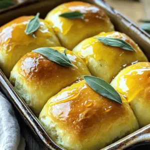To make Brown Butter Sage Dinner Rolls, gather these items: - 4 cups all-purpose flour - 1 packet (2 ¼ teaspoons) active dry yeast - 1 cup warm milk (about 110°F) - 1/4 cup brown sugar - 3/4 cup unsalted butter (divided: 1/4 cup for mixing and 1/2 cup for browning) - 1 teaspoon salt - 1/2 teaspoon freshly ground black pepper - 1/4 cup fresh sage leaves, finely chopped - 1 large egg - 1 tablespoon honey (optional, for brushing) Accurate measuring is key to great rolls. Use a dry measuring cup for flour. Spoon the flour into the cup and level it off with a knife. Avoid packing it down. For brown sugar, fill the cup and press it firmly. Use a digital scale for precise amounts. This can help you achieve perfect texture every time. Choose high-quality ingredients for the best taste. Use fresh sage leaves, as they give a vibrant flavor. Opt for unsalted butter to control salt levels. Select active dry yeast that is fresh to ensure good rise. Milk should be warm, not hot, for the yeast to activate properly. Quality matters as it enhances the overall flavor of your rolls. To start, melt 1/2 cup of unsalted butter in a small saucepan. Use medium heat and stir it often. Watch closely as it foams and changes color. You want it to turn a rich golden brown. This will give your rolls a nutty flavor. Once it reaches the right color, remove it from the heat. Let it cool for a few minutes while you gather the other ingredients. In a large mixing bowl, combine 1 cup of warm milk, 1/4 cup of brown sugar, and 1 packet of active dry yeast. Stir gently and let it sit for about 5 to 10 minutes. You should see bubbles forming. This means the yeast is alive and ready. Next, add the cooled brown butter, chopped sage, 1 teaspoon of salt, 1/2 teaspoon of black pepper, and 1 large egg. Mix everything until it blends well. Gradually add 4 cups of all-purpose flour, one cup at a time. Use a wooden spoon or spatula to mix. Once a soft dough forms, turn it onto a floured surface. Knead the dough for about 8 to 10 minutes. You want it to be smooth and elastic. Press it lightly, and it should spring back. After kneading, place the dough in a greased bowl. Turn it over to coat lightly with oil. Cover it with a clean kitchen towel and set it in a warm spot. Let it rise for about 1 hour or until it doubles in size. Once the dough has risen, gently punch it down to release air. Turn it out onto the floured surface again. Divide the dough into 12 equal pieces. Shape each piece into a smooth ball. Place the balls in a greased baking dish, leaving space between each one. Cover them again with the towel and let them rise for another 30 minutes. Follow these steps from the Full Recipe for perfect Brown Butter Sage Dinner Rolls! To get soft, fluffy rolls, use warm milk. It helps the yeast grow. Make sure your butter is browned but not burnt. This adds a rich flavor. Knead the dough well for about 8-10 minutes. You want it smooth and elastic. Let the dough rise in a warm spot. This helps the rolls puff up nicely. Here are some tools I always use: - Mixing bowl - Wooden spoon or spatula - Measuring cups and spoons - Kitchen towel - Baking dish - Rolling pin (optional) - Oven mitts These tools make the process easier and more fun. Using the right equipment helps you get the best results. If your rolls are too dense, check the yeast. Make sure it's fresh and active. If they don't rise, your kitchen might be too cool. Try placing the dough near a warm oven. If the rolls are dry, you may have added too much flour. Always measure carefully. You can also brush them with butter for added moisture. {{image_4}} You can add cheese to the dough for a savory twist. I love using sharp cheddar or Gruyère. Mix in about one cup of shredded cheese when you add the flour. The cheese melts and creates a gooey center. It pairs well with the nutty flavor of brown butter and sage. Serve these rolls warm for a cheesy experience. If you need a gluten-free version, use a gluten-free flour blend. Make sure it has xanthan gum for structure. Follow the same steps in the recipe. The rolls may be denser, but they will still taste great. You can also add a bit of extra brown butter for flavor. This option allows everyone to enjoy these rolls. Experiment with herbs for a unique taste. Rosemary or thyme works well with brown butter. Use about one tablespoon of finely chopped herbs in place of sage. You can also mix herbs for a richer flavor. This is a fun way to customize your rolls. Each batch can surprise you with new tastes. To keep your Brown Butter Sage Dinner Rolls fresh, store them in an airtight container. Place a paper towel inside to absorb moisture. This helps maintain their soft texture. You can also wrap them in plastic wrap for added protection. Keep them at room temperature for up to three days. If you want to keep them longer, freezing is a great option. If you have extra rolls, freeze them for later use. Allow the rolls to cool completely before freezing. Place them in a single layer on a baking sheet. Once frozen, transfer them to a freezer bag. Remove as much air as possible to prevent freezer burn. These rolls can last up to three months in the freezer. When ready to eat, simply thaw them at room temperature. To enjoy your leftover rolls, reheating is key. Preheat your oven to 350°F (175°C). Place the rolls on a baking sheet. Cover them lightly with foil to keep them moist. Heat for about 10-15 minutes, or until warm. You can also microwave them for 15-20 seconds each. If you prefer a crispy crust, the oven works best. Enjoy these rolls warm for the best flavor and texture! Yes, you can make these rolls ahead of time. Prepare the dough as directed, but stop before the second rise. After shaping the rolls, place them in the baking dish, cover, and refrigerate overnight. When ready to bake, allow them to rise at room temperature for about 30 minutes before baking. This method adds great flavor and saves you time. These rolls pair well with many dishes. Here are some ideas: - Roasted meats like chicken or pork - Creamy soups, such as butternut squash or potato leek - Salads, especially those with nuts or cheese - A warm bowl of pasta with garlic butter sauce These rolls add warmth and flavor to any meal. Brown Butter Sage Dinner Rolls are best enjoyed fresh. However, you can store them in an airtight container at room temperature for up to three days. For longer freshness, freeze them. Wrap the rolls tightly in plastic wrap and place them in a freezer bag. They can last up to three months in the freezer. To enjoy, simply thaw and reheat in the oven. For the full recipe, check the detailed steps and ingredients above. In this post, we covered how to make delicious Brown Butter Sage Dinner Rolls. You learned about key ingredients, step-by-step instructions, and essential tips for success. I also shared fun variations to try, storage methods for leftovers, and answers to your common questions. Baking these rolls is simple and rewarding. With practice, you'll perfect your skills and create tasty meals everyone will love. Enjoy your baking journey!
