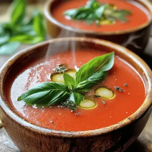 - 6 ripe tomatoes, halved - 1 whole bulb of garlic - 1 medium onion, finely chopped - Fresh basil leaves, for garnish - 2 tablespoons extra virgin olive oil - 4 cups vegetable broth - 1 cup heavy cream or coconut milk - 1 teaspoon dried basil - Salt, black pepper, and sugar (optional) Gathering fresh ingredients is key to great taste. I love using ripe tomatoes. They give the soup a rich flavor. Fresh garlic adds depth. Roasting it brings out its sweetness. A medium onion adds a mild bite, while fresh basil gives a bright finish. For pantry staples, I always have extra virgin olive oil on hand. It enhances the flavor of the roasted veggies. Vegetable broth forms the soup's base, while heavy cream or coconut milk makes it creamy. Dried basil adds a hint of herbiness. Salt and black pepper balance the flavors. Adding sugar is optional but can help cut acidity. Check out the Full Recipe to get all the details on making this dish. First, preheat your oven to 400°F (200°C). This step gets your oven hot and ready for roasting. Next, take a whole bulb of garlic and slice off the top. This exposes the tips of the cloves. Drizzle a bit of olive oil on the cut side, then wrap the bulb tightly in aluminum foil. This keeps the garlic moist while it roasts. Now, grab a baking sheet and arrange the halved tomatoes and the chopped onion on it. Drizzle the veggies with the remaining olive oil, then sprinkle salt and black pepper to taste. Place the wrapped garlic on the same sheet. Roast everything in your preheated oven for about 30 to 35 minutes. You want the tomatoes to get soft and caramelized, which brings out their natural sweetness. After roasting, carefully take the garlic out and let it cool for around 5 minutes. Once cool, squeeze the roasted cloves out of their skins into a blender or a large pot. They should pop right out since they become soft. Next, add the roasted tomatoes and onion to the blender along with the squeezed garlic. Pour in the vegetable broth and add dried basil. If you like, include a teaspoon of sugar to balance the acidity. Blend until you get a smooth, creamy texture. Now, transfer this mixture into a large pot over medium heat. Slowly stir in the heavy cream or coconut milk. Heat the soup gently, making sure it doesn’t boil, to keep that creamy texture. Taste it and adjust the seasoning with more salt or black pepper if needed. For the full recipe, check out the complete instructions. To achieve the best flavor in your creamy roasted garlic tomato soup, start with ripe tomatoes. They bring natural sweetness that shines through. When roasting, let the tomatoes caramelize a bit. This deepens their taste. Roast the garlic until soft to bring out its sweet, mellow flavor. Balancing acidity with sugar is key. Tomatoes can be tangy, so a small amount of sugar works wonders. It cuts through the acidity and makes the soup smoother. If you find your soup too tangy, add a teaspoon of sugar. Taste as you go, and adjust based on your preference. For serving ideas, ladle the soup into warm bowls. Swirl a little extra cream on top for a fancy touch. Garnish with fresh basil leaves to add color and aroma. You can also sprinkle some black pepper for extra flavor. Pair this soup with crusty bread or a grilled cheese sandwich. The crunch of the bread complements the creamy soup perfectly. You can also serve it with a fresh salad for a complete meal. Enjoy this comforting dish with friends or family, and watch them smile! For the full recipe, check out the details above. {{image_4}} If you want a dairy-free version, try using coconut milk. This swap keeps the soup creamy while adding a gentle sweetness. Just replace the heavy cream with one cup of coconut milk. The flavor of garlic and tomatoes blends well with the coconut. It makes for a cozy meal that anyone can enjoy. To make your soup even better, think about adding spices or herbs. A pinch of smoked paprika can bring a warm, smoky flavor. Fresh thyme or oregano can also lift the taste. These small changes can make a big difference. You can also add protein or veggies to the mix. A cup of cooked lentils or shredded chicken can add heartiness. Diced bell peppers or spinach can bring in more nutrients. These add-ins turn a simple soup into a full meal. For more ideas, check out the Full Recipe for Creamy Roasted Garlic Tomato Soup. It offers ways to personalize your dish! To keep your creamy roasted garlic tomato soup fresh, store it properly. Let the soup cool down first. Then, pour it into an airtight container. This helps seal in the flavor and prevents spills. Place the container in the fridge. The soup will last for about three to four days. If you want to keep it longer, consider freezing it. Just make sure to leave some space in the container. Soup expands when frozen. When you are ready to enjoy your leftover soup, you want to reheat it gently. Pour the soup into a pot over low to medium heat. Stir it often to prevent sticking. If the soup seems too thick, add a splash of vegetable broth or water. This keeps the creaminess intact. You can also microwave it in short bursts. Just remember to stir in between. This way, you avoid hot spots and keep it smooth. Enjoy your warm, comforting bowl of creamy roasted garlic tomato soup! What can I use if I don’t have fresh tomatoes? You can use canned tomatoes instead of fresh ones. Look for whole or diced tomatoes. They offer a sweet taste that works well. Use about two cans for this recipe. How can I adjust the soup’s thickness? To make the soup thicker, add more cream or reduce the broth. You can also blend in some cooked potatoes. For a thinner soup, stir in more broth or water. Can I freeze this soup for later use? Yes, you can freeze this soup. Let it cool completely before transferring it to airtight containers. It can last up to three months in the freezer. Is this recipe suitable for meal prep? Absolutely! This soup is great for meal prep. Make a big batch and store it in the fridge. It tastes even better the next day. - Full Recipe: Creamy Roasted Garlic Tomato Soup 🧄 This blog post covered how to make creamy roasted garlic tomato soup. We discussed fresh ingredients and pantry staples to gather. You learned step-by-step instructions for roasting veggies and blending the soup. We shared tips for the best flavor and presentation ideas. I also offered variations for dietary needs and storage info. Enjoy this comforting soup on any day. You have all the skills to make it delicious!