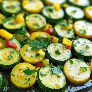 - 2 medium zucchinis, sliced into ½-inch rounds - 2 medium summer squashes, sliced into ½-inch rounds - 1 red bell pepper, diced into bite-sized pieces - 1 yellow bell pepper, diced into bite-sized pieces - 3 tablespoons extra virgin olive oil - 1 teaspoon garlic powder - 1 teaspoon onion powder - 1 teaspoon smoked paprika - Sea salt and freshly cracked black pepper to taste - 2 tablespoons fresh parsley, finely chopped (for garnish) - Zest of 1 medium lemon - Juice of 1 medium lemon - Large mixing bowl - Sharp knife and cutting board - Baking sheet - Parchment paper - Measuring spoons - Serving platter Start by washing the zucchinis and summer squashes. Cut off both ends and slice them into ½-inch rounds. Next, wash the bell peppers. Cut them into halves, remove the seeds, and dice them into bite-sized pieces. When you have all your veggies ready, place them in a large mixing bowl. This helps you mix everything well later. Use your knife carefully to avoid accidents. Once the veggies are prepped, it's time to season them. This step is key for flavor. You’ll want to coat them evenly with olive oil and spices. That way, every bite bursts with taste. For extra zing, remember to zest and juice the lemon. This will add a fresh twist to your dish. Now, you're set to move on to roasting these vibrant veggies. For the full recipe, check the section above! First, preheat your oven to 425°F (220°C). This step is key for a good roast. A hot oven makes the vegetables tender and caramelized. Next, grab a large mixing bowl. Add the sliced zucchinis, summer squashes, and diced bell peppers. Mix them gently to combine. This colorful mix will add flavor and texture to your dish. Now, drizzle the extra virgin olive oil over the vegetables. You need enough oil to coat each piece well. Then, sprinkle in the garlic powder, onion powder, smoked paprika, sea salt, and black pepper. Toss everything together until the veggies are evenly coated in oil and spices. Line a large baking sheet with parchment paper. This makes cleanup much easier! Spread the vegetable mixture evenly on the sheet. Avoid overcrowding; give them space to roast properly. Place the baking sheet in your preheated oven. Roast the vegetables for 20-25 minutes. Be sure to stir them halfway through for even cooking. You want them to turn tender and golden with a nice caramelized look. Once finished, take the baking sheet out of the oven. Immediately sprinkle the lemon zest over the hot veggies. Then, squeeze the lemon juice on top. Toss gently to mix in the fresh flavors. Finally, transfer your vibrant medley to a serving platter. Garnish with finely chopped parsley for a bright touch. This dish will delight your taste buds and brighten your table. This recipe is part of the Full Recipe for Zesty Roasted Zucchini & Summer Squash Medley. To get that perfect roasted texture, cut your vegetables evenly. Slice zucchinis and summer squashes into ½-inch rounds. This size helps them cook evenly. Spread them out on the baking sheet. Avoid overcrowding, as this traps steam and makes them soggy. Stir them halfway through roasting for even browning. Roasting at 425°F (220°C) gives a nice caramelized flavor. While the recipe uses garlic powder and smoked paprika, feel free to get creative. Try adding Italian herbs like oregano or thyme for a fresh twist. For a spicy kick, sprinkle some red pepper flakes. You can also mix in lemon pepper for a bright burst of flavor. Experiment with your favorite spices to find what you love most. Garnishing adds beauty and flavor to your dish. Fresh parsley brings a nice color and a touch of freshness. You can also use grated Parmesan for a cheesy finish. If you want a bit of crunch, try toasted pine nuts or sunflower seeds. For a zesty touch, add a little more lemon juice right before serving. These simple additions will elevate your roasted zucchini and summer squash. For the complete experience, check out the Full Recipe to see how all these tips come together. {{image_4}} You can add many other veggies to your roasted zucchini and summer squash. Try carrots, bell peppers, or red onions. Broccoli or asparagus also works great. Just cut them to a similar size for even cooking. This way, all your veggies roast nicely together. Change up the flavors with different spices. Add Italian herbs like oregano or basil for a fresh taste. For a spicy kick, try chili flakes or cayenne pepper. You can also use fresh herbs like thyme or rosemary. Each spice gives the dish a new twist. You can turn this dish into a full meal easily. Add cooked quinoa or couscous for extra texture. Toss in some chickpeas or black beans for protein. If you want meat, grilled chicken or shrimp pairs well. Mix it all together for a hearty, unique dish. Don't forget to check out the Full Recipe for more tips! To store leftovers, let the roasted zucchini and summer squash cool completely. Place them in an airtight container. You can keep them in the fridge for up to three days. Make sure to separate them from other foods to avoid any flavor mix. When you’re ready to enjoy your leftovers, you can reheat them in the oven or on the stovetop. For the oven, preheat it to 350°F (175°C). Spread the vegetables on a baking sheet and heat for about 10 minutes. On the stovetop, use a pan over medium heat for about five minutes. Stir them occasionally for even warming. You can freeze roasted zucchini and summer squash for longer storage. First, let them cool and then spread them out on a baking sheet. Freeze them for about two hours until firm, then transfer to a freezer bag. They can last up to three months in the freezer. When ready to use, simply thaw in the fridge overnight before reheating. For best taste, use within a month. Yes, you can use other squash. Yellow squash, pattypan, and even acorn squash work well. Each type gives a unique taste and texture. Feel free to mix and match. This adds variety to your dish. Roasted zucchini and summer squash pair nicely with many dishes. Try serving them with grilled chicken or fish. They also go well with quinoa or rice. Consider adding them to a fresh salad too. Their vibrant flavors brighten any meal. Check the vegetables after 20-25 minutes of roasting. They should be tender and slightly golden. Use a fork to test their doneness. If it goes in easily, they are ready. Look for slight caramelization for the best flavor. For full details, check the Full Recipe. Roasting zucchini and summer squash is easy and fun. We covered the key ingredients, tools, and simple steps. I shared tips for great texture and tasty seasoning options. You can even mix in other veggies to make it your own. Remember, leftovers can be stored and reheated later. Enjoy your dish, and don't hesitate to try new ideas for your next meal. Happy cooking and savoring every bite!