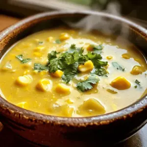 - 2 cups sweetcorn kernels (fresh or frozen) - 1 medium onion, finely diced - 2 cloves garlic, minced - 1 medium potato, peeled and diced into small cubes Sweetcorn is the star of this chowder. Its sweet, juicy flavor makes the dish special. I use fresh sweetcorn when in season, but frozen works well too. Onions and garlic add depth. They create a lovely base that warms your kitchen. Potatoes give the chowder a creamy texture and help it feel hearty. - 3 cups vegetable broth (low-sodium preferred) - 1 cup creamy coconut milk For broth, I recommend a low-sodium vegetable broth. It keeps the flavor bright without being too salty. Coconut milk adds creaminess and a hint of sweetness. This combination helps make the chowder rich and satisfying. - 1 teaspoon smoked paprika - 1 teaspoon ground cumin - Salt and freshly cracked black pepper, to taste Smoked paprika brings a warm, smoky note to the chowder. Ground cumin adds earthiness and depth. You can adjust the salt and pepper to your taste. These spices enhance the sweetcorn and make each bite flavorful. For the Full Recipe, check below for all the steps to create this delightful dish. 1. Sautéing the aromatics: Start by heating olive oil in a large pot over medium heat. Once the oil shines, add the diced onion. Cook for about 5 minutes, stirring often, until the onion is soft and clear. Then, mix in the minced garlic. Cook for another 1-2 minutes until the garlic smells amazing but does not brown. 2. Cooking the potatoes: Next, add the diced potatoes into the pot. Pour in the vegetable broth, then raise the heat to high. Bring this mix to a boil. Once boiling, lower the heat to let it simmer for about 10-15 minutes. You want the potatoes to be soft enough to pierce with a fork. 3. Incorporating sweetcorn and spices: After the potatoes are ready, stir in the sweetcorn kernels. Add the smoked paprika and ground cumin. Let this simmer for another 5 minutes. This will help all the flavors blend well together. 4. Blending for desired texture: Now it’s time to make the chowder creamy. Use an immersion blender to puree about half of the chowder right in the pot. You want to keep some sweetcorn and potato chunks for texture. If you don’t have one, carefully pour half the chowder into a regular blender, blend until smooth, and then return it to the pot. 5. Adding coconut milk: Pour in the creamy coconut milk, stirring well to mix everything together. Season with salt and freshly cracked black pepper to your taste. Heat it on low until everything is warm. 6. Garnishing before serving: Finally, ladle the hot chowder into bowls. Top it off with freshly chopped cilantro or parsley. This adds a nice touch of color and flavor. Enjoy every spoonful of this creamy comfort meal! For the full recipe, check out the details above. Using fresh sweetcorn gives a bright flavor. If fresh corn isn't available, frozen corn works well too. Frozen corn can be easier to store and still retains its sweetness. To get the best texture, blend half the chowder while leaving some corn and potato chunks. This mix of smooth and chunky makes each bite enjoyable. Chowder pairs great with crusty bread or warm flatbreads. These sides soak up the creamy goodness. For presentation, serve in rustic bowls. Top each bowl with a sprig of cilantro or parsley. It adds color and freshness. You can also sprinkle some smoked paprika on top for a pop of flavor. You can prep the veggies ahead of time. Chop the onion and potato the night before. Store them in the fridge to save time. A kitchen gadget like an immersion blender can help too. It blends the chowder right in the pot. This saves on cleanup and makes blending easier. For the full recipe, check out the [Full Recipe]. {{image_4}} You can easily make this chowder fit your needs. If you want dairy-free options beyond coconut milk, use almond milk or cashew cream. These choices maintain a creamy texture without the dairy. Adding proteins can make your chowder heartier. I love adding cooked chicken for extra flavor. Beans also work well if you want a vegetarian option. Black beans or white beans can bring a nice twist to this dish. To spice things up, consider adding chili flakes or curry powder. Chili flakes provide heat, while curry powder adds a warm, earthy flavor. You can adjust these spices to suit your taste. You can also swap out some veggies. Try adding bell peppers, zucchini, or carrots. These will bring color and nutrition to your chowder. Each adds its own unique twist to the overall flavor. Want to explore new styles? Try a Mexican-style sweetcorn chowder. Add diced jalapeños and top it with avocado and lime. This gives a fresh, zesty kick. For a New England-style twist, you can add clams. This version is rich and savory. Serve it with oyster crackers for a classic touch. Explore these variations to make the chowder your own! You can find the full recipe [here]. To store leftover chowder, let it cool down first. Once cooled, transfer it to an airtight container. Glass or plastic containers work well. Make sure the lid seals tightly to keep the chowder fresh. Place the container in the fridge. It can stay there for up to three days. If you want to keep your chowder longer, freezing is a great option. Pour the cooled chowder into freezer-safe containers. Leave some space at the top for expansion. You can also use freezer bags. Just squeeze out the excess air before sealing. When you’re ready to eat, thaw the chowder overnight in the fridge. To reheat, warm it on the stove over low heat, stirring often. In the fridge, your sweetcorn chowder lasts about three days. If frozen, it can stay good for up to three months. Just remember that the texture may change a bit after freezing. Enjoy your chowder at its best by following these storage tips! For the full recipe, check the earlier section. Can I make sweetcorn chowder without coconut milk? Yes, you can make chowder without coconut milk. Use regular milk or cream instead. You can also try almond milk or cashew cream for a nutty flavor. Each option will change the taste a bit, but it will still be delicious. How can I thicken the chowder? To thicken chowder, you can add more potatoes. Blend some of the chowder to create a creamier texture. You can also use cornstarch mixed with water. This will help thicken it without changing the flavor too much. Is this recipe gluten-free? Yes, this sweetcorn chowder is gluten-free. All the ingredients are safe for those with gluten issues. Just make sure your vegetable broth is also gluten-free. Can I make a vegan version? Absolutely! This recipe is already vegan if you use vegetable broth and skip any non-vegan toppings. Just stick to the coconut milk and you are all set. Can I use a slow cooker for this recipe? Yes, you can use a slow cooker! Sauté the onion and garlic first, then add all ingredients to the slow cooker. Cook on low for 6-8 hours or on high for 3-4 hours. Blend afterward for a creamy texture. How do I enhance the flavors further? To boost flavors, add herbs like thyme or basil. A squeeze of lemon juice can brighten the taste. You can also add a dash of hot sauce for a spicy kick. This blog post covered the key ingredients and steps to make a delicious sweetcorn chowder. We explored essential items like sweetcorn, aromatics, and tasty spices. I shared tips for perfecting texture and flavor along with serving ideas. Variations offered ways to change the recipe based on your taste. Lastly, I included storage tips to keep your chowder fresh. Remember, cooking should be fun! Enjoy creating your own chowder masterpiece.
