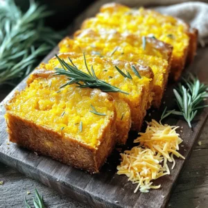 - 1 cup butternut squash puree (cooked and mashed) - 1 cup sharp cheddar cheese, shredded - 2 cups all-purpose flour - 1/2 cup granulated sugar (or coconut sugar for a healthier alternative) Using fresh rosemary adds a bright flavor. Dried rosemary works too but lacks the fresh taste. You can also swap sharp cheddar for other cheeses. Consider using gouda or mozzarella for a different flavor profile. Each cheese gives your bread a unique twist. To convert cups to grams, remember these key conversions: - 1 cup of all-purpose flour is about 120 grams. - 1 cup of butternut squash puree is about 240 grams. - 1 cup of sharp cheddar cheese is around 113 grams. If you want a gluten-free option, try using a gluten-free flour blend. It works well in this recipe without losing flavor. To start, preheat your oven to 350°F (175°C). This ensures the bread bakes evenly. While the oven warms up, grab a 9x5 inch loaf pan. You can either grease it lightly with some oil or line it with parchment paper. Lining the pan makes it easy to remove the bread later. Next, it’s time to mix the star ingredients. In a large bowl, add the cooked and mashed butternut squash puree and the shredded sharp cheddar cheese. Stir these two together until they blend well. In a separate bowl, whisk together the all-purpose flour, granulated sugar, baking powder, baking soda, salt, and finely chopped rosemary. Make sure these dry ingredients are mixed evenly for the best results. Now, let’s combine everything. In another bowl, whisk the milk, olive oil, and eggs until smooth. Pour this wet mix into the bowl with the squash and cheese. Stir gently until just combined; it’s okay if there are a few lumps. Slowly add the dry mix to the wet ingredients. Use a spatula to fold everything together until you no longer see dry flour. Pour the batter into your loaf pan, spreading it evenly. Bake your bread in the preheated oven for 50-60 minutes. It’s done when a toothpick inserted in the center comes out clean. Enjoy the aroma that fills your kitchen as it bakes! To get the best texture for your Rosemary Cheddar Squash Bread, do not overmix the batter. Overmixing can make your bread tough instead of soft and fluffy. When you combine the wet and dry ingredients, mix until just combined. A few lumps are okay! Using room temperature ingredients helps too. If your eggs and milk are cold, they can affect the batter. Warm ingredients mix better and help the bread rise properly. You can add more herbs for a tasty twist. Consider thyme or sage for extra flavor. They pair well with the rosemary and cheddar. For spices, a pinch of garlic powder or smoked paprika can add depth. Pair your bread with a fresh salad or a bowl of soup. It also goes great with butter or a spread of cream cheese. The flavors work well together, making each bite delightful. Watch out for overbaking. If you leave the bread in too long, it can dry out. To check for doneness, insert a toothpick into the center. If it comes out clean, your bread is ready. Always keep an eye on the time, but also trust your senses. The bread should be golden brown and smell amazing. A little practice will help you bake it just right every time. {{image_4}} You can change the main ingredients to create new flavors. Using pumpkin puree instead of butternut squash works well. This swap gives a different taste, but keeps the bread moist. If you want to try different cheeses, go for gouda or mozzarella. Each cheese adds its own unique flavor and texture. For those who need vegan or dairy-free options, you can make simple changes. Substitute the milk with almond or oat milk. Replace the eggs with flaxseed or chia seeds mixed with water. This keeps the recipe tasty and friendly for all diets. If you want a lower sugar option, use coconut sugar instead of granulated sugar. It has a lower glycemic index and adds a nice flavor. To add some crunch, consider adding nuts or seeds to the mix. Walnuts or sunflower seeds work great in this bread. They add texture and extra nutrition. You can also incorporate dried fruits like cranberries or apricots. This adds a sweet touch that balances the savory cheddar and rosemary flavors. For more details, check the Full Recipe for Rosemary Cheddar Squash Bread. To keep your Rosemary Cheddar Squash Bread fresh, store it properly. You can keep it at room temperature or in the fridge. - Room Temperature: Wrap the bread in plastic wrap or foil. Place it in a bread box or on a countertop. It stays fresh for about three days. - Refrigeration: If you live in a humid area, store it in the fridge. It can last up to a week but may dry out more quickly. Wrap it in a towel before placing it in a plastic bag. This helps keep moisture in and prevents it from getting stale. When reheating, you want to keep the bread soft and tasty. Here are two easy methods: - Oven Method: Preheat your oven to 350°F (175°C). Wrap the bread in foil and place it in the oven. Heat for 10-15 minutes. - Microwave Method: Place a slice on a microwave-safe plate. Cover it with a damp paper towel. Heat for 10-15 seconds. Check it often to avoid making it too chewy. Using the oven is best for texture. The microwave is quicker but can make the bread tough if overheated. Freezing your Rosemary Cheddar Squash Bread is a great way to save it for later. Here’s how to do it correctly: - Proper Freezing: Let the bread cool completely. Wrap it tightly in plastic wrap, then in foil. This double wrapping prevents freezer burn. - Thawing Methods: You can thaw the bread in the fridge overnight. For quick thawing, place it on the counter for a few hours. Alternatively, you can pop it in the microwave for a few seconds. This keeps the flavor and texture intact. You can enjoy your delicious bread even after freezing! For the full recipe, check out the Rosemary Cheddar Squash Bread recipe. Rosemary Cheddar Squash Bread stays fresh for about three days at room temperature. Keep it in a bread box or wrapped in a clean towel. If you store it in the fridge, it lasts about a week. However, the cold can make the bread less soft. For the best taste, eat it fresh. Yes, you can make this bread in advance. Bake it a day or two before you plan to serve it. Once cooled, wrap it tightly in plastic wrap and store it at room temperature. You can also freeze the bread. Wrap it well in foil or freezer bags. It will keep for up to three months. When you are ready, let it thaw at room temperature. This bread pairs well with many spreads. Try it with butter, cream cheese, or garlic spread. You can also serve it with soups or salads. The flavors of rosemary and cheddar add a nice touch to any meal. Yes, this bread is great for kids. It has squash, which is healthy and adds moisture. Cheddar cheese gives it a tasty kick that kids love. Plus, it's easy to slice and share. You can cut it into fun shapes for a fun lunch treat. For the full recipe, check out the Rosemary Cheddar Squash Bread recipe. In this article, we explored how to make Rosemary Cheddar Squash Bread. We covered essential ingredients like butternut squash puree and sharp cheddar cheese. We discussed helpful tips for mixing and baking. Remember to check for doneness, and don't overbake. Feel free to adapt the recipe with different ingredients. By following these steps, you will enjoy a tasty and healthy bread. Happy baking!