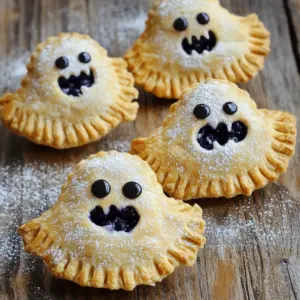 - 2 cups all-purpose flour - 1/4 cup solid coconut oil - 1/4 cup pure maple syrup - 1/2 teaspoon salt - 3-4 tablespoons cold water - 1 cup fresh or frozen blueberries - 2 tablespoons cornstarch - 1 tablespoon lemon juice - 1 teaspoon vanilla extract - Powdered sugar (for dusting) - Black food coloring (optional, for ghost eyes and mouth) Each ingredient plays a special role in making these hand pies. The all-purpose flour forms the dough base. Coconut oil adds richness and makes the crust flaky. Maple syrup sweetens the dough without refined sugar. Salt enhances flavors and balances sweetness. Cold water helps bind the dough. Blueberries are the star of the filling. They bring natural sweetness and a burst of flavor. Cornstarch thickens the filling, keeping it from being too runny. Lemon juice adds brightness and a slight tang. Vanilla extract deepens the sweet notes. Finally, powdered sugar gives a spooky touch when dusted on top. If you need to replace an ingredient, here are some ideas. Use vegan butter instead of coconut oil for a different taste. For a gluten-free option, swap all-purpose flour with a gluten-free blend. Maple syrup can be replaced with agave nectar if needed. If you want a nut-free version, make sure your ingredients are certified nut-free. Check for allergens in store-bought items, especially if using powdered sugar. With these simple swaps, you can still enjoy these spooky treats! To start, gather your ingredients. You will need flour, salt, coconut oil, maple syrup, and water. In a big bowl, mix the flour and salt well. Add solid coconut oil. Use a pastry cutter or your hands to mix until it looks like coarse crumbs. Now, pour in the maple syrup. Add cold water, one tablespoon at a time. Mix until the dough forms a ball. Wrap it in plastic and chill in the fridge for 30 minutes. For the filling, combine blueberries, cornstarch, lemon juice, and vanilla extract in a small pot. Cook this mix over medium heat. Stir gently until the blueberries burst and it thickens. This should take about 5-7 minutes. Once done, remove it from the heat and let it cool down to room temperature. Next, lightly flour a clean surface. Roll out the dough until it’s about 1/8-inch thick. Use a round cutter, about 4 inches wide, to cut out circles. You need enough to make 8 hand pies. Place about one tablespoon of blueberry filling in the center of half the circles. Lightly brush the edges with cold water. Place the other circles on top and press gently to seal. Use a fork to crimp the edges so the filling does not leak out. Now, it’s baking time! Preheat your oven to 350°F (175°C). Line a baking sheet with parchment paper and place the hand pies on it. Make sure to leave space between each pie. Bake for 20-25 minutes until they turn golden brown and the edges are a bit crisp. Once baked, move them to a wire rack to cool completely. Dust them with powdered sugar before serving for a ghostly touch. For the complete recipe, check out the Full Recipe section. Enjoy your spooky treats! To seal your hand pies well, start with cold dough. When you roll it out, keep it chilled. After cutting your dough into circles, place a spoonful of filling in the center. Brush the edges with cold water to help them stick. Gently fold the dough over the filling and press down on the edges. Use a fork to crimp the edges tightly. This keeps the filling from leaking during baking. Adding a spooky touch to your ghost hand pies is easy. After sealing, use black food coloring to make ghostly faces. Dip a toothpick into the coloring and draw eyes and a mouth on each pie. This fun touch makes your pies look great for Halloween. You can also dust them with powdered sugar for a ghostly effect. If you want to change the sweetness, you can add more maple syrup. Just remember, too much can make the dough sticky. For a tart flavor, add more lemon juice to the filling. You could also spice it up with a pinch of cinnamon or nutmeg. Taste your filling before sealing the pies. You can adjust the flavor to your liking, making it just right for you. For the full recipe, check the [Full Recipe]. {{image_4}} You can switch up the filling in these hand pies. For a fall twist, try pumpkin. Mix canned pumpkin with spices like cinnamon and nutmeg. This will give a warm, cozy flavor. If you prefer something fruity, choose apples. Cook diced apples with sugar and cinnamon until soft. This makes a sweet and tangy filling. Both options are easy and fun. If you need a gluten-free version, replace the flour with a gluten-free blend. Look for one that works well for baking. Make sure it has xanthan gum for structure. You can also use almond flour or oat flour. Adjust the liquid in your dough as gluten-free flour may absorb more moisture. Make these hand pies pop with fun presentation ideas. Use a spooky plate with Halloween designs. Arrange the pies like a ghostly gathering. Consider adding fresh fruits or spooky decorations. You can dust them with powdered sugar for a ghostly look. You might even add edible glitter for some shine. Get creative and make them visually appealing! For the full recipe, check out the detailed instructions above! After enjoying your spooky treats, store any leftover hand pies in an airtight container. This keeps them fresh and tasty. Place a piece of parchment paper between layers to avoid sticking. Store them in the fridge for up to three days. Freezing your hand pies is a great way to save some for later. First, let them cool completely. Then, wrap each hand pie tightly in plastic wrap. Place them in a freezer-safe bag or container. They can stay frozen for up to three months. When you're ready to eat, just thaw them in the fridge overnight. Reheat your hand pies to enjoy their warm, flaky goodness. Preheat your oven to 350°F (175°C). Place the hand pies on a baking sheet and heat for about 10-15 minutes. This makes them crispy again. You can also use a microwave, but the texture may not be as nice. Enjoy your spooky delights! Don’t forget to check the full recipe for more tips! Yes, you can make these hand pies ahead of time. Prepare the dough and filling in advance. Store the dough in the fridge for up to 2 days. You can keep the filling in an airtight container for the same time. Just remember to assemble and bake them when you are ready to serve. If you want to skip coconut oil, you can use vegan butter. It gives a nice flavor and helps the dough stay soft. You can also try other oils like sunflower or canola oil, but the texture may change slightly. To make the filling thicker, simply add more cornstarch. Start with an extra teaspoon and stir it well as you cook the blueberries. The heat will help it thicken. If you want a fruitier taste, you can also mash some of the blueberries. Yes, you can use frozen blueberries! They work well in this recipe. Just keep in mind they may release more juice while cooking. This can make the filling a bit runnier. Use a little more cornstarch to help thicken the mixture if needed. In this post, we covered how to make tasty vegan blueberry ghost hand pies. I shared the ingredients you need, their roles, and some clever substitutions. You learned the step-by-step process, from dough to baking, plus tips for sealing and decorating. I also offered fun variations and storage advice. Remember, cooking is about experimenting and having fun. Enjoy making these spooky treats!
