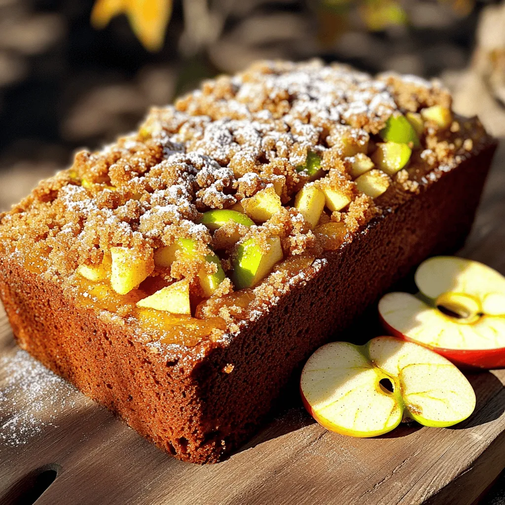 - 2 cups all-purpose flour - 1 teaspoon baking powder - 1 teaspoon baking soda - 1 teaspoon ground cinnamon - 1/4 teaspoon ground nutmeg - 1/4 teaspoon salt - 1/2 cup unsalted butter - 1 cup granulated sugar - 2 large eggs - 1 cup apple cider - 1 teaspoon pure vanilla extract - 1 cup finely diced apples - 1/4 cup brown sugar (for topping) - 1/4 teaspoon ground cinnamon (for topping) Choosing the best apples for the recipe When picking apples, go for tart varieties. Granny Smith and Honeycrisp work great. Their firm texture keeps the apples intact in the cake. The tartness balances the sweetness of the sugar. Importance of fresh apple cider Fresh apple cider adds rich flavor. It makes the loaf moist and gives it a nice sweetness. Store-bought cider can work, but fresh is best for taste. Always check the label for quality. This makes a big difference in your cake. This recipe calls for fresh apple cider and finely diced apples. Each adds texture and flavor, taking your loaf to the next level. For the full recipe, please refer to the earlier section. Enjoy baking! - Preheat your oven to 350°F (175°C). - Grease a 9x5 inch loaf pan with cooking spray or butter. - Line the bottom with parchment paper to help with removal. - In a bowl, whisk 2 cups of all-purpose flour, 1 teaspoon baking powder, 1 teaspoon baking soda, 1 teaspoon ground cinnamon, 1/4 teaspoon ground nutmeg, and 1/4 teaspoon salt. Mix well and set aside. - In another bowl, cream 1/2 cup softened unsalted butter with 1 cup granulated sugar using an electric mixer. Mix until light and fluffy, about 2-3 minutes. - Add 2 large eggs into the butter mixture one at a time. Mix until each egg is fully combined. - Stir in 1 cup of fresh apple cider and 1 teaspoon pure vanilla extract until blended. Be careful not to over-mix! - Slowly add the dry mixture to the wet ingredients. Use a spatula to mix gently. Ensure no dry flour remains but avoid overworking the batter. - Fold in 1 cup of finely diced apples, being gentle to keep them intact. - Pour the batter into your prepared loaf pan. Smooth the top with a spatula. - In a small bowl, mix 1/4 cup brown sugar with 1/4 teaspoon ground cinnamon. Sprinkle this mixture over the top of the batter. - Bake in the preheated oven for 50-60 minutes. The loaf is done when a toothpick comes out clean and the top is golden brown. - Let the loaf cool in the pan for 10 minutes. Then, transfer it to a wire rack to cool completely before slicing. You can find the full recipe to explore more details and tips! To get a perfect bake texture, follow these simple steps. First, make sure your oven is preheated to 350°F (175°C). This helps the loaf rise evenly. Use a light hand when mixing. Over-mixing can cause the loaf to be dense. Mix until just combined. To check the doneness of your loaf, insert a toothpick into the center. If it comes out clean, your loaf is ready. The top should be golden brown. If it is browning too fast, cover it with foil for the last part of baking. When serving the loaf cake, presentation matters. Slice it into even pieces. Place them on a nice plate. For an extra touch, dust the top with powdered sugar. You can also pair this loaf with warm caramelized apple slices. A scoop of creamy vanilla ice cream adds a nice contrast. This makes a delightful treat for any occasion. For the full recipe, check out the complete guide. {{image_4}} You can change up the flavors in your loaf cake easily. Here are some fun ideas: - Incorporating different spices: Try adding ginger or cloves. These spices bring warmth and depth. You can mix in a teaspoon of ground ginger or a pinch of ground cloves for a cozy twist. - Adding nuts or additional fruit: Chopped walnuts or pecans add crunch. You can also toss in dried cranberries or raisins. They give a sweet bite and make each slice more exciting. Making this loaf fit your diet can be simple. Here are a few changes you can try: - Gluten-free options: Use a gluten-free flour blend instead of all-purpose flour. This swap keeps the loaf soft while catering to gluten-free diets. Look for blends that include xanthan gum for better texture. - Vegan adaptations: Replace eggs with unsweetened applesauce or flaxseed meal mixed with water. Use a plant-based butter substitute to keep it vegan. These changes help maintain moisture and flavor in the cake. For more details on how to make these changes, check the Full Recipe. To keep your moist apple cider doughnut loaf cake fresh, let it cool fully. Once cool, wrap it tightly in plastic wrap. You can also use an airtight container. This helps to keep the moisture in. Store the wrapped loaf in the fridge for up to five days. If you want to enjoy it later, consider freezing it. For freezing, slice the loaf into pieces. Wrap each slice in plastic wrap and place them in a freezer bag. Be sure to label the bag with the date. This way, you can enjoy it later without losing flavor. To thaw, remove a slice from the freezer and let it sit at room temperature for about 30 minutes. You can also heat it in the microwave for about 15 seconds. Enjoy your slice warm for the best taste! For the full recipe, visit the recipe section above. Can I make this recipe ahead of time? Yes, you can make this loaf ahead of time. It stays fresh for several days. Store it in an airtight container. For the best taste, enjoy it within three days. What is the best way to slice the loaf? To slice the loaf, use a sharp bread knife. Make sure it’s cooled first. Slice gently and evenly for nice pieces. This helps keep the loaf intact. Can I substitute the apple cider with another liquid? You can use apple juice as a substitute for apple cider. It will change the flavor slightly but still tastes great. You can also use water or milk, but cider gives the best flavor. My loaf didn’t rise—what went wrong? If your loaf didn’t rise, check the leavening agents. Make sure your baking powder and baking soda are fresh. Also, avoid over-mixing the batter. Why is my cake too dense? A dense cake could mean you overmixed the batter. Mixing too long can develop gluten. Make sure to fold gently when combining ingredients. How do I know when it’s done baking? To check if your loaf is done, insert a toothpick in the center. If it comes out clean, your cake is ready. The top should also be golden brown. In this article, I shared a simple apple cider loaf recipe. We discussed key ingredients like fresh apples and apple cider. I provided step-by-step instructions and baking tips to ensure success. I also highlighted variations and storage methods for your leftovers. Remember, baking is all about practice and joy. With these tips, you can create a tasty treat that everyone will love. Enjoy your baking journey!