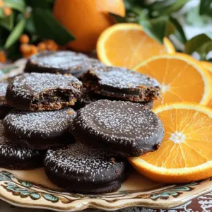 - 1 cup unsalted butter, softened to room temperature - 1/2 cup powdered sugar, sifted - 2 cups all-purpose flour - 1/4 cup unsweetened cocoa powder - 1/2 teaspoon fine sea salt - 1 teaspoon pure vanilla extract - Zest of 1 large orange (about 1 tablespoon) - 1/2 cup dark chocolate chips (dairy-free if preferred) - 1 tablespoon freshly squeezed orange juice These ingredients blend to create a rich, flavorful cookie. The unsalted butter gives a creamy texture. The powdered sugar adds sweetness and helps with the cookie's structure. All-purpose flour forms the base, while cocoa powder gives a deep chocolate flavor. Fine sea salt enhances the taste, balancing the sweetness. Pure vanilla extract adds warmth to the flavor. Orange zest and juice bring bright, citrus notes that pair perfectly with dark chocolate. Lastly, dark chocolate chips melt into gooey pockets of bliss. For the full recipe, check the detailed instructions above. Each element plays a key role in making your Dark Chocolate Orange Shortbread Cookies truly special. 1. Preheat your oven to 350°F (175°C). This step ensures even baking for your cookies. 2. Prepare a baking sheet by lining it with parchment paper. This keeps the cookies from sticking. 3. In a large bowl, cream 1 cup of softened unsalted butter with 1/2 cup of sifted powdered sugar. Use an electric mixer or a wooden spoon. Beat the mixture until light and fluffy, about 2-3 minutes. 4. Add 1 teaspoon of pure vanilla extract and the zest of 1 large orange to the butter mixture. Mix well until combined. 5. In another bowl, whisk together 2 cups of all-purpose flour, 1/4 cup of unsweetened cocoa powder, and 1/2 teaspoon of fine sea salt. Gradually add this dry mix to the butter mixture. Stir gently until a smooth dough forms. 6. Carefully fold in 1/2 cup of dark chocolate chips and 1 tablespoon of freshly squeezed orange juice. Make sure they are evenly spread throughout the dough. 7. Transfer the dough to a lightly floured surface. Shape it into a log, about 2 inches in diameter. Wrap the log tightly in plastic wrap and refrigerate for at least 30 minutes. This helps the cookies keep their shape. 8. After chilling, remove the dough from the fridge. Slice it into uniform 1/4-inch thick rounds. Place the slices on the prepared baking sheet, leaving about 1 inch of space between each cookie. 9. Bake the cookies for 12-15 minutes. The edges should be firm, and the centers will look slightly soft. This gives the cookies a tender texture once cooled. 10. Let the cookies cool on the baking sheet for about 5 minutes. Then, transfer them to a wire rack to cool completely. Enjoy making these delightful Dark Chocolate Orange Shortbread Cookies! For the complete guide, refer to the Full Recipe section. To achieve the right texture, focus on your butter. Make sure it is softened but not melted. It should be creamy when you mix it with sugar. This helps create a light and crumbly cookie. Baking time can vary based on your oven. I suggest checking your cookies at the 12-minute mark. The edges should be firm, and the centers should look soft. If they seem too soft, give them a minute or two more. Remember, they will firm up as they cool. You can use different types of chocolate to change the flavor. Milk chocolate gives a sweeter taste. Semi-sweet chocolate offers a rich flavor. You can also try dark chocolate with a higher cocoa content for a bold bite. For more flavor, think about adding spices. A pinch of cinnamon or nutmeg can add warmth. You can also try using lemon or lime zest instead of orange for a fresh twist. For serving, arrange your cookies on a colorful plate. You can also stack them in a clear jar. This adds a nice touch and shows off their beauty. Dust them lightly with powdered sugar for an elegant look. If you want to gift your cookies, consider wrapping them in pretty paper. Place them in a decorative tin with a festive ribbon. This makes for a thoughtful gift. {{image_4}} You can make these cookies a bit healthier. For butter, use coconut oil or applesauce. These options cut down on fat. They add moisture too. For sugar, swap half with honey or maple syrup. This change adds natural sweetness. If you need gluten-free cookies, use almond flour or oat flour. Both give a nice texture. For a dairy-free version, use dairy-free chocolate chips. These small swaps keep the flavor while making the cookies fit your diet. You can play with flavors in many ways. Try using lemon or lime zest instead of orange. This adds a bright twist to the taste. You can also mix in nuts like walnuts or pecans for a crunch. Chopped nuts add texture and flavor. Adding spices can give your cookies a warm touch. Try a pinch of cinnamon or nutmeg. You can even add a dash of chili powder for a spicy kick. Each choice creates a unique cookie experience. To enhance flavors, think about adding extracts. A bit of almond or orange extract can deepen the taste. You can also layer flavors by using both orange zest and juice. This gives a fresh, bold flavor. For a fun twist, coat the cookies in melted dark chocolate. Dip each cookie halfway for a rich finish. You can sprinkle sea salt on top to balance the sweetness. These ideas make each bite special and memorable. You can find the full recipe for these cookies [here]. To keep your Dark Chocolate Orange Shortbread Cookies fresh, follow these tips: - Cool Completely: Let the cookies cool fully on a wire rack before storing. - Use Airtight Containers: Place cookies in a container that seals tightly to lock in moisture. - Layer with Parchment Paper: If stacking, use parchment paper between layers to prevent sticking. - Keep in a Cool, Dry Place: Store cookies away from heat and humidity to maintain their crispness. For best taste, enjoy your cookies within a week. Freezing cookies is a great way to save some for later. Here’s how to do it correctly: - Wrap Each Cookie: Wrap each cookie tightly in plastic wrap to keep air out. - Use Freezer Bags: Place the wrapped cookies in a freezer-safe bag. Squeeze out as much air as possible before sealing. - Label and Date: Write the date on the bag. This helps you remember when you froze them. To enjoy, thaw cookies at room temperature. Alternatively, you can warm them slightly in the oven. This makes them taste fresh again! Can I use milk chocolate instead of dark chocolate? Yes, you can use milk chocolate. It will taste sweeter and less rich. I prefer dark chocolate for its bold flavor. Dark chocolate pairs well with orange zest and juice. How long do these cookies last? These cookies can last about one week. Store them in an airtight container. They stay fresh and tasty this way. Why is my dough too crumbly? If your dough is crumbly, it may need more moisture. Add a teaspoon of orange juice. Mix it well until the dough holds together. What can I do if my cookies spread too much? Chill the dough longer before baking. This helps the cookies hold their shape. You can also try adding a bit more flour to the mix. Are dark chocolate orange shortbread cookies suitable for gifting? Absolutely! These cookies make great gifts. Package them in a nice tin. They look and taste impressive. What beverages pair well with these cookies? I recommend serving these cookies with tea or coffee. Their rich flavor matches well with both. You could also enjoy them with a glass of milk. For the complete recipe, check out the Full Recipe section. We explored the key ingredients for delicious dark chocolate orange shortbread cookies, like butter, sugar, and cocoa. I shared steps for mixing and baking them to perfection. Plus, I provided handy tips for flavor, presentation, and storage. Keep these ideas in mind as you bake. Experiment with flavors to make the recipe your own. These cookies can delight friends and family, so enjoy every bite! Happy baking and savoring!