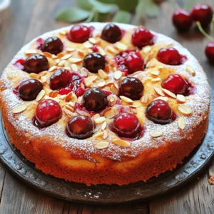 To make the best cherry almond cake, gather these simple ingredients: - 1 cup fresh or frozen cherries, pitted and halved - 1/2 cup slivered almonds - 1 1/2 cups all-purpose flour - 1 cup granulated sugar - 1/2 cup almond flour - 1/2 cup unsalted butter, softened - 3 large eggs, at room temperature - 1 teaspoon almond extract - 1 teaspoon vanilla extract - 1 teaspoon baking powder - 1/2 teaspoon sea salt - 1 cup buttermilk (or 1 cup milk with 1 teaspoon vinegar) These ingredients create a moist and flavorful cake that shines with cherry and almond notes. If you can’t find fresh cherries, frozen ones work well. Just make sure they are pitted and halved. You can also swap almond flour with regular flour if needed. If you want a dairy-free version, try using almond milk instead of buttermilk. - Frozen cherries: Use the same amount as fresh. - All-purpose flour: Can replace almond flour if necessary. - Almond milk: Use this in place of buttermilk for dairy-free. These swaps keep the cake tasting great while making it easier for you. To elevate your cherry almond cake, consider these tasty toppings: - Powdered sugar: Dust lightly on top for a sweet touch. - Whole cherries: Add a few on top for decoration. - Slivered almonds: Sprinkle on top before baking for extra crunch. - Whipped cream: Serve with a dollop for added richness. - Vanilla ice cream: A scoop pairs perfectly with a warm slice. These options add delightful flavors and textures to your cake, making it even more enjoyable. For the full recipe, check out The Ultimate Cherry Almond Cake . Start by preheating your oven to 350°F (175°C). This step is key to getting a nice rise. Next, grab a 9-inch round cake pan. Grease it with some softened butter. Dust it lightly with flour, or use parchment paper for easy removal. This helps the cake come out perfectly. In a large mixing bowl, add the softened butter and granulated sugar. Use an electric mixer on medium speed. Beat the mixture until it is light and fluffy, which should take about 3 to 5 minutes. This step adds air to the batter, making your cake fluffy. After that, add the eggs one at a time. Mix well after each addition. Then, add the almond and vanilla extracts. Blend until combined. In a separate bowl, whisk together the all-purpose flour, almond flour, baking powder, and sea salt. Make sure everything is mixed well. Gradually add this dry mix to your wet ingredients. Alternate with the buttermilk, starting and ending with the dry mix. Mix gently until just combined. Avoid overmixing to keep it light. Now, gently fold in the halved cherries and slivered almonds. Use a spatula and be careful not to overwork the batter. Pour the batter into the prepared cake pan. Smooth the top with a spatula. If you like, sprinkle a few slivered almonds on top. Bake in your preheated oven for 30 to 35 minutes. Check for doneness by inserting a toothpick into the center. If it comes out clean, your cake is ready! Once done, let it cool in the pan for about 10 minutes. Then, move it to a wire rack to cool completely. For the complete recipe, refer to the Full Recipe. Enjoy your baking! To bake a great cherry almond cake, avoid these common mistakes: - Not measuring ingredients properly: Use measuring cups and spoons for accuracy. This ensures your cake has the right texture. - Using cold eggs: Cold eggs can shock the batter. Always use room-temperature eggs for better mixing. - Overmixing the batter: Mix just until combined. Overmixing makes the cake tough, not fluffy. - Skipping the flour dusting: Grease and flour your pan well. This helps the cake come out cleanly without sticking. Mixing the batter well is key to a perfect cake. Here are some tips: - Cream butter and sugar: Beat until light and fluffy. This step adds air, making your cake soft. - Add eggs one by one: Mix after each egg. This helps them blend evenly into the batter. - Alternate dry and wet ingredients: Add dry ingredients and buttermilk in turns. This keeps the batter smooth and prevents lumps. - Fold in cherries and almonds gently: Use a spatula to fold them in. This keeps them intact and evenly spread. Even baking is vital for a lovely cake. Follow these tips: - Preheat your oven: Always preheat to the right temperature. This helps your cake rise evenly. - Use the right pan: A 9-inch round pan works best. It helps the cake bake evenly. - Check for doneness: Insert a toothpick in the center. If it comes out clean, your cake is ready. - Rotate the pan: Halfway through baking, rotate the pan. This helps it bake evenly on all sides. Using these tips, your cherry almond cake will be a masterpiece! For a detailed guide, check the Full Recipe. {{image_4}} You can change the taste of your cherry almond cake easily. Want a citrus twist? Add lemon or orange zest to the batter. Use about one tablespoon of zest for a bright flavor. The citrus pairs well with the cherries and almonds. If you crave chocolate, swap out some flour for cocoa powder. Use 1/4 cup cocoa powder and reduce the flour by the same amount. This will give you a rich chocolate cherry almond cake. You will love how the flavors blend! Making a gluten-free cherry almond cake is simple. Just replace all-purpose flour with a gluten-free blend. Look for a mix that has xanthan gum in it. This helps mimic the structure of wheat flour. Use the same amount as the recipe calls for. Your cake will still be soft and tasty! Want to make mini cakes or cupcakes? Use a cupcake tin instead of a cake pan. Fill each cup about halfway with batter. Bake for 18-20 minutes. Check with a toothpick to see if they are done. This makes a fun treat for parties or snacks! For a personal touch, add frosting or a glaze. You could even drizzle melted chocolate on top. Enjoy these little bites of cherry almond goodness! For the full recipe, check out The Ultimate Cherry Almond Cake. To keep your Cherry Almond Cake fresh, wrap it well. Use plastic wrap or aluminum foil. You can also place it in an airtight container. Store it at room temperature for up to three days. If you have more cake, refrigerate it. It will stay good for about a week. Just remember, cold air can dry it out. So, wrapping is key! Freezing the cake is a great way to save it for later. Let the cake cool completely before freezing. Once cooled, cut it into slices. Wrap each slice tightly in plastic wrap. Then, place the wrapped slices in a freezer bag. Label the bag with a date. Your cake can stay fresh in the freezer for up to three months. When you're ready to enjoy it, just pull out a slice! To warm up your Cherry Almond Cake, preheat your oven to 350°F. Unwrap the cake and place it on a baking sheet. Bake for about 10 to 15 minutes. This will help bring back some moisture and warmth. For a quicker method, you can microwave a slice for about 20-30 seconds. Just make sure to cover it with a damp paper towel. This keeps it from becoming too dry. Enjoy each bite of your tasty masterpiece! For more details, check the Full Recipe. Yes, you can use frozen cherries. They work well in this cake. Just thaw them first and drain any excess liquid. This step helps keep the batter from getting too wet. Frozen cherries give you that sweet, tart flavor just like fresh ones! If you don’t have almond flour, you can use other flours. Some good choices are: - Finely ground oats - Sunflower seed flour - Cashew flour These will change the flavor a bit, but they will still taste great! To make your cake moist, try adding a few things: - Use buttermilk instead of regular milk. It makes the cake tender. - Add an extra egg. This helps with moisture. - Mix in a bit of yogurt. It adds creaminess and flavor. These tips will help you achieve a soft and moist cake! I love serving this cake warm or at room temperature. You can also: - Dust the top with powdered sugar for a sweet touch. - Add a scoop of vanilla ice cream or whipped cream. - Garnish with whole cherries and slivered almonds for a pretty look. These additions make each slice feel special. For the full recipe, check out the detailed instructions above. This blog post covered everything you need for the best Cherry Almond Cake. We discussed key ingredients, tips for mixing, and baking steps. You can try different flavors or adjust for gluten-free needs. Remember to avoid common mistakes to ensure success. Store leftovers properly for lasting freshness. With these tips, you can enjoy a tasty cake anytime. Now, go bake and share your delicious creation with friends!