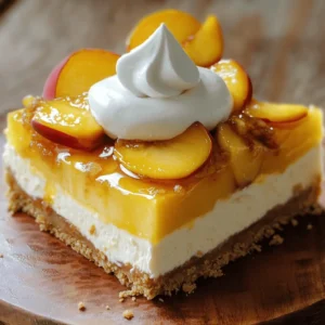 - 2 cups fresh peaches, pitted and sliced - 2 tablespoons brown sugar - 1 teaspoon ground cinnamon - 1 tablespoon fresh lemon juice - 1 1/2 cups graham cracker crumbs - 1/4 cup unsalted butter, melted - 1 tablespoon granulated sugar - 3 (8 oz) packages cream cheese, softened at room temperature - 1 cup granulated sugar - 1 teaspoon pure vanilla extract - 3 large eggs, at room temperature - 1 cup sour cream To make a great roasted peach cobbler cheesecake, you need fresh peaches. They add a sweet and juicy flavor. Brown sugar enhances the peach's taste when roasted. Ground cinnamon and lemon juice bring warmth and brightness to the dish. The graham cracker crumbs create a crunchy crust, while melted butter helps bind them. You also need cream cheese for a rich and creamy filling. Eggs help the cheesecake set nicely, while sour cream adds a slight tang. This combination gives you a smooth and delicious cheesecake. You can find the full recipe at the end for easy reference. - Whipped cream for garnish - Caramel sauce for drizzling Whipped cream is a great choice for topping. It adds a light and airy finish. Caramel sauce can bring extra sweetness and richness. Drizzling it over your cheesecake makes it look extra special. - Using other fruits instead of peaches - Alternative sweeteners options If you can't find peaches, feel free to use other fruits. Apples and berries work well in this recipe. You can also swap out the sweeteners. Try honey or maple syrup for a different flavor. These options help you customize the cheesecake to your taste. Prepping the Oven and Mixing Ingredients First, preheat your oven to 400°F (200°C). Grab your fresh peaches, and slice them. In a bowl, mix the sliced peaches with brown sugar, ground cinnamon, and lemon juice. Toss until each slice is coated. Roasting Duration and Temperature Spread the peaches on a parchment-lined baking sheet. Roast them for 20-25 minutes. The peaches will get tender and caramelized. Once they are done, take them out and let them cool. Mixing the Crust Ingredients In a medium bowl, combine graham cracker crumbs, melted butter, and sugar. Mix until everything is well combined. Proper Baking Techniques Press this mixture into the bottom of a 9-inch springform pan. Make sure it’s even. Bake the crust at 350°F (175°C) for 10 minutes. After baking, let it cool completely. Beating the Cream Cheese In a large bowl, use an electric mixer to beat the softened cream cheese. Mix it on medium speed until smooth and creamy. Incorporating Sugars and Eggs Gradually add granulated sugar and vanilla. Mix until well combined. Add the eggs one at a time, mixing well after each. Finally, fold in sour cream gently. This creates a creamy filling. For the full recipe, check out the link! For the best texture, use room temperature ingredients. This means letting your cream cheese and eggs sit out for about 30 minutes. Cold ingredients mix poorly, leading to lumps. To avoid cracks, do not overbake your cheesecake. It should set around the edges but remain slightly jiggly in the center. Cooling slowly helps too. After baking, leave the cheesecake in the oven with the door ajar. This gradual cooling prevents sudden temperature changes. Spices can take your cheesecake up a notch. Consider using nutmeg or cardamom for a warm touch. A hint of vanilla also brightens the flavor. Roasted peaches pair well with cream cheese. They bring out the sweet and tangy notes. You can also add a scoop of vanilla ice cream for a delicious contrast. Serving your cheesecake attractively is easy. Top it with whipped cream and a few reserved peach slices. A drizzle of caramel sauce adds a lovely touch too. For garnishing, use fresh mint leaves or crushed graham crackers. Fresh ingredients make your dessert pop. They add color and freshness, making your cheesecake more inviting. For the complete recipe, visit the Full Recipe section. {{image_4}} You can boost the flavors in your Roasted Peach Cobbler Cheesecake easily. - Adding Vanilla or Almond Extract: A splash of vanilla or almond extract adds depth. Use about one teaspoon to enhance the peach flavor. Mix it well into your cheesecake filling for a smooth taste. - Nut-Based Crust Options: Instead of graham crackers, try using ground nuts. Almonds or pecans work well. This gives your crust a richer flavor and a nice crunch. Don’t hesitate to swap out the peaches for other fruits. - Using Apples or Berries: Apples bring a tartness, while berries add a sweet touch. Both fruits can replace peaches in the recipe. Just make sure to adjust the sugar based on the fruit's sweetness. - Tips for Adjusting Cooking Times: Different fruits may cook at different rates. Keep an eye on your cheesecake. If you use firmer fruits like apples, you might need to roast them longer. You can easily adapt this cheesecake for different dietary needs. - Gluten-Free Versions: Use gluten-free graham crackers or nuts for the crust. This keeps the flavors intact while making it safe for gluten-sensitive eaters. - Dairy-Free Alternatives: For a dairy-free option, use vegan cream cheese. Coconut cream can substitute sour cream. This way, everyone can enjoy a slice of this delightful cheesecake. Explore the [Full Recipe] for all the details and to create your own version! To keep your roasted peach cobbler cheesecake fresh, store it carefully. Place it in an airtight container. If you don't have one, cover it tightly with plastic wrap. This helps prevent it from drying out or absorbing other smells in the fridge. The best storage temperature is between 32°F and 40°F (0°C to 4°C). To freeze your cheesecake for long-term storage, follow these steps: - First, chill the cheesecake completely in the fridge. - Next, wrap it tightly in plastic wrap, and then in aluminum foil. - This double wrap keeps it safe from freezer burn. - You can freeze it for up to three months. When you're ready to enjoy it, thaw the cheesecake in the fridge overnight. This helps maintain its creamy texture. Avoid microwaving it, as this can change its texture and taste. Roasted peach cobbler cheesecake lasts about five to seven days in the fridge. To tell if it’s spoiled, check for off smells or changes in texture. If it looks dry or has mold, it’s best to toss it. Always remember, when in doubt, throw it out! Yes, you can make Roasted Peach Cobbler Cheesecake ahead of time. This dessert tastes even better after chilling. Here are some tips for preparing ahead of time: - Bake and Chill: Make the cheesecake a day before you plan to serve it. - Cover Properly: Wrap it tightly with plastic wrap to keep it fresh. - Add Toppings Later: Wait to add whipped cream or fresh peaches until serving. If you want a lighter cheesecake, there are good substitutes for cream cheese. Here are some options: - Greek Yogurt: Use full-fat Greek yogurt for a creamy texture. - Ricotta Cheese: Blend ricotta for a light and fluffy filling. - Cottage Cheese: Puree cottage cheese for a low-fat option. Cracks in the cheesecake often happen due to a few common issues. Here’s what to check: - Overmixing: Mixing too fast can add air and cause cracks. - Baking Temperature: If the oven is too hot, it can bake unevenly. - Cooling Too Fast: Letting it cool too quickly can lead to cracks. To fix cracks, you can cover them with whipped cream or fruit. In this post, we explored how to make a delicious roasted peach cobbler cheesecake. We covered ingredients like fresh peaches, cream cheese, and crust options. I shared tips for texture, flavor enhancements, and presentation to elevate your dessert. You can even modify recipes for dietary needs. By following these steps, you can enjoy a tasty treat. Remember, the key is using quality ingredients and proper techniques. Now, get ready to impress your family and friends with this delightful cheesecake!