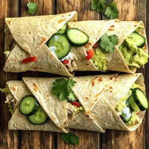 - 2 large whole wheat tortillas - 1 cup cooked chicken breast, shredded - 1 small cucumber, thinly sliced - 1/2 red bell pepper, julienned - Fresh cilantro leaves, for garnish To make healthy chicken wraps, you need whole wheat tortillas. They are a great choice because they are higher in fiber than white tortillas. Next, add cooked chicken breast. Shredded chicken is easy to mix and adds good protein. Fresh vegetables elevate your wraps. Sliced cucumber offers crunch, while julienned red bell pepper adds sweetness. Finally, cilantro gives a fresh kick to each bite. - 1 ripe avocado, mashed - 1/4 cup Greek yogurt - 1 teaspoon garlic powder - 1 teaspoon smoked paprika For flavor, use mashed avocado. It creates a creamy texture and adds healthy fats. Greek yogurt is another great choice. It makes the chicken filling smooth and tangy. Spices like garlic powder and smoked paprika bring depth to the dish. They enhance the taste without extra calories. - 1 tablespoon fresh lime juice - Salt and black pepper to taste To finish, add fresh lime juice. It brightens up the flavors and adds a zesty touch. Season with salt and black pepper to your liking. These simple additions make the wraps even better. For the full recipe, check out Zesty Avocado Chicken Wraps. Start by shredding the cooked chicken breast. You can use your hands or forks to pull it apart. Next, mash the ripe avocado in a bowl until smooth. Slice the cucumber thinly and julienne the red bell pepper. These fresh veggies add crunch and color to your wrap. Now, mix the shredded chicken with Greek yogurt, lime juice, garlic powder, smoked paprika, salt, and black pepper. Stir until the chicken is well coated. Take a whole wheat tortilla and spread half of the mashed avocado on one side. This creamy layer adds taste and keeps the wrap moist. On the same side, spoon half of the chicken mixture. Add the sliced cucumber and julienned red bell pepper. Finally, sprinkle some fresh cilantro leaves for extra flavor. To roll your wrap, start at the end with the fillings. Lift the edge and roll it away from you. Tuck in the sides to secure the filling. Slice the wrap in half diagonally for easy eating. Serve the wraps on a bright plate, adding extra cilantro and lime wedges on the side. This adds a pop of color and flavor to your meal. For the full recipe, refer to the instructions provided earlier. To create the best healthy chicken wraps, always use fresh ingredients. Fresh veggies add bright flavors and crunch. I recommend using ripe avocados and crisp cucumbers. Adjust the seasoning based on your taste. If you love spice, add more garlic powder or smoked paprika. These wraps pair well with simple side dishes. A fresh green salad adds crunch and color. You can also serve them with baked sweet potato fries. For dipping, try Greek yogurt mixed with herbs. Hummus or salsa also make tasty options. To make these wraps kid-friendly, swap out any disliked ingredients. Use shredded carrots or sliced apples in place of cucumbers. Let your kids help with prep. They can mash avocados or roll the wraps. This makes them more excited to eat what they helped make. For the full recipe, check out the Zesty Avocado Chicken Wraps. {{image_4}} If you want a low-carb meal, try lettuce wraps. They have fewer carbs than tortillas. You can use large leaves of romaine or butter lettuce. This keeps your meal light and crunchy. You can also swap out chicken for turkey or tofu. Turkey offers a similar taste with fewer calories. Tofu is a great choice for plant-based meals. Both options are easy to prepare and taste great. For a vegetarian wrap, consider using beans or legumes. Black beans or chickpeas add protein and fiber. They also bring a nice texture to your meal. If you need gluten-free options, choose corn tortillas. They work well with all the same fillings. You can also use a large leaf of collard greens as a wrap. This makes your meal fresh and fun. To spice things up, add jalapeños or hot sauce. This gives your wrap a nice kick. You can also make a Mediterranean version. Use olives, feta cheese, and hummus for a tasty twist. For an Asian-inspired wrap, add teriyaki sauce and shredded carrots. This change brings a new flavor to your meal. You can mix and match different ingredients to find what you love most. To keep your healthy chicken wraps fresh, place them in the fridge. Wrap each wrap in plastic wrap or foil. This prevents the tortillas from drying out. If you use parchment paper, it helps keep the wraps moist. You can store them for up to three days. After that, the taste and texture may change. Yes, you can freeze chicken wraps! Wrap each one tightly in plastic wrap. Then, place them in an airtight container or a freezer bag. They can last up to three months in the freezer. To thaw, leave them in the fridge overnight. For reheating, use a microwave or a skillet. This helps keep the wrap warm and soft. For storing wraps, use airtight containers. Glass or BPA-free plastic containers work well. This keeps air out and keeps the wraps fresh. You can also use foil or plastic wrap for a quick option. Wrapping the wraps tightly helps preserve their texture and taste. Chicken wraps offer many health benefits. They are a great source of lean protein. Lean protein helps build muscle and keeps you full. Whole grains in the tortillas provide fiber. Fiber aids digestion and helps control blood sugar levels. Nutritional information breakdown: - Each wrap is low in calories but high in nutrients. - They contain vitamins from fresh veggies. - Avocado adds healthy fats, which are good for your heart. Whole grains and lean protein are essential for overall health. Whole grains provide energy and help maintain a healthy weight. Lean protein, like chicken, is key for muscle repair and growth. Yes, you can make these wraps ahead of time! Meal prepping saves time and stress. You can make a batch and enjoy them throughout the week. Tips for meal prepping healthy chicken wraps: - Prepare the chicken filling and slice the veggies in advance. - Store the ingredients separately to keep them fresh. - Assemble wraps just before eating to maintain texture. To keep ingredients fresh, wrap them in parchment paper. This keeps moisture out and helps them stay crisp. You can also use airtight containers for added freshness. If you need a substitute for Greek yogurt, there are many options. For dairy-free choices, try dairy-free yogurt made from almond or coconut. These options still offer a creamy texture. Low-fat alternatives if desired: - You can use low-fat sour cream instead of Greek yogurt. - Cottage cheese is another great choice. It has similar protein content and a nice flavor. Experiment with these alternatives to find what you like best in your healthy chicken wraps. Healthy chicken wraps are simple to make and full of flavor. We covered key ingredients like whole wheat tortillas, fresh veggies, and tasty flavor enhancers. I shared step-by-step instructions on preparation, assembly, and serving tips. Variations can fit different diets, and smart storage helps keep them fresh. These wraps are not only nutritious but also fun to make, especially with kids. Enjoy crafting your healthy chicken wraps, and let your creativity shine!