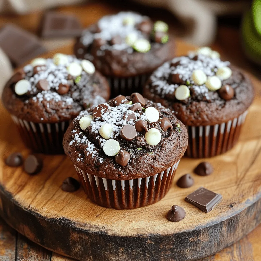 Bakery Style Double Chocolate Zucchini Muffins Recipe