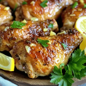 To make this dish, gather the following items: - 4 boneless, skinless chicken breasts - 3 tablespoons extra virgin olive oil - 4 cloves of garlic, finely minced - Juice and zest of 1 large, juicy lemon - 1 teaspoon freshly ground black pepper - 1 teaspoon sea salt - 1 teaspoon dried oregano - 1 teaspoon dried thyme - ½ teaspoon red pepper flakes (optional for heat) - Fresh parsley, finely chopped, for garnish You can mix things up a bit. Try using chicken thighs instead of breasts for a juicier bite. You can also swap out olive oil for avocado oil if you prefer. If you want more flavor, add a splash of chicken broth to the marinade. For a twist, use lime instead of lemon. You can even throw in some chopped sun-dried tomatoes or olives for an extra kick! Using fresh ingredients makes all the difference. Fresh garlic gives a stronger taste than powdered. Fresh lemon juice brightens up the dish more than bottled juice. The herbs bring a vibrant flavor. When you use fresh items, your meal tastes better and looks more appealing. Trust me, this effort pays off in every bite! To make Baked Garlic Lemon Pepper Chicken, start by preheating your oven to 400°F (200°C). This step is key for even cooking. Next, grab a small bowl and mix together the olive oil, minced garlic, lemon juice, and lemon zest. Add black pepper, salt, oregano, thyme, and optional red pepper flakes. Stir this mix until it looks well combined. Now, take your chicken breasts and put them in a large bag or shallow dish. Pour the marinade over the chicken. Make sure each piece gets coated well. Seal the bag or cover the dish and place it in the fridge. Let it marinate for at least 30 minutes. If you have more time, marinate for up to 2 hours for richer flavor. After marinating, remove the chicken from the fridge. Place the chicken breasts on a baking sheet lined with parchment paper. Make sure they are spaced out. This helps them bake evenly. Put the baking sheet in your preheated oven and bake for 25-30 minutes. Check the internal temperature; it should reach 165°F (75°C). Once done, take the chicken out and let it rest for about 5 minutes. This step keeps the juices inside. Finally, sprinkle chopped parsley on top for a fresh touch before serving. - Prep Time: 10 minutes - Marination Time: 30 minutes to 2 hours - Cooking Time: 25-30 minutes - Total Time: 40 minutes These times help you plan your meal. You can prep ahead to make dinner quick and easy. Marination is important for flavor and tenderness. When you soak the chicken in the marinade, it absorbs all those tasty spices and lemon juice. This makes the chicken juicy and flavorful. The longer you marinate, the better the flavors blend into the meat. So, if you can, try to marinate for a longer time. It makes a big difference in taste! To keep chicken juicy, use a marinade. The mix of olive oil, garlic, and lemon gives moisture and flavor. Let the chicken soak in this mix for at least 30 minutes. Longer marinating makes it even better. After you bake, let the chicken rest for about 5 minutes. This keeps the juices inside. Baking at 400°F (200°C) is key. This heat cooks the chicken evenly, making it tender. Use parchment paper on your baking sheet. It helps with easy cleanup and prevents sticking. Space the chicken out. If they touch, they won't brown well. Check the chicken's temperature. It should reach 165°F (75°C) for safe eating. Serve the chicken with sides like roasted veggies or a fresh salad. The crispness of the veggies balances the chicken's flavor. For sauces, a light lemon sauce or a yogurt dip works great. You can also add a sprinkle of fresh herbs for a pop of color. For the full recipe, visit our dedicated page. {{image_4}} You can switch chicken with fish or plant-based proteins. Salmon works great here. It brings a rich taste that pairs well with lemon and garlic. Tofu is a fantastic choice for a vegan option. Press and cube the tofu, then marinate it just like the chicken. Bake it until it's firm and golden. You can mix flavors to suit your taste. Try adding fresh herbs like basil or cilantro. A splash of soy sauce can add a savory twist. For a spicy kick, use sriracha or a spicy marinade instead of red pepper flakes. You can also add honey for a sweet touch. Experiment with different combinations to find your favorite. Want more heat? Increase the red pepper flakes or add cayenne pepper. If you prefer milder flavors, skip the spicy seasonings. You can also balance heat with a touch of honey or sugar. This helps to round out the flavors. Play around with the seasonings until you get the heat level just right for you. For the full recipe, check the section above. To store leftover baked garlic lemon pepper chicken, let it cool first. Place it in an airtight container. Make sure to cover it well to keep it fresh. You can store it in the fridge for up to three days. If you want to keep it longer, consider freezing it. When reheating, the best method is in the oven. Preheat your oven to 350°F (175°C). Place the chicken on a baking sheet. Cover it with foil to keep it moist. Heat for about 15-20 minutes, or until it is warm throughout. You can also use a microwave, but the oven gives better results. To freeze your chicken, wrap each piece tightly in plastic wrap. Then, place the wrapped chicken in a freezer bag. Squeeze out as much air as possible before sealing. This way, you can keep it in the freezer for up to three months. When ready to eat, thaw it in the fridge overnight before reheating. For more details, check the Full Recipe. Yes, you can use skin-on chicken. It adds flavor and moisture. Just adjust cooking time. Skin-on chicken may take a bit longer to cook through. Ensure it reaches 165°F for safety. The best way to check is with a meat thermometer. Insert it into the thickest part. The temperature should read 165°F. If you don’t have one, cut into the chicken. The juices should run clear, and the meat should be white, not pink. If you're out of lemon, try using lime instead. It gives a nice, zesty flavor. You can also use vinegar, like apple cider or white wine vinegar. Just use less, as vinegar is stronger than lemon. For a sweeter twist, try orange juice. It adds a unique taste! For the full recipe, you can check out the detailed steps and ingredient list. This post covered how to make delicious baked garlic lemon pepper chicken. We discussed the best ingredients, cooking steps, and marination tips. You learned ways to make juicy chicken and tried different flavors. I also shared how to store leftovers for later meals. Cooking should be fun and easy. Use fresh ingredients to boost flavor, and don’t be afraid to get creative. Enjoy your time in the kitchen and impress others with your tasty meals!
