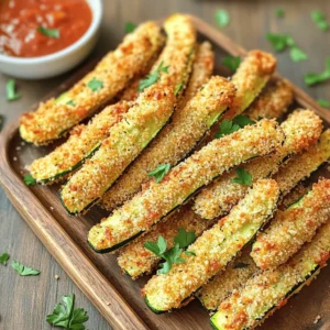 To make healthy air fryer zucchini fries, you need fresh ingredients. Here’s what you will need: - 2 medium zucchinis, cut into julienne strips - 1 cup whole wheat breadcrumbs - 1/2 cup grated Parmesan cheese (optional) - 1 teaspoon garlic powder - 1 teaspoon onion powder - 1 teaspoon Italian seasoning - Salt and freshly ground pepper to taste - 2 large eggs, beaten - Cooking spray or olive oil spray These ingredients create a tasty and crispy snack. Zucchini is low in calories and packed with vitamins. Whole wheat breadcrumbs add crunch and fiber. Parmesan cheese brings a savory touch, but you can skip it if you prefer. The spices boost the flavor, making each bite delicious. You’ll love how easy it is to prepare this dish! For the full recipe, check out the details above. 1. Preheating the air fryer: Start by preheating your air fryer to 400°F (200°C). This step helps the zucchini fries cook evenly and become crispy. A hot air fryer is key for that perfect crunch. 2. Preparing the coating mixture: In a shallow dish, mix 1 cup of whole wheat breadcrumbs, 1/2 cup of grated Parmesan cheese (optional), 1 teaspoon of garlic powder, 1 teaspoon of onion powder, 1 teaspoon of Italian seasoning, and salt and pepper to taste. Stir well to combine. This mixture is what makes your zucchini fries flavorful. 3. Beating the eggs for batter: In a separate bowl, whisk 2 large eggs until well beaten. This egg wash helps the breadcrumbs stick to the zucchini strips, giving them that tasty coating. 1. Dipping zucchini strips in egg: Take each zucchini strip and dip it into the beaten egg. Make sure to let any extra egg drip off. This step is crucial for a good coating. 2. Coating in breadcrumb mixture: Next, coat the zucchini strip in your breadcrumb mixture. Press gently to ensure the crumbs stick well. This will create a crunchy layer when you air fry them. 1. Arranging zucchini fries in the air fryer: Place your coated zucchini fries in a single layer in the air fryer basket. Avoid overcrowding; this helps them crisp up nicely. If you have a lot, work in batches. 2. Cooking time and flipping recommendation: Air fry the zucchini fries for about 10-12 minutes. Flip them halfway through cooking. This step ensures they brown evenly and reach that perfect golden color. Now, enjoy your crispy air fryer zucchini fries! For the full recipe, check out the details above. To get the best crispiness from your zucchini fries, avoid crowding the air fryer basket. When fries touch, they steam instead of crisping. Cook in batches if needed, allowing space for air to flow. Using the right spray makes a big difference too. I recommend using cooking spray or olive oil spray to coat the fries lightly. This helps them brown and crisp up nicely during cooking. For a fun presentation, serve the zucchini fries in a small basket or on a plate. Adding a sprinkle of fresh parsley or extra Parmesan enhances the look and flavor. Dipping sauces can elevate your snack. Try marinara sauce for a classic touch or a yogurt dip for a cool contrast. These add flavor and make your zucchini fries even more enjoyable. For the full recipe, check the complete guide! {{image_4}} You can make your zucchini fries even better by changing the flavor. First, use different types of breadcrumbs. Instead of whole wheat, try panko for extra crunch. You can also use seasoned breadcrumbs for added taste. Next, think about herbs and spices. Fresh herbs like basil or oregano can brighten the flavor. You can also add a pinch of cayenne for some heat. Don't be afraid to experiment; the options are endless! If you need gluten-free options, use gluten-free breadcrumbs. Many brands offer them, and they work just as well. You can also make your own by grinding gluten-free oats or nuts. For those who want a dairy-free option, skip the Parmesan cheese. You can replace it with nutritional yeast for a cheesy taste without dairy. Both substitutions keep your fries tasty and healthy. For the full recipe, check out the detailed instructions above. To keep your zucchini fries fresh, let them cool completely. Then, pack them in an airtight container. This helps keep moisture out and maintains crispness. I recommend using glass containers. They help avoid any weird smells from plastic. You can also line the bottom with paper towels to absorb extra moisture. For reheating, the oven or air fryer works best. Preheat your air fryer to 375°F (190°C). Place the fries in a single layer. Heat them for about 3-5 minutes. If using an oven, set it to 375°F and bake for 8-10 minutes. This way, you keep the fries crispy. Avoid using the microwave; it makes them soggy. For a crunchier bite, spray a little olive oil before reheating. Enjoy your crispy zucchini fries again! Yes, you can use frozen zucchini. However, frozen zucchini has more water than fresh. This can affect the crispiness of your fries. To improve texture, thaw and drain the zucchini well. Pat them dry with a paper towel to remove extra moisture. This helps them crisp up better when you air fry them. You can boost the flavor in several ways. First, add more spices to the coating. Try paprika, cayenne, or even smoked salt for a unique taste. You can also mix in fresh herbs like basil or thyme for added freshness. Don't forget dips! Serve your fries with marinara, ranch, or yogurt dip. These add extra taste and keep things exciting. Air fryers are great for many vegetables. You can try carrots, sweet potatoes, or bell peppers. Cauliflower and broccoli also air fry well. Just cut them into similar sizes for even cooking. Season them the same way as zucchini for a fun mix of flavors. You'll enjoy trying different veggies in your air fryer! In this article, we discussed how to make crunchy zucchini fries using simple ingredients. You learned about preparing and coating the zucchini, as well as air frying them to perfection. We also shared tips for crispiness, serving suggestions, and storage methods. Finally, I showed you variations and answered common questions about this dish. Try making these fries for a healthy snack. Experiment with flavors and enjoy every bite!