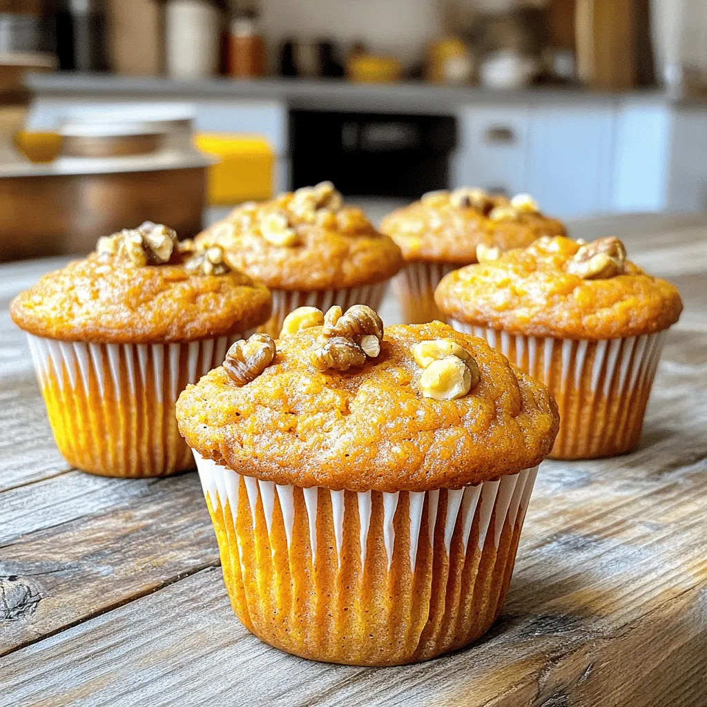 To make your sweet potato muffins, gather these simple ingredients: - 1 cup cooked and mashed sweet potatoes - 1/2 cup brown sugar - 1/4 cup granulated sugar - 1/2 cup vegetable oil - 2 large eggs - 1 teaspoon vanilla extract - 1 1/2 cups all-purpose flour - 1 teaspoon baking powder - 1/2 teaspoon baking soda - 1/2 teaspoon ground cinnamon - 1/4 teaspoon ground nutmeg - 1/4 teaspoon salt - 1/2 cup chopped walnuts (optional) - 1/2 cup raisins or dried cranberries (optional) You can add more flavor to your muffins with these fun options: - Chopped pecans for crunch - Dark chocolate chips for sweetness - Orange zest for a citrus twist - Coconut flakes for a tropical vibe These add-ins can make your muffins even more special. One muffin has about 150 calories. It contains: - 4 grams of protein - 7 grams of fat - 20 grams of carbs - 2 grams of fiber These muffins are a tasty treat that can fit into your healthy eating plan. You can enjoy sweet potato muffins guilt-free as they are packed with nutrients. For the full recipe, make sure to check out the instructions in the previous section. To make the batter, first, gather your ingredients. You need cooked and mashed sweet potatoes, brown sugar, granulated sugar, vegetable oil, eggs, and vanilla extract. In a large bowl, mix the sweet potatoes, sugars, and oil. Use a whisk or spatula to get a smooth blend. Next, add the eggs one at a time. Make sure to mix well after each egg. This step helps to incorporate air for a light muffin. After adding the eggs, pour in the vanilla extract. Stir until everything is well combined. In a separate bowl, combine the dry ingredients. This includes flour, baking powder, baking soda, cinnamon, nutmeg, and salt. Whisk these together to make sure they mix evenly. Now, slowly add the dry ingredients to the wet mixture. Stir gently until you see no dry flour. Do not overmix. Overmixing can make your muffins tough. If you want to add walnuts or raisins, do it now. Fold them into the batter carefully to keep it light. Preheat your oven to 350°F (175°C). Prepare your muffin tin with paper liners or grease it. Using a spoon or an ice cream scoop, fill each muffin cup about two-thirds full. This allows space for the muffins to rise. Bake in the preheated oven for 18-22 minutes. Check for doneness by inserting a toothpick in the center. If it comes out clean or with a few moist crumbs, your muffins are ready. Once baked, let them cool in the pan for five minutes. Then, transfer muffins to a wire rack to cool completely. Enjoy your Sweet Potato Bliss Muffins warm or at room temperature. For more details, refer to the Full Recipe. Baking can be tricky. Here are some common mistakes to watch for: - Overmixing the batter: This makes muffins tough. Mix just until combined. - Incorrect oven temperature: Always preheat your oven. Use an oven thermometer for accuracy. - Not measuring ingredients properly: Use measuring cups and spoons for best results. - Skipping the cooling time: This helps muffins set and keeps them moist. Moist muffins are a pleasure. Here are tips to keep them tender: - Use fresh ingredients: Fresh eggs and oil add moisture. - Add sweet potatoes: They bring natural moisture and flavor. - Don’t overbake: Check for doneness a few minutes early. Muffins should be soft and tender. - Cool properly: Remove muffins from the pan and let them cool on a wire rack. Need to make adjustments? These substitutions work well: - For eggs: Use flaxseed meal or applesauce for a vegan option. - For oil: Substitute with unsweetened applesauce or melted coconut oil. - For flour: Use whole wheat flour for added fiber or a gluten-free blend. - For sugar: Swap with honey or maple syrup for a natural sweetener. For the complete recipe, check out the Full Recipe link included above! {{image_4}} To make vegan sweet potato muffins, use flax eggs instead of regular eggs. Mix 1 tablespoon of ground flaxseed with 2.5 tablespoons of water for each egg. Let it sit for five minutes. For oil, you can substitute with unsweetened applesauce. This swap keeps your muffins moist and adds natural sweetness. The rest of the recipe remains the same. You’ll still get that yummy sweet potato flavor! To make gluten-free sweet potato muffins, replace all-purpose flour with a gluten-free blend. Look for a mix that includes xanthan gum for better texture. You can also use almond flour or oat flour. Each option gives the muffins a unique taste. Always check for certified gluten-free labels to avoid cross-contamination. Feel free to get creative! You can add chocolate chips for a sweet twist. Or try using spices like ginger or cardamom for warmth. Adding nuts or seeds boosts crunch and nutrition. Dried fruit, like apricots or figs, can give your muffins a nice chew. Mix and match to find your favorite flavor combo! For the full recipe, check out the Sweet Potato Bliss Muffins. To keep your sweet potato muffins fresh, store them in an airtight container. This helps to lock in moisture and flavor. You can leave them at room temperature for up to three days. If you want to keep them longer, consider refrigerating them. Just be sure to wrap them in plastic wrap to prevent drying out. Freezing these muffins is a great option if you want to enjoy them later. To freeze, let the muffins cool completely. Then, wrap each muffin in plastic wrap and place them in a freezer bag. They can last up to three months in the freezer. When you're ready to eat, simply take one out and let it thaw. You can also warm it in the oven or microwave for a few seconds for the best taste. Sweet potato muffins stay fresh for about three days at room temperature. If refrigerated, they can last up to a week. The best practice is to always check for any signs of mold or off smells before eating. Always enjoy them while they are fresh for the best flavor and texture. If you follow these tips, your sweet potato muffins will remain a delightful treat for days! Yes, you can use fresh sweet potatoes. Start by peeling and cubing them. Boil the cubes until they are soft, about 15-20 minutes. Then, mash them until smooth. This gives your muffins a fresh taste. Fresh sweet potatoes have great flavor and nutrients. They make your muffins moist and delicious. You can make these muffins healthier with a few simple swaps. Try using whole wheat flour instead of all-purpose flour. This adds fiber and nutrients. You can also cut back on sugar by using applesauce or mashed bananas. Replace vegetable oil with unsweetened yogurt or applesauce for moisture. Adding nuts, seeds, or extra fruits boosts nutrition too. For toppings, consider cream cheese frosting for sweetness. Greek yogurt adds a healthy touch. You can also sprinkle chopped nuts or seeds on top for crunch. A drizzle of honey or maple syrup enhances the flavor. Try adding a dash of cinnamon or nutmeg to give warmth to your muffins. Enjoy experimenting with your favorite toppings! Sweet Potato Bliss Muffins combine simple ingredients and easy steps. You learned how to make a tasty batter, avoid common mistakes, and explore fun variations. Remember, you can make these muffins vegan or gluten-free. Storing and reheating them will keep your treats fresh. Baking these muffins is rewarding and a great way to enjoy sweet potatoes. Try your own flavor combos and share with friends. Enjoy your baking journey!