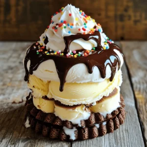 For a classic ice cream cake, gather these tasty items: - 1 pint of velvety vanilla ice cream, softened to room temperature - 1 pint of rich chocolate ice cream, softened to room temperature - 1 package (15 oz) of crisp chocolate wafer cookies - 1 cup of heavy whipping cream for a luscious topping - 1/4 cup of powdered sugar to sweeten the cream - 1 teaspoon of pure vanilla extract for flavor enhancement - 1 cup of sweet chocolate fudge sauce for drizzling - Colorful sprinkles for a festive finish You can swap ingredients easily. Here are some ideas: - Use any flavor of ice cream you like, such as strawberry or mint. - If you want a gluten-free option, choose gluten-free cookies. - For a lighter version, use whipped topping instead of heavy cream. - Maple syrup can replace chocolate fudge for a unique taste. - Use fresh fruit instead of sprinkles for a healthier touch. To make this ice cream cake, you will need: - A springform pan for easy removal of the cake - A mixing bowl for whipping cream - An electric mixer to whip the cream - A spatula for spreading ice cream and cream - Plastic wrap for covering the cake during freezing Gather these items before you start, so you can make this delicious treat with ease! To start, pick a springform pan. This pan has removable sides, which helps when serving. Lay half of the chocolate wafer cookies in an even layer at the bottom. If some cookies break, that’s okay! Just fill in the gaps. Use your hands to press the cookies down gently. This creates a strong base for your cake. Now it’s time to add the ice cream. Take the softened vanilla ice cream and spread it over the cookie base. Use a spatula to smooth it out evenly. After that, pop the pan into the freezer for about 30 minutes. This helps the ice cream firm up a bit. Next, bring out the pan and drizzle half of the chocolate fudge sauce on top. Spread it evenly for a rich chocolate taste. Now, take the softened chocolate ice cream and layer it on top of the fudge sauce. Make sure to smooth it out as well. Lastly, place another layer of chocolate wafer cookies on this layer. Press them down gently to help them stick to the ice cream. In a mixing bowl, combine the heavy whipping cream, powdered sugar, and vanilla extract. Use an electric mixer to whip it until soft peaks form. This means it will be fluffy and light. Spread the whipped cream evenly over the top layer of cookies. Cover the cake with plastic wrap to keep out any freezer smells. Freeze it for at least 4 hours, or better yet, overnight. When you’re ready to serve, gently remove the sides of the springform pan. Drizzle the remaining fudge sauce on top and add colorful sprinkles for fun. Slice into wedges, serve, and enjoy every bite of your delicious classic ice cream cake! For the full recipe, check out the details provided above. To get the best texture, softening the ice cream is key. Leave it out for about 10-15 minutes. This makes it easy to spread. If it's too firm, you might end up with chunks. That’s not what we want! When you spread the ice cream, use a spatula for smooth layers. Decorating your cake can be fun! Use whipped cream on top for a fluffy look. Add colorful sprinkles for a festive touch. Drizzle extra chocolate fudge sauce for extra flavor. You can also place fresh fruit on top, like strawberries or raspberries. This makes your cake look pretty and tasty! Avoid these mistakes for the best cake. First, don’t rush the freezing time. Let your cake freeze for at least four hours. Better yet, freeze it overnight for a firmer cake. Also, make sure to cover your cake with plastic wrap. This keeps it fresh and avoids freezer odors. Lastly, don't skip the whipped cream. It adds a light and airy finish that everyone loves! For all the details, check out the Full Recipe and create your own ice cream cake masterpiece! {{image_4}} You can mix and match flavors for your ice cream layers. Instead of vanilla and chocolate, try strawberry and mint. The bright taste of strawberry pairs well with the coolness of mint. For a tropical twist, use coconut and mango. This gives your cake a fun island vibe. You can also layer different ice creams to create a fun surprise. How about coffee ice cream with a layer of hazelnut? This makes a rich and tasty combo. Get creative with your favorite flavors. The options are endless! Toppings can take your ice cream cake to the next level. Instead of just sprinkles, think about crushed cookies or nuts. They add great texture. You could also drizzle caramel sauce or chocolate syrup on top. Fresh fruits like berries or banana slices make it look pretty and fresh. For a fun theme, use seasonal decorations. For Halloween, add candy corn or gummy worms. For birthdays, use colorful candles or themed cake toppers. The right toppings make your dessert even more special. If you need gluten-free options, swap out chocolate wafer cookies for gluten-free ones. Look for brands that use rice flour or almond flour. For dairy-free options, use coconut or almond milk ice cream. Many stores offer great flavors. Use coconut cream for your whipped topping instead of heavy cream. It whips up nicely and tastes amazing. These options make it easy for everyone to enjoy this classic treat. You don’t need to miss out on delicious ice cream cake anymore. Try these variations to suit your needs and preferences. For the full recipe, check below! Storing your ice cream cake is simple. Keep it in the freezer. Use plastic wrap or a lid to cover it. This helps keep ice and odor away. To freeze, place the cake in the coldest part of your freezer. It should freeze for at least four hours. For the best taste, freeze it overnight. When you want to serve it, take it out. Let it sit at room temperature for about 10 minutes. This makes slicing easier. Avoid using a knife directly from the freezer, as it can break the cake. For the best flavor, eat the cake within two weeks. After that, it may lose its taste. If you notice ice crystals, the cake has been in the freezer too long. Always check for freshness before serving. Keep some sprinkles or fudge sauce handy for a fresh touch. This ice cream cake is a treat for everyone, so enjoy it fresh! Yes, you can use store-bought ice cream for this recipe. It saves time and effort. Just pick your favorite flavors! Vanilla and chocolate are classic choices. Make sure the ice cream is softened for easy spreading. This helps you create smooth layers. You can keep the ice cream cake in the freezer for about two weeks. After that, the texture may change. It’s best to wrap it well in plastic wrap. This keeps out any unwanted freezer smells. If you want it to last longer, consider placing it in an airtight container. To slice an ice cream cake, use a warm knife. Dip it in hot water, then dry it off. This helps the knife glide through the cake easily. Slice quickly for neat pieces. Remember to wipe the knife between cuts for clean edges. Enjoy those beautiful slices! In this post, we covered how to make a delicious ice cream cake. We explored the ingredients and their substitutes, and I shared the essential equipment you need. I provided step-by-step instructions to help you create the perfect base and layers. You learned tips to achieve ideal texture and how to avoid common mistakes. We also looked at tasty variations and how to store your cake for the best taste. By following this guide, you can enjoy a delightful treat that's both fun and satisfying. Now, get ready to impress everyone with your amazing ice cream cake!