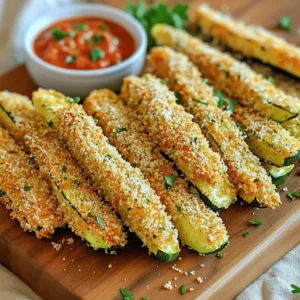 - 2 medium zucchinis - 1 cup panko breadcrumbs - 1/2 cup freshly grated Parmesan cheese - 1 teaspoon garlic powder - 1 teaspoon Italian seasoning - Salt and black pepper, to taste - 2 large eggs - Olive oil spray Gather these ingredients before you start cooking. The zucchinis are the star of the show. Their fresh taste brings joy to each bite. Panko breadcrumbs add that perfect crunch. The Parmesan cheese gives a rich flavor. Garlic powder and Italian seasoning enhance the taste even more. You’ll need eggs to bind the coating. They help the panko stick well to the zucchini. A light spray of olive oil helps crisp the fries as they cook. With these simple ingredients, you can create a tasty snack that everyone will love. For the full recipe, check the details above and get ready for some fun in the kitchen! 1. First, preheat your air fryer to 400°F (200°C) for about 5 minutes. This helps get that nice crunch. 2. Take your two medium zucchinis and cut them into fry shapes. Aim for even sizes to cook well. 1. In a shallow bowl, mix together the panko breadcrumbs, Parmesan cheese, garlic powder, Italian seasoning, salt, and black pepper. This gives the fries a great taste. 2. In another bowl, beat the two large eggs until frothy. 3. Dip each zucchini fry into the egg mixture, letting the extra egg drip off. 4. Next, roll the fry in the breadcrumb mix, pressing it gently to coat evenly. This step is key for that crispy texture. 1. Place the coated zucchini fries in the air fryer basket. Make sure not to overcrowd them. This helps them cook evenly. 2. Lightly spray the tops with olive oil. This adds to the crunchiness as they cook. 3. Air fry the zucchini for 10-12 minutes. Flip them halfway through for even cooking. Look for a golden brown color. 4. Once done, let the fries cool for a couple of minutes before serving. This helps keep them crispy. For a full recipe, check out Crispy Air Fryer Zucchini Fries 🥒. Preheating the air fryer is key. It helps the zucchini fry evenly and become crispy. I recommend setting it to 400°F (200°C) for about 5 minutes. This step makes a big difference in texture. Using olive oil spray also aids in crispness. A light mist over the zucchini fries creates a golden, crunchy coating while cooking. This is a simple trick to elevate your dish. If you have many zucchini fries, cook them in batches. Overcrowding the basket can lead to soggy fries. Give each fry space to cook well. Flipping the fries halfway through cooking is important. This ensures they cook evenly on both sides. You want every bite to be just as crispy as the last. Pair your crispy zucchini fries with marinara sauce or ranch dip. These dips add flavor and make your snack even more fun. For added flair, garnish with fresh parsley. A sprinkle of herbs makes your dish pop on the plate. Enjoy your creation and the compliments that follow! {{image_4}} You can give your zucchini fries a kick by adding cayenne pepper. Just sprinkle a bit into your breadcrumb mix. Adjust the amount based on your heat preference. If you want a cheesy twist, substitute Parmesan with another cheese like cheddar or mozzarella. Each cheese offers a unique flavor and texture. For those who need gluten-free options, use gluten-free breadcrumbs. They work just as well and keep the crunch. You can also mix in fresh herbs or spices. Try oregano, paprika, or even dill. This adds depth and makes your fries stand out. Serve your zucchini fries with different dips. Marinara sauce or ranch dip are great choices. You can also try a spicy aioli for a zesty flavor. If you want a fun twist, make zucchini bites instead of fries. Simply cut your zucchini into thicker pieces and follow the same steps. It’s a fun way to enjoy this healthy snack. For the full recipe, check the original instructions above. To keep your leftover zucchini fries fresh, place them in an airtight container. This method prevents moisture from making them soggy. You can store them in the fridge for up to three days. Always check for any signs of spoilage before eating. To enjoy crispy zucchini fries again, reheating is key. The best method is using your air fryer. Set it to 350°F (175°C) and cook for about 5 minutes. This restores their crunch and flavor. If you don't have an air fryer, you can use the oven. Just place them on a baking sheet and heat at 350°F (175°C) for 10 minutes. You can freeze zucchini fries for later. If you freeze them before cooking, arrange them in a single layer on a baking sheet and freeze until firm. Then, transfer them to a freezer bag. This way, they stay fresh for up to three months. To freeze after cooking, let them cool first. Then, store in a freezer-safe container. For thawing, leave them in the fridge overnight. Reheat in the air fryer as mentioned before for the best results. You can find the Full Recipe for crispy air fryer zucchini fries to make this easy. To make your air fryer zucchini fries crispy, start by preheating the air fryer. Set it to 400°F (200°C) and let it heat for about 5 minutes. Preheating helps achieve that golden crunch. Use a light spray of olive oil on the fries before cooking. This oil helps to create a nice crispy texture. - Preheat air fryer to 400°F (200°C). - Spray zucchini fries lightly with olive oil. - Avoid overcrowding the basket to ensure even cooking. Yes! You can use many vegetables in an air fryer. Try eggplant, sweet potatoes, or bell peppers. Each vegetable may require slight changes in cooking time. For example, sweet potatoes may need a few extra minutes. Cut them into similar sizes to ensure even cooking. - Eggplant: Slice into fries, cook for 12-15 minutes. - Sweet potatoes: Cut into sticks, air fry for 15-18 minutes. - Bell peppers: Cut into strips, cook for 8-10 minutes. For the best results, air fry zucchini fries for 10-12 minutes. Flip them halfway through the cooking time. This helps them cook evenly. Keep an eye on them in the last few minutes. They should be golden brown and crispy. - Recommended cooking time: 10-12 minutes. - Flip halfway for even cooking. - Check for a golden brown color. Air fryer zucchini fries are easy and fun to make. You only need simple ingredients, like zucchini, breadcrumbs, and cheese. Start by prepping and coating the zucchini. Then, air fry them for a crispy texture. Remember to follow tips for best results, like preheating and flipping the fries. You can also try different flavors and serving ideas. Enjoy your crunchy, healthy snack!