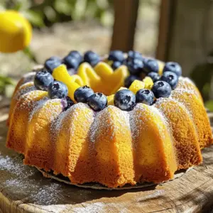 - 1 cup unsalted butter, softened to room temperature - 2 cups granulated sugar - 4 large eggs, at room temperature - 3 cups all-purpose flour, sifted - 1 tablespoon baking powder - 1/2 teaspoon salt - 1 cup buttermilk, at room temperature - Zest from 2 medium lemons - 1/4 cup freshly squeezed lemon juice - 2 cups fresh blueberries (or frozen blueberries, thawed and drained) - 1 teaspoon pure vanilla extract - Powdered sugar for dusting - 9x5-inch loaf pan - Electric mixer - Mixing bowls - Whisk - Spatula - Toothpick - Wire rack - Parchment paper (optional) Gather these ingredients and tools before you start. It makes the baking process smoother and more fun! Each ingredient plays a role in making the pound cake moist, flavorful, and beautiful. The butter and sugar create a light base, while the blueberries add a burst of flavor. The lemon zest and juice give it a fresh twist. Enjoy the process, and happy baking! First, preheat your oven to 350°F (175°C). Grease a 9x5-inch loaf pan well. You can also line it with parchment paper. This makes it easy to remove the cake later. In a big bowl, use an electric mixer to cream 1 cup of softened butter with 2 cups of granulated sugar. Mix on medium speed for about 3-4 minutes. You want it light and fluffy. This step adds air, giving your cake a nice texture. Add 4 large eggs to the butter and sugar mix. Add them one at a time. Mix well after each egg. Scrape down the bowl’s sides to mix fully. In another bowl, whisk together 3 cups of sifted all-purpose flour, 1 tablespoon of baking powder, and 1/2 teaspoon of salt. This ensures everything is evenly mixed and ready for the next step. Now, gradually add the dry mix to the wet mix. Alternate with 1 cup of buttermilk. Start with some flour, mix, then add buttermilk. Repeat until both mixtures are blended. Mix just enough to avoid overworking the batter. Gently fold in the zest from 2 medium lemons, 1/4 cup of freshly squeezed lemon juice, 2 cups of blueberries, and 1 teaspoon of vanilla extract. Be careful with the blueberries; you want them whole for bursts of flavor. Pour the batter into your prepared loaf pan. Smooth the top with a spatula. Place the pan in the oven and bake for 60-70 minutes. It’s done when a toothpick inserted in the middle comes out clean. If the top browns too fast, cover it with foil for the last 20 minutes. When baked, take the cake out of the oven. Let it cool in the pan for about 10 minutes. Then, move it to a wire rack to cool completely. This helps keep the cake from getting soggy. To get that soft and smooth texture, cream your butter and sugar well. Mix them for about 3-4 minutes. This adds air, making the cake fluffy. Make sure your butter is at room temperature. Cold butter will not mix well. Adding eggs one at a time helps too. This keeps the batter light and airy. To avoid a soggy cake, ensure your blueberries are dry. If using frozen blueberries, thaw and drain them first. This keeps excess moisture out. Also, do not overmix the batter. Mixing too much can make the cake dense, which can lead to sogginess. Lastly, let the cake cool completely on a wire rack. This allows air to circulate and keeps it from getting wet. Baking time can vary by oven. Start with 60 minutes, but check for doneness at 50 minutes. Insert a toothpick into the center; it should come out clean. If the top browns too fast, cover it with foil. This helps cook the inside without burning the top. Adjusting the time can help you find the perfect bake for your oven. {{image_4}} You can make this cake even more special by adding nuts or other fruits. Walnuts or pecans work well. Chop them into small pieces to mix in with the blueberries. If you want a fruity twist, try adding raspberries or strawberries. These fruits add extra color and taste to the cake. Just remember to adjust the amount of sugar if you add very sweet fruits. If you want to make a gluten-free version, you can swap the all-purpose flour. Use a gluten-free flour blend instead. Look for one that has xanthan gum, which helps with texture. The cake will still be moist and tasty. Just be sure to check each ingredient for gluten. If you prefer a different shape, consider making a lemon blueberry bundt cake. Use the same recipe but pour the batter into a bundt pan. The baking time may change slightly, so check for doneness with a toothpick. A bundt cake looks beautiful when served. You can also add a glaze made of lemon juice and powdered sugar for extra sweetness. Store your lemon blueberry pound cake in an airtight container. This keeps it fresh and moist. You can also wrap it tightly in plastic wrap. Place it at room temperature for up to three days. If you want it to last longer, put it in the fridge. It will stay good for about a week. To freeze the cake, first let it cool completely. Then, wrap it tightly in plastic wrap. After that, put it in a freezer bag. It will keep well for up to three months. When you're ready to enjoy it again, thaw it overnight in the fridge. To reheat your pound cake, preheat your oven to 350°F (175°C). Slice the cake as needed. Place the slices on a baking sheet. Warm them for about 10 minutes. You can also use a microwave. Heat each slice for about 15-20 seconds. Enjoy your cake warm for a delightful treat! Yes, you can use frozen blueberries in this recipe. Make sure to thaw and drain them first. This helps reduce extra moisture in the cake. Using frozen blueberries works well and can save you time! To make your cake more lemony, add more lemon juice or zest. You can use the zest of one extra lemon. Also, consider adding lemon extract for a stronger flavor. This will boost the bright, fresh taste of your cake. If your cake sinks in the middle, it may be due to too much moisture or underbaking. Make sure to measure your ingredients correctly. Also, check that your oven is at the right temperature. Bake longer if needed, but watch for browning. Lemon blueberry pound cake lasts about 3 to 5 days at room temperature. Store it in an airtight container. If you want it to last longer, refrigerate it. You can also freeze the cake for up to three months. Just wrap it well! You now have all the tools to bake a delicious lemon blueberry cake. We covered the main and optional ingredients, plus the tools you'll need. I shared step-by-step instructions, tips for the perfect texture, and fun variations. Don’t forget the best storage options to keep your cake fresh. Enjoy experimenting with flavors and impressing your friends. With these tips, you will create a cake that is sure to please everyone. Happy baking!