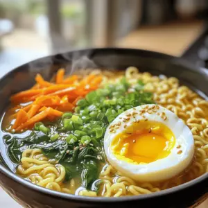 - 2 packs instant ramen noodles - 4 cups vegetable broth - 4 cloves garlic, finely minced - 1 tablespoon fresh ginger, grated - 2 tablespoons soy sauce - 2 teaspoons chili paste (adjust for desired spiciness) - 1 tablespoon sesame oil - 1 cup fresh spinach or bok choy - 1 carrot, peeled and julienned - 2 green onions, sliced - 1 soft-boiled egg (optional, for added richness) - Sesame seeds, for garnish Gather these simple ingredients before you start cooking. Instant ramen noodles provide a quick base. The vegetable broth brings depth and warmth. Garlic and ginger add a punch of flavor that you will love. Soy sauce and chili paste create a savory and spicy balance. Fresh vegetables not only add color but also nutrients. You can add a soft-boiled egg for creaminess and richness. Lastly, sesame seeds give a nice crunch on top. This dish is quick, easy, and full of flavor. You can find all these items at your local grocery store. Enjoy cooking! First, heat 1 tablespoon of sesame oil in a large pot over medium heat. When the oil is hot, add 4 cloves of minced garlic and 1 tablespoon of grated ginger. Sauté them for about 1 to 2 minutes. You want them to smell great but not brown. Next, pour in 4 cups of vegetable broth, stirring well. Raise the heat until the broth simmers gently. Once it simmers, add 2 tablespoons of soy sauce and 2 teaspoons of chili paste. Adjust the chili paste based on how spicy you like it. Now, open the two packs of instant ramen noodles. Add them to the bubbling broth. Cook for about 3 to 4 minutes, following the package directions. Make sure the noodles become tender but still firm. In the last minute of cooking, add 1 cup of fresh spinach or bok choy and 1 peeled, julienned carrot. Stir gently so the greens wilt and look bright. Finally, ladle the ramen mixture into two bowls. Make sure each bowl has a good mix of noodles and veggies. If you like, slice a soft-boiled egg in half and place it on top for extra creaminess. Finish by sprinkling chopped green onions and sesame seeds on top for a nice crunch and pretty look. To customize the chili paste, start with less than two teaspoons. You can add more as you taste. If you want a mild dish, try using just soy sauce and ginger. Instead of chili paste, consider using a splash of sweet chili sauce for a hint of heat without the burn. For a soft-boiled egg, bring water to a boil. Gently lower the egg in using a spoon. Boil for six to seven minutes, then cool it in ice water. This method gives you a creamy yolk. Keep an eye on the time for the best result. To elevate the taste, add mushrooms or bok choy to your ramen. You can also stir in a spoonful of miso paste for depth. Homemade broth will give you richer flavor than store-bought. Simmer vegetable scraps for a simple broth that tastes great. {{image_4}} You can make TikTok Spicy Garlic Ramen even better by adding protein. Here are a few great options: - Tofu: Use firm tofu for a plant-based choice. Just cube and pan-fry it until golden. - Chicken: Add cooked chicken for a heartier meal. Shred or dice it before mixing in. - Shrimp: Cook shrimp right in the broth for a quick, tasty addition. They only take a few minutes! Each protein changes the dish's flavor and texture, so pick what you love! Feel free to swap out the veggies based on what you have. Here are some ideas: - Mushrooms: They add a nice umami flavor. Slice and sauté them with garlic. - Bell Peppers: These add sweetness and color. Slice them thin for quick cooking. - Zucchini: Spiralize or julienne for a fun twist. They cook fast and add crunch. You can also change up the veggies with the seasons. Fresh peas in spring or squash in the fall can keep things interesting! If you need gluten-free ramen, you can still enjoy this dish. Here’s how: - Gluten-Free Noodles: Many brands offer rice noodles or gluten-free ramen. Check your local store! - Adjusting Broth: Make sure your broth is gluten-free. Use tamari instead of soy sauce for a safe swap. These options ensure everyone can enjoy a bowl of this flavorful ramen! To store leftovers, let the ramen cool first. Place it in an airtight container. This keeps it fresh and safe. You can store it in the fridge for up to three days. When you want to eat it, just reheat on the stove. To maintain flavor and texture, add a splash of broth or water when reheating. This keeps the noodles from drying out. Stir well to mix everything evenly. You can freeze this ramen, but it works best without the noodles. First, cool the broth and veggies completely. Pour them into a freezer-safe bag or container. Remove as much air as possible before sealing. When you want to eat it, thaw the broth overnight in the fridge. For reheating, heat it in a pot over medium heat. Cook fresh noodles separately and add them in. This keeps the noodles from getting mushy. The maximum storage time for this ramen in the fridge is three days. If you freeze it, you can keep it for up to three months. Make sure to label the bag or container with the date. This way, you know when to use it. TikTok Spicy Garlic Ramen is a trendy, easy dish that went viral online. It features instant ramen noodles, fresh garlic, and a spicy broth. Many home cooks share their unique twists on this recipe. The combination of flavors makes it a favorite for quick meals. Yes! You can easily make this recipe vegetarian. Simply use vegetable broth instead of chicken broth. For protein, add tofu or tempeh. You can also swap out the soft-boiled egg for additional veggies, like mushrooms or bell peppers. To enhance the broth flavor, use homemade vegetable broth if possible. You can also add a tablespoon of miso paste for depth. For more umami, try adding a splash of cooking wine or a bit of dried mushrooms. These small changes make a big difference. You can serve this ramen with a side of spring rolls or dumplings. A simple salad with sesame dressing also pairs well. If you want something crunchy, try crispy wontons or tempura vegetables. These sides add variety to your meal. Yes, you can use different noodles! Udon or soba noodles work well. Rice noodles are a good gluten-free option. Just make sure to adjust the cooking time based on the type of noodles you choose. Enjoy experimenting with different textures. This blog post covered how to make a tasty ramen dish. We explored the key ingredients, from instant noodles to fresh vegetables. I shared step-by-step instructions for cooking and plating. We looked at tips for adjusting spice levels and achieving the perfect soft-boiled egg. You can enhance your ramen with different proteins and seasonal veggies. Get creative and make this recipe your own. Ramen is fun and flexible, making it easy to suit your tastes. Enjoy your cooking!