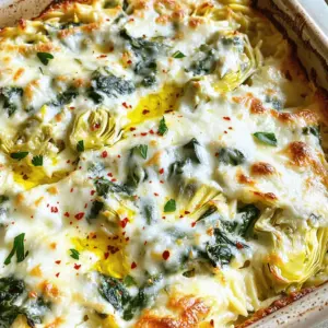 - 1 cup orzo pasta - 2 cups fresh spinach, finely chopped - 1 cup canned artichoke hearts, thoroughly drained and roughly chopped - 1 cup ricotta cheese - 1 cup shredded mozzarella cheese, divided - 1/2 cup grated parmesan cheese - 1/2 cup softened cream cheese - 1/4 cup sour cream - 2 cloves garlic, finely minced - 1 teaspoon onion powder - 1 teaspoon garlic powder - Salt and freshly ground black pepper to taste - 1 tablespoon olive oil - 1/4 teaspoon red pepper flakes (optional, for a bit of heat) - Fresh parsley, chopped, for garnish In this recipe, orzo pasta is the base. It cooks up soft and fluffy. Next, we add fresh spinach and artichoke hearts to give it a healthy twist. Ricotta cheese adds creaminess, while mozzarella gives it that melty goodness we all love. The blend of parmesan and cream cheese rounds out the flavors. Garlic, onion powder, and garlic powder bring in extra taste. Don't forget salt and pepper to make it pop! I like to use olive oil for a touch of richness. The red pepper flakes are optional if you want a little heat. Finally, fresh parsley adds a nice touch of color and freshness on top. Gather these ingredients, and you're ready to make something tasty! 1. Preheat your oven to 375°F (190°C). Grease a medium-sized baking dish. 2. Boil salted water in a medium saucepan. Add orzo pasta and cook for 8-10 minutes. Drain and set aside. 3. In a large mixing bowl, combine the cooked orzo, finely chopped spinach, chopped artichoke hearts, ricotta cheese, 3/4 cup mozzarella cheese, and softened cream cheese. 1. Transfer the creamy mixture into the baking dish. Spread it evenly with a spatula. 2. Top with the remaining 1/4 cup mozzarella cheese and an even layer of grated parmesan cheese. 1. Bake in the preheated oven for 25-30 minutes. Look for bubbly and golden brown cheese. 2. Remove from the oven and let it cool for a few minutes before serving. This dish is comforting and packed with flavors. Enjoy each bite! To keep your orzo from sticking, follow these steps: - Use plenty of water for boiling. - Stir the orzo often while cooking. - Rinse it with cold water after draining. When choosing artichokes, fresh ones have a bright green color and tight leaves. They should feel heavy for their size. Canned artichokes are convenient, but make sure they are well-drained. Look for those packed in water or brine for the best taste. Boost the flavor of your dish with these spices: - Add a pinch of paprika for warmth. - Try some fresh thyme or basil for a herby touch. For extra creaminess, mix in some cream cheese or a splash of heavy cream. You can also add sun-dried tomatoes or olives for added texture and flavor. For serving, consider these ideas: - Serve the orzo bake straight from the dish for a cozy feel. - For a fancier look, scoop portions into bowls and top with more cheese and parsley. To make your dish pop, sprinkle fresh parsley on top. You can also add a drizzle of olive oil for shine and flavor. This little touch will make your dish stand out on the table! {{image_4}} You can make this dish fit your needs. For gluten-free options, swap orzo with gluten-free pasta. Many brands offer good alternatives that taste great. If you're looking for vegan substitutes, try using cashew cream in place of cream cheese. Nutritional yeast can replace cheese for a cheesy flavor without dairy. You can also use coconut yogurt instead of sour cream for creaminess. Want to add protein? You can mix in cooked chicken, turkey, or shrimp for a heartier meal. These proteins pair well with the creamy sauce and add great texture. You can also add other vegetables. Try bell peppers, mushrooms, or zucchini to boost nutrition and flavor. These veggies make the dish colorful and fun. This orzo bake is perfect for many occasions! Serve it on game day for a crowd-pleasing treat. It’s also great for potlucks and family dinners, making everyone feel at home. For holiday gatherings, add festive touches. You might sprinkle fresh herbs like thyme or rosemary on top for a seasonal flair. Consider using a mix of cheeses to make it even more special. To keep your Cheesy Spinach Artichoke Orzo Bake fresh, store it in airtight containers. Use glass or plastic containers that seal tightly. This helps prevent air and moisture from ruining the dish. You can store it in the fridge for up to four days. Always let it cool before sealing to avoid condensation inside the container. When it’s time to enjoy leftovers, you want to keep that creamy texture. The best way to reheat is in the oven. Preheat your oven to 350°F (175°C). Place the orzo bake in an oven-safe dish, covering it with foil. Heat for about 15-20 minutes. This prevents the top from burning while warming through. If you use a microwave, heat in short bursts. Stir between intervals to avoid hot spots. For longer storage, you can freeze the orzo bake. Cut it into individual portions before freezing. Wrap each portion tightly in plastic wrap and then in aluminum foil. This helps keep the dish safe from freezer burn. It can last for up to three months in the freezer. When you’re ready to eat, thaw it in the fridge overnight. To reheat, follow the same oven method as before. This keeps the flavors intact and the texture creamy. How do I make Cheesy Spinach Artichoke Orzo Bake gluten-free? To make this dish gluten-free, use gluten-free orzo pasta. Check the label to ensure it is safe. You can find gluten-free options in most grocery stores. Can I prepare this dish in advance? Yes, you can prepare this orzo bake ahead of time. Assemble it, cover tightly, and store in the fridge. Bake it when you are ready to serve. What can I substitute for ricotta cheese in this recipe? You can use cottage cheese or Greek yogurt instead of ricotta. Both options will keep the dish creamy and delicious. How do I know when the orzo bake is done? The orzo bake is done when the cheese is bubbly and golden brown. You can check by inserting a knife; it should come out hot. Can I double the recipe without adjusting the cooking time? Yes, you can double the recipe. However, check for doneness a few minutes earlier. The baking time may vary slightly with a larger dish. What can I use instead of sour cream? You can use plain yogurt or cream cheese in place of sour cream. Both add creaminess to the dish. Are there alternatives to using fresh spinach? Yes, you can use frozen spinach. Just thaw it and drain excess water before adding it to the mix. This keeps the dish flavorful and easy. This blog explored the tasty Cheesy Spinach Artichoke Orzo Bake. We covered all the key ingredients and provided easy step-by-step instructions. You can also find tips for perfecting your dish and fun variations to suit different occasions. Remember, you can even adjust the recipe for dietary needs. Now, gather your ingredients and enjoy creating this delightful dish. It’s perfect for any meal or gathering!