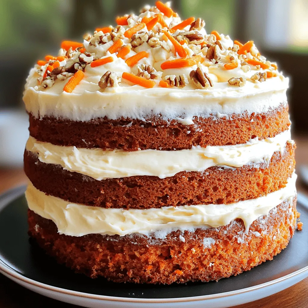 For the perfect Gordon Ramsay carrot cake, you need simple ingredients. Here’s what you’ll need to gather: - 2 cups all-purpose flour - 2 cups granulated sugar - 1 cup vegetable oil - 4 large eggs - 2 cups finely grated carrots - 1 cup crushed pineapple, drained - 1 teaspoon vanilla extract - 1 teaspoon baking powder - 1 teaspoon baking soda - 1 teaspoon ground cinnamon - ½ teaspoon ground nutmeg - ½ teaspoon salt - 1 cup chopped walnuts or pecans (optional) These ingredients work together to create a cake that is both fluffy and flavorful. The grated carrots give moisture and sweetness. The crushed pineapple adds a nice touch of tartness. You can skip the nuts if you prefer a smooth texture. For the full recipe, check the details above. - Preheat your oven to 350°F (175°C). - Lightly grease two 9-inch round cake pans with cooking spray or butter. - Line the bottoms with parchment paper to help with easy removal. - In a large mixing bowl, combine the all-purpose flour, granulated sugar, baking powder, baking soda, ground cinnamon, ground nutmeg, and salt. - Whisk these dry ingredients well until they blend and are free of lumps. - In another bowl, whisk together the vegetable oil and eggs until smooth. - Add the vanilla extract, finely grated carrots, and drained crushed pineapple. Stir until mixed well. - Gradually add the wet mixture to the dry ingredients. - Use a gentle folding motion to combine them. Avoid overmixing to keep the cake fluffy. - If you want, fold in the chopped walnuts or pecans for added crunch. - Evenly distribute the batter between the prepared pans. - Use a spatula to smooth the tops for even baking. - Place the cake pans in the preheated oven. - Bake for 30-35 minutes. Check doneness by inserting a toothpick into the center. It should come out clean. - Let the cakes cool for about 10 minutes in their pans. - Gently remove them and transfer to a wire rack to cool completely. - Once the cakes are cool, generously apply cream cheese frosting between the layers and on the top and sides. - For a fun touch, garnish with additional chopped nuts or whimsical carrot decorations. This method ensures a delightful, fluffy carrot cake that’s perfect for any occasion. For more details, you can check out the Full Recipe. - Set your oven to 350°F (175°C) for the right heat. - Bake the cake for 30-35 minutes for a fluffy texture. - Insert a toothpick in the center to check if it’s done. If it comes out clean, it’s ready. - Mixing is key. Be gentle when combining wet and dry ingredients. Overmixing can make your cake tough. - Use a smooth cream cheese frosting for a rich flavor. - Spread a generous layer between the cake layers and over the top. - Warm your spatula slightly for a smooth application. This helps it glide over the frosting nicely. - Measure ingredients carefully. Too much or too little can ruin the cake. - Keep an eye on baking time. Overbaking can dry the cake out, while underbaking leaves it gooey. - Make sure to drain the crushed pineapple well. Excess moisture can change the cake's texture. {{image_4}} You can change the taste of the cake easily. Adding spices like ginger or nutmeg gives a warm flavor. A splash of orange juice or lemon zest brightens the cake. This adds a fresh twist. If you want more crunch, try different nuts. Pecans, almonds, or even hazelnuts work well. You can also add raisins or coconut for extra texture. If you need a gluten-free option, use almond flour or a gluten-free blend. Make sure to check the flour’s label for safety. For a vegan version, swap the eggs with flax eggs. You can mix one tablespoon of flaxseed meal with three tablespoons of water. Let it sit for five minutes until it thickens. Use plant-based oil instead of vegetable oil. You don’t have to stick to a big cake. Mini carrot cakes or cupcakes are fun for parties. They bake faster and are easy to serve. You may also try a layered cake. Stack the layers high with frosting in between. Alternatively, a sheet cake is simple to make and serve. Just bake it in one pan and slice it into squares. To keep your carrot cake fresh, store it at room temperature for a short time. Wrap it in plastic wrap or place it in an airtight container. This helps maintain its moisture. Avoid placing it in direct sunlight or heat. If you want to keep it longer, use the refrigerator. In the fridge, the cake stays fresh for about a week. Make sure to cover it well to prevent it from drying out. The cool air helps it last longer and keeps flavors intact. Freezing carrot cake is easy and keeps it tasting great. First, let the cake cool completely. Wrap it tightly in plastic wrap. Then, place it in a freezer bag or a container. This helps prevent freezer burn. You can freeze it for up to three months. When you are ready to enjoy it, take it out and let it thaw in the fridge overnight. This keeps it moist. Once thawed, you can frost it or serve it as is. In the refrigerator, carrot cake can last about a week. Check it for any signs of spoilage. If you see mold or an off smell, it’s best to throw it away. If the cake feels dry or crumbly, it may have gone bad. Always check its freshness before serving. Enjoy your delicious carrot cake while it’s at its best! For the full recipe, see the previous section. Gordon Ramsay’s carrot cake stands out due to its perfect balance of flavors. The mix of finely grated carrots and crushed pineapple creates a moist texture. The addition of spices like cinnamon and nutmeg gives it a warm, comforting taste. Ramsay also uses a careful mixing method to avoid overmixing, ensuring a fluffy cake. This attention to detail makes it a crowd favorite! Yes, you can prepare this carrot cake ahead of time. Bake the cake layers and let them cool completely. Wrap them tightly in plastic wrap and store them in the fridge. You can also make the cream cheese frosting in advance. Just store it in a container in the fridge. Frost the cake the day you plan to serve it for the best taste and look. Carrot cake pairs well with various drinks. A nice cup of coffee or tea complements it perfectly. You can also serve it with a scoop of vanilla ice cream for a tasty treat. If you want something lighter, fresh fruit or a fruit salad can also work well alongside the cake. To keep your carrot cake moist, use fresh grated carrots and crushed pineapple. The oil in the recipe helps add moisture too. Avoid overbaking by checking the cake with a toothpick. If it comes out clean, the cake is done. Letting the cake cool properly also helps retain its moisture. While pineapple adds sweetness and moisture, you can skip it if needed. You could use applesauce or even mashed banana as alternatives. These options will change the flavor slightly but still keep the cake moist. Adjust your sugar if needed, as these fruits are sweeter than pineapple. We covered how to make a delicious carrot cake from scratch. You learned the key ingredients, step-by-step instructions, and helpful tips. Remember to check for doneness and store it properly. You can also try variations to fit your taste or dietary needs. Baking this cake is not just about the flavors; it’s about the joy of sharing. With these insights, you are ready to create a perfect carrot cake that everyone will love. Happy baking!