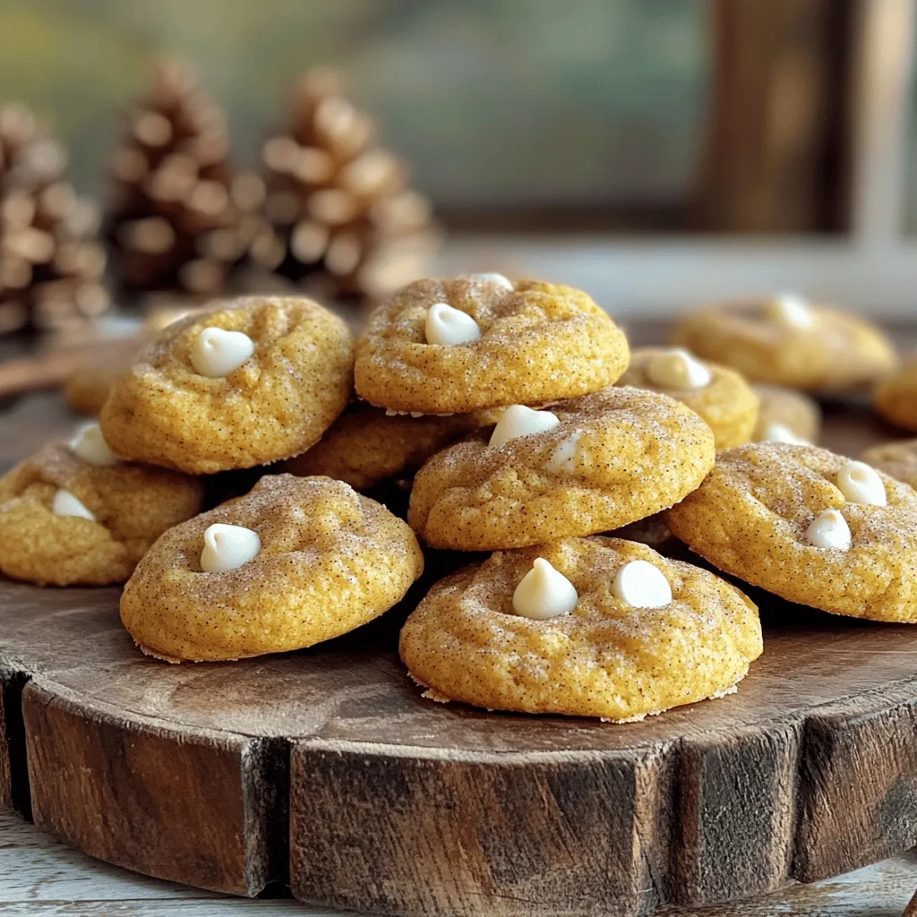 - 1 cup unsalted butter, softened to room temperature - 1 cup granulated sugar - 1/2 cup packed light brown sugar - 2 large eggs - 1 cup pure pumpkin puree (ensure it’s not pumpkin pie filling) - 3 1/2 cups all-purpose flour - 2 teaspoons cream of tartar - 1 teaspoon baking soda - 1/2 teaspoon salt - 1 tablespoon ground cinnamon - 1 teaspoon ground nutmeg - 1 teaspoon pure vanilla extract - 1 cup white chocolate chips - 1/4 cup granulated sugar (for rolling the cookies) - 1 tablespoon ground cinnamon (for rolling the cookies) For the best results, use unsalted butter. It gives you more control over the salt level. I recommend using pure pumpkin puree, not pumpkin pie filling. This ensures your cookies stay true to flavor. If you need a substitute for white chocolate chips, try dark chocolate or butterscotch chips. Both will add unique tastes. The ingredients come together to create a cookie that is soft yet chewy, with warm spices. The white chocolate adds sweetness and creaminess, balancing the pumpkin's earthiness. Each bite is a delightful mix of flavors that captures the essence of fall. You can find the full recipe above to explore the magic of these White Chocolate Pumpkin Snickerdoodles! 1. Preheat the Oven: Set your oven to 350°F (175°C). Line two baking sheets with parchment paper to stop cookies from sticking. 2. Cream the Butter and Sugars: In a large bowl, mix the softened butter, granulated sugar, and brown sugar. Use an electric mixer on medium speed for about 3-4 minutes. The mix should be light and fluffy. 3. Incorporate Eggs and Pumpkin: Add the eggs one at a time. Then, mix in the pumpkin puree and vanilla extract. Keep mixing until everything is smooth and well combined. 1. Mix the Dry Ingredients: In a medium bowl, whisk together the flour, cream of tartar, baking soda, salt, cinnamon, and nutmeg until well mixed. 2. Combine Wet and Dry Mixtures: Gradually add the dry mix to the wet mix. Stir gently until just combined. Be careful not to overmix, or the cookies may turn tough. Fold in the white chocolate chips. 3. Prepare Cinnamon Sugar: In a small bowl, combine 1/4 cup granulated sugar and 1 tablespoon ground cinnamon. Mix until well blended. 4. Shape the Cookies: Scoop out dough with a tablespoon or cookie scoop. Roll each piece into a ball, then coat it in the cinnamon sugar mixture. Ensure each ball is fully covered. 5. Bake: Place the dough balls on the prepared baking sheets, leaving about 2 inches between them. Bake for 10-12 minutes. Look for lightly golden edges as a sign they are ready. 1. Cool the Cookies: Once baked, take the cookies out of the oven. Let them cool on the baking sheets for 5 minutes. Then, transfer them to a wire rack to cool completely. 2. Presentation Tips: Serve the warm cookies on a nice platter. For a finishing touch, dust with extra ground cinnamon. These snickerdoodles go great with a cold glass of milk, making them a perfect treat! For the full recipe, check out the section above! - Storage: Keep cookies in an airtight container at room temperature. This keeps them soft. If you want them to last longer, use the fridge. They can stay fresh for up to a week. - Texture: For soft cookies, bake them until the edges are just golden. For chewy cookies, slightly underbake them. This helps keep the center moist. - Flavor Boost: Enhance the flavor by adding more spices like ginger or allspice. You can also use flavored extracts, such as almond or maple, for a twist. - Overmixing: Mixing too much can make the cookies tough. Mix until just combined for a tender texture. - Measuring: Always measure ingredients carefully. Use a kitchen scale for accuracy. This ensures the right balance of flavors and textures. - Baking Sheet Spacing: Place dough balls about 2 inches apart on the baking sheet. This allows enough space for them to spread without sticking together. These tips will help you create the best White Chocolate Pumpkin Snickerdoodles! Enjoy the process and the delicious results. For more details, check out the Full Recipe. {{image_4}} You can change the flavor of these cookies easily. Try using dark or milk chocolate instead of white chocolate. Dark chocolate adds a rich taste. Milk chocolate makes the cookies sweeter. You can also swap spices to create new flavors. Instead of cinnamon, try adding cardamom or allspice for a warm twist. For special occasions, add gingerbread spices like ginger and cloves. This will give your cookies a festive kick. If you need gluten-free cookies, use a gluten-free flour blend. This keeps the texture light and fluffy. For vegan options, swap the butter with coconut oil and use flax eggs. Just mix one tablespoon of ground flaxseed with three tablespoons of water for each egg. You can also reduce the sugar by using natural sweeteners like honey or maple syrup. Just note that this can change the texture slightly. These options let everyone enjoy white chocolate pumpkin snickerdoodles. Don't forget to check the [Full Recipe] for all the details! To keep your White Chocolate Pumpkin Snickerdoodles fresh, store them at room temperature. Place the cookies in a sealed container. This helps keep them soft and tasty. If you want to chill them, you can put them in the fridge. Use an airtight container to stop them from drying out. For longer storage, freeze the cookie dough. Roll dough balls, place them on a tray, and freeze until firm. Then, transfer them to a zip-top bag. This way, you can bake fresh cookies anytime! At room temperature, your cookies stay fresh for about one week. In the fridge, they last around two weeks. If you freeze the dough, it can last for three months. Check for signs of staleness. If the cookies feel hard or crumbly, they are no longer fresh. A change in color or smell can also mean they have spoiled. Enjoying these treats right away is best, but knowing how to store them helps you savor each bite longer. Can I use canned pumpkin instead of fresh? Yes, you can use canned pumpkin. Just make sure it's pure pumpkin puree. Avoid pumpkin pie filling. Canned pumpkin is easy and saves time. It gives your cookies great flavor and moisture. How can I make these cookies without white chocolate? You can skip the white chocolate entirely. Use dark chocolate chips or milk chocolate chips instead. You can also add nuts, like pecans or walnuts, for a nice crunch. The cookies will still be tasty without the white chocolate. What's the best way to soften butter quickly? To soften butter fast, cut it into small cubes. Place the cubes in a bowl and let them sit at room temperature for about 10 minutes. You can also microwave it for 10 seconds. Be careful not to melt it! What to do if cookies don’t flatten while baking? If your cookies don’t flatten, check if you chilled the dough too long. The dough should be soft but not overly cold. You can gently press them down with your palm before baking. They should spread nicely in the oven. How to fix dry cookie dough? If the dough is too dry, add a little milk or water. Start with one tablespoon and mix well. If it's still dry, add more liquid slowly. Be cautious not to make it too wet. Can I make mini snickerdoodles with this recipe? Yes, you can make mini snickerdoodles! Just scoop smaller amounts of dough. Bake them for about 8-10 minutes. Keep an eye on them to avoid overbaking. They will be cute and perfect for snacking! Overview of calories per cookie Each cookie has about 120 calories. This can vary based on the size and ingredients you use. Breakdown of fats, carbohydrates, and proteins - Fats: 5 grams - Carbohydrates: 18 grams - Proteins: 1.5 grams Allergen information related to the ingredients These cookies contain common allergens like wheat and dairy. They also have eggs. If you have allergies, you can try substitutions. Use gluten-free flour or dairy-free chocolate chips. This blog post covered everything you need for perfect cookies. I shared ingredient lists, step-by-step instructions, and tips to avoid mistakes. You learned about fun variations and how to store cookies for freshness. Keep these tips in mind as you bake. Enjoy the process and share your treats with others. Happy baking!