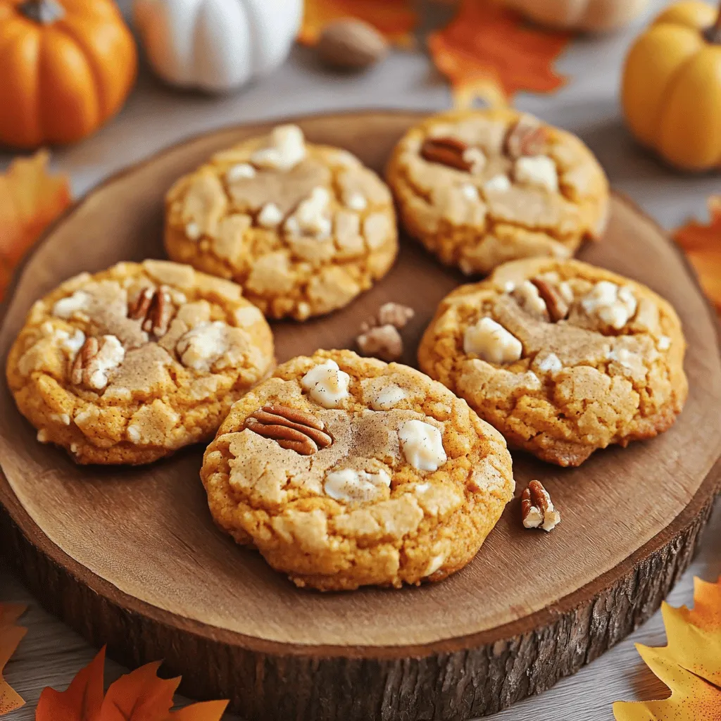 To make the best Crumbl pumpkin pie cookies, gather these key ingredients: - 1 cup unsalted butter, softened to room temperature - 1 cup packed brown sugar - 1/2 cup granulated sugar - 1 large egg, at room temperature - 1 teaspoon pure vanilla extract - 1 cup pure pumpkin puree (ensure it's not pumpkin pie filling) - 2 1/2 cups all-purpose flour - 1 teaspoon baking soda - 1 teaspoon baking powder - 2 teaspoons ground cinnamon - 1 teaspoon ground nutmeg - 1/2 teaspoon ground ginger - 1/4 teaspoon fine salt - 1 cup white chocolate chips - 1/2 cup chopped pecans (optional, for added crunch) When picking ingredients, focus on freshness. Use pure pumpkin puree, not pie filling. Pure pumpkin gives a rich flavor. Look for butter that is creamy and smooth. For sugar, choose light brown sugar for a deeper taste. Quality spices elevate the dish. Always check expiration dates on your spices. Need to make adjustments? For gluten-free options, use a gluten-free flour blend. This works well in cookie recipes. For a vegan alternative, swap the egg for a flax egg or applesauce. Replace butter with coconut oil or a vegan butter substitute. These changes help everyone enjoy the cookies! For the full recipe, refer to the beginning of this section. To start, gather your ingredients. You need butter, sugars, an egg, and pumpkin puree. First, soften the butter to room temperature. In a large bowl, add the butter, brown sugar, and granulated sugar. Use an electric mixer to cream these together. Beat until the mix is light and fluffy, which takes about 2 to 3 minutes. Next, crack the egg into the bowl and add the vanilla extract. Mix until everything blends well. Now, fold in the pumpkin puree gently until smooth. In another bowl, whisk together the flour, baking soda, baking powder, cinnamon, nutmeg, ginger, and salt. Whisking is key here. It breaks up lumps and makes sure all the spices mix well. This step gives your cookies their great flavor. Once it's well combined, you'll slowly add this dry mix to the pumpkin mixture. Stir gently until just combined. Avoid overmixing to keep the cookies soft and tender. Now, it’s time to bake! Preheat your oven to 350°F (175°C). Prepare two baking sheets with parchment paper to prevent sticking. Scoop large balls of cookie dough and place them on the sheets. Leave about 2 inches between each ball. Bake for 12 to 15 minutes. The edges should be lightly golden, but the centers may look a bit soft. They will firm up as they cool. Once out of the oven, let them cool on the sheets for about 5 minutes. Then, transfer the cookies to wire racks to cool completely. Enjoy these delicious treats! For the full recipe, check out the details above. To get a soft and chewy cookie, avoid overmixing the dough. When you mix the wet and dry ingredients, stir gently. This keeps the cookies tender. Also, make sure your oven is set to the right temperature. I suggest preheating to 350°F (175°C). Baking at this temperature ensures even cooking. Take them out when the edges look golden, but the middle seems soft. They will firm up as they cool. To make these cookies even tastier, add more spices. Try using a pinch of allspice or cloves. These spices can give a warm, rich flavor. You can also mix in some chocolate chips or nuts. White chocolate chips add a nice sweetness. Chopped pecans give a great crunch if you want extra texture. Feel free to be creative and find your perfect combo! When serving your cookies, use a colorful platter. It makes them pop! For a fun touch, sprinkle some cinnamon on top. You can also add small decorative pumpkins or fall leaves around the cookies. This adds to the cozy autumn vibe. These little details make your cookie display inviting and fun for gatherings. {{image_4}} You can easily change the flavors in these pumpkin pie cookies. For a twist, try using dark chocolate chips instead of white chocolate. The rich cocoa flavor pairs well with pumpkin. You can also add dried cranberries or chopped apples for a fruity touch. These additions give the cookies a new taste and texture. Toppings can elevate your cookies. Cream cheese frosting is a great choice. It adds a smooth and sweet layer on top. You might also drizzle caramel sauce for a sweet finish. Another idea is to sprinkle chopped nuts or toasted coconut flakes on top. Each topping brings a new flavor and look to your cookies. Think outside the box when serving these cookies. You can make ice cream sandwiches. Just place a scoop of vanilla ice cream between two cookies. This is a fun and tasty treat! You could also create a milkshake using cookie crumbs. Blend some cookies with ice cream and milk for a delicious drink. These serving ideas make your cookies stand out at any gathering. For the complete recipe, check out [Full Recipe]. To keep your Crumbl pumpkin pie cookies fresh, use an airtight container. This helps lock in moisture and flavor. You can also freeze the dough before baking. Just scoop the dough into balls, place them on a baking sheet, and freeze. Once frozen, transfer the dough balls into a freezer bag. This way, you can bake fresh cookies anytime! When stored properly, these cookies will last about one week at room temperature. Check for signs of freshness. If they feel hard or dry, they might be past their prime. You can also refrigerate them, which can extend their life to about two weeks. But remember, they might lose some softness in the fridge. To enjoy your cookies warm again, preheat the oven to 350°F (175°C). Place the cookies on a baking sheet and heat for about five minutes. This will help restore their softness. Avoid using the microwave, as it can make them chewy and dry out. Enjoy your cookies as if they were just baked! These cookies stand out for their rich pumpkin pie flavor. The blend of spices—cinnamon, nutmeg, and ginger—gives them warmth. The white chocolate chips add sweetness and creaminess. Each bite is like a hug in cookie form. You won't find many cookies that combine these tastes as well as these do. Yes, you can prepare the dough in advance. If you want to save time, chill the dough for up to two days in the fridge. This also helps the flavors meld. You can even freeze the dough for up to three months. Just scoop the dough balls onto a baking sheet before freezing. Once frozen, store them in a bag. When you're ready to bake, just add a few extra minutes to the baking time. To achieve that soft, chewy texture, avoid overmixing the dough. Mix the wet and dry ingredients just until combined. Overmixing can lead to tough cookies. Keep a close eye on the baking time; the cookies should look slightly underbaked in the center. They will continue to firm up as they cool. This method will ensure you get that perfect crumbl texture. For more details, check out the Full Recipe. Now you have all you need to make delicious pumpkin pie cookies. Start with quality ingredients like real pumpkin puree and fresh spices. Follow the step-by-step instructions to prep your dough and bake perfectly. Use the tips to achieve the right texture and enhance flavors. Don't forget to explore unique variations and creative serving ideas. Store your cookies properly, so they stay fresh. With these insights, you can make treats that impress everyone. Enjoy baking and sharing these delightful cookies!