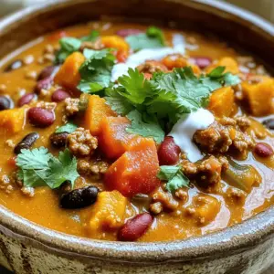 - 1 pound ground turkey - 1 can (15 oz) pumpkin puree - 1 can (15 oz) kidney beans, rinsed and drained - 1 can (15 oz) black beans, rinsed and drained - 1 can (14.5 oz) diced tomatoes with green chilies - 1 medium onion, finely chopped - 3 cloves garlic, minced - 2 cups chicken broth The main ingredients in this creamy turkey pumpkin chili make it unique. Ground turkey adds lean protein while keeping it light. Pumpkin puree brings a wonderful creaminess and a hint of sweetness. The kidney and black beans make it filling and hearty. Diced tomatoes with green chilies give a nice kick. Onions and garlic add depth of flavor, making each bite enjoyable. - 1 tablespoon chili powder - 1 teaspoon ground cumin - 1 teaspoon smoked paprika - ½ teaspoon cayenne pepper (adjust according to spice preference) - Salt and freshly ground black pepper to taste - ½ cup heavy cream - Fresh cilantro, finely chopped, for garnish The spices in this dish truly elevate the flavor. Chili powder, cumin, and smoked paprika create a rich base. Cayenne pepper adds heat, which you can adjust to your taste. Heavy cream gives it a smooth finish, making it feel cozy. Fresh cilantro on top brightens the dish, adding color and a fresh taste. - 1 tablespoon olive oil - 2 cups chicken broth For cooking, you'll need some essentials. Olive oil helps sauté the onions and garlic, making them soft and fragrant. Chicken broth serves as the base of the chili, bringing all the flavors together. It helps create a deliciously creamy texture that you will love. By focusing on these ingredients, you set a great stage for a warm and hearty meal that is both satisfying and easy to make. Start by heating olive oil in a large pot over medium heat. When the oil is hot, add the finely chopped onion. Sauté the onion for about 3-4 minutes. You want it to turn soft and clear. Then, add the minced garlic to the pot. Cook it for another minute. The garlic should smell nice and be slightly golden. Next, add the ground turkey to the pot. Use a spatula to break it apart as it cooks. Brown the turkey for about 5-7 minutes. It should be fully cooked with no pink left. After the turkey is ready, stir in the pumpkin puree. Add the rinsed kidney and black beans, as well as the diced tomatoes and chicken broth. Mix everything well. Now, it’s time to season the chili. Sprinkle in the chili powder, ground cumin, smoked paprika, cayenne pepper, salt, and black pepper. Stir again to ensure even flavor. Increase the heat slightly to bring the chili to a gentle simmer. Lower the heat and let it cook for 20-25 minutes. Stir now and then to prevent sticking. After simmering, add the heavy cream. Mix it in gently. Let the chili heat for another 5 minutes. Taste and adjust seasoning if needed. Serve hot and top with fresh cilantro for a nice touch. Alternative dairy options To boost creaminess, you can try different dairy options. Coconut milk gives a rich flavor. You can also use sour cream or Greek yogurt. For a lighter touch, use half-and-half instead of heavy cream. Adjusting consistency If your chili is too thick, add more chicken broth. A splash of water works too. For a thicker chili, let it simmer longer to reduce liquid. Stir often to keep it from sticking. Tailoring heat levels Want more heat? Add extra cayenne pepper or chili powder. If it's too spicy, balance it with more pumpkin puree or cream. This will cool down the heat while keeping the flavor. Flavor balance tips Taste your chili as you cook. Add salt and pepper gradually. This ensures you hit the right balance of flavors. If it’s too bland, a splash of lime juice can brighten it up. Accompaniments for chili Serve your chili with crusty bread or cornbread. Rice or quinoa also makes a great side. For a fresh touch, pair it with a simple green salad. Ideal garnishing ideas Top your chili with fresh cilantro for color and flavor. Sour cream or avocado slices can add creaminess. Shredded cheese makes it extra hearty. {{image_4}} You can easily swap out ground turkey in this chili. Try ground chicken or lean beef for a different taste. If you want a lighter option, use ground turkey breast. For beans, kidney beans and black beans work well. You can switch them with pinto beans or chickpeas. Add more veggies too! Bell peppers, corn, or zucchini can add color and nutrition. Spice up your chili with unique flavors. Try adding smoked chipotle for a smoky kick. You could also mix in some cinnamon for warmth. Fresh herbs like thyme or oregano can brighten the dish. Seasonal ingredients are fun to add. In fall, throw in roasted butternut squash or sweet potatoes. In summer, fresh corn or diced tomatoes can make it fresh and vibrant. Making this chili gluten-free is easy! Just check that your broth and spices are gluten-free. Most canned goods are safe, but always read the labels. For vegetarian or vegan options, skip the turkey. Use more beans or lentils for protein. Replace heavy cream with coconut milk or cashew cream for a rich taste. This way, everyone can enjoy a cozy bowl of chili! You can store your creamy turkey pumpkin chili in the fridge for up to four days. To keep it fresh, place the chili in an airtight container. This helps prevent odors from mixing with other foods. Let it cool down before sealing it. This keeps the flavors nice and bright. If you want to save some chili for later, freezing is a great option. Divide the chili into single portions. Use freezer-safe containers or bags. Make sure to leave some space for expansion. You can freeze it for up to three months. When you are ready to eat it, thaw it overnight in the fridge. To reheat, warm it in a pot over low heat. You can also use the microwave. Stir it halfway through to heat evenly. Always check your chili before eating. If it smells off or has a strange color, it's best to toss it. If you see mold, do not eat it. Safety is key. When in doubt, throw it out. Enjoy your meals without worry! Yes, you can use fresh pumpkin instead of puree. Fresh pumpkin adds a nice texture and flavor to the chili. To prepare it, cut the pumpkin into chunks and remove the seeds. Boil or steam the pumpkin until tender, then mash it or blend it until smooth. You can use about 2 cups of fresh pumpkin for this recipe. The spice level of this chili can be tailored to your taste. The recipe includes cayenne pepper, which adds heat. If you like it milder, reduce the cayenne to ¼ teaspoon or omit it. You can also add more chili powder for flavor without too much spice. Taste as you cook to find your perfect heat level. This chili pairs well with many sides and drinks. Here are some options: - Cornbread or tortilla chips for dipping - A fresh green salad for a light side - Rice or quinoa for a hearty addition - A cold beer or a refreshing iced tea to drink These sides and drinks complement the rich flavors of the chili while keeping your meal balanced and enjoyable. In this article, we explored a warm and hearty Creamy Turkey Pumpkin Chili. We discussed its main ingredients, including ground turkey, pumpkin puree, and beans. You learned how to cook the chili step by step, from preparing the base to simmering it perfectly. We shared tips on enhancing creaminess and adjusting spice levels to suit your taste. You can also try fun variations and store leftovers safely. Remember, this dish is flexible, allowing you to make it your own. Enjoy cooking and savor the flavors!