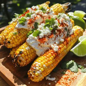 To make the best elote, you need these key ingredients: - 4 ears of fresh corn, husked - 1/2 cup mayonnaise - 1/2 cup sour cream - 1 teaspoon chili powder - 1/2 teaspoon smoked paprika - 1/4 cup crumbled cotija cheese - 1/4 cup fresh cilantro, finely chopped - 1 lime, juiced - Salt and freshly cracked black pepper, to taste These ingredients create a creamy and flavorful sauce that pairs perfectly with the sweet grilled corn. The cotija cheese adds a salty kick, while the lime juice brightens the dish. You can also add these ingredients for extra flavor: - Garlic powder for a savory touch - Hot sauce if you like heat - Avocado for creaminess and richness - Other herbs, like parsley or chives, for a fresh twist These options let you customize elote to fit your taste. Experiment and have fun with it! To make elote, gather these tools: - A grill or grill pan for cooking - A basting brush or spatula for spreading sauce - A medium mixing bowl for the elote sauce - A whisk to mix the ingredients Having the right tools will make your cooking experience smoother. Enjoy the process of making this fun dish! Start with fresh corn. Husk four ears, removing all silk. Rinse the corn under cool water. This helps remove any dirt. Pat the corn dry with a towel. Dry corn grills better. Preheat your grill to medium-high heat. This step is key for great flavor. In a bowl, mix 1/2 cup mayonnaise and 1/2 cup sour cream. Add 1 teaspoon chili powder and 1/2 teaspoon smoked paprika. This mix adds a nice kick. Squeeze in the juice of one lime for brightness. Season with salt and pepper to taste. Whisk all the ingredients until smooth and creamy. Set this sauce aside for later. Once the grill is hot, place the corn right on the grates. Grill the corn for 10 to 12 minutes. Turn the corn every few minutes. This ensures even cooking and charred spots. Look for tender kernels with nice grill marks. Remove the corn from the grill and let it cool for a minute. This will make it easier to handle. To get the best flavor from elote, always use fresh corn. Fresh corn gives you sweet and juicy kernels. Grill the corn until it has nice charred spots. This adds a smoky flavor that elevates the dish. When you make the sauce, mix the mayonnaise and sour cream well. This gives a creamy base for the spices. Remember to add lime juice to brighten the flavors. The chili powder and smoked paprika add warmth and depth. One common mistake is grilling corn with the husks on. This prevents the kernels from charring properly. Also, do not skip the lime juice. It brings out the sweetness of the corn. Avoid overcooking the corn. If you cook it too long, it can become mushy. Be sure to coat the corn evenly with the sauce. This ensures every bite is rich and flavorful. Lastly, don’t forget to season with salt and pepper. This simple step makes a big difference. For a beautiful display, use a colorful platter. Arrange the corn so it looks inviting. Sprinkle extra cilantro on top for a pop of green. Add lime wedges on the side for extra zing. You can also sprinkle a bit more chili powder for a vibrant look. Serve the corn hot, as it tastes best fresh off the grill. Your guests will love the bright colors and flavors! {{image_4}} Traditional elote is simple yet full of flavor. It uses grilled corn, mayo, cheese, and spices. The classic way adds lime juice and chili powder. You coat the corn with a rich sauce to enhance its taste. Modern twists can include a variety of toppings. Some use different cheeses or add hot sauce for heat. Others swap mayo for avocado or yogurt for a fresh feel. This keeps the dish exciting and allows for personal touches. You can easily make a vegan version of elote. Instead of mayo, use plant-based options like cashew cream or vegan mayo. For the cheese, try nutritional yeast or crumbled tofu. These substitutes keep the creamy texture and flavor intact. You can still add lime juice and chili powder for a zesty kick. This way, everyone can enjoy the delicious taste of elote. Elote varies across Mexico, showcasing local flavors. In some areas, vendors add cheese and spices unique to their region. In Oaxaca, you might find smoky chipotle chili. In Yucatán, they often use a tangy sauce made with sour orange. Each region adds its flair to this beloved dish. These variations reflect the rich culinary culture of Mexico. Exploring these regional styles makes every bite an adventure. If you have leftover elote, store it in an airtight container. Let it cool down first. Place the corn in the fridge within two hours after serving. It will stay fresh for up to three days. Make sure to keep the sauce separate if possible. This helps maintain flavor and texture. To reheat elote, you can use a grill or a skillet. Heat the grill or skillet over medium heat. Place the corn on it for about five minutes. Turn it often to warm it evenly. You can also microwave it, but this may make the corn a bit soggy. If using a microwave, cover it with a damp paper towel for better results. To freeze elote, first, remove the corn from the cob. Place the kernels in a freezer-safe bag. You can also freeze the sauce in a separate container. Be sure to label the bags with the date. The corn can last up to six months in the freezer. When ready to use, thaw it in the fridge overnight and reheat as needed. Elote is a popular Mexican street food made from grilled corn on the cob. It’s usually coated with a mix of mayonnaise, sour cream, chili powder, and cheese. The corn is grilled until it’s tender and smoky. It’s a fun snack that bursts with flavor in every bite. To spice up your elote, add more chili powder to the sauce. You can also use hot sauce for a kick. For more heat, try adding diced jalapeños or a sprinkle of cayenne pepper. Adjust the spice level to match your taste. Yes, you can cook elote in the oven. Preheat your oven to 400°F. Wrap the corn in foil and bake for 20 to 25 minutes. You can also broil it for a few minutes to get a charred effect. Just keep an eye on it to avoid burning. You can find authentic elote at street fairs, food trucks, and festivals in Mexico. Many Mexican restaurants in the U.S. offer it too. You can also make it at home for a fun cooking project. Cotija cheese is the best choice for elote. It has a crumbly texture and a salty flavor that pairs well with the corn. If you can’t find cotija, you can use feta cheese as a substitute. In this post, we explored the essential ingredients and steps for making elote. We discussed tips for the best flavor and common mistakes to avoid. You learned about variations and storage options, ensuring your elote stays delicious. I encourage you to try making this dish at home. With a few simple steps and some creativity, you can enjoy a tasty treat anytime. Elote is not just food; it’s a fun experience to share!