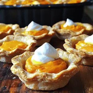 - 2 medium sweet potatoes (approximately 1 pound), peeled and cut into cubes - 1/2 cup packed brown sugar - 1/4 cup unsweetened coconut milk - 1 teaspoon pure vanilla extract - 1 teaspoon ground cinnamon - 1/4 teaspoon ground nutmeg - 1/4 teaspoon salt - 1 tablespoon cornstarch - 1 package of pre-made mini pie crusts (12 mini crusts) - 1 tablespoon melted butter (for brushing the crusts) These ingredients create a lovely flavor and texture. Sweet potatoes add natural sweetness and creaminess. The brown sugar enhances the pie’s rich taste. Coconut milk gives a smooth, creamy base. The spices, cinnamon and nutmeg, add warmth and depth. Cornstarch helps thicken the filling, making it just right. - Whipped cream (for topping, optional) Whipped cream is a fun way to add a touch of sweetness. A dollop on top makes the pies feel special. You can also sprinkle cinnamon on the whipped cream for a nice look. - Medium-sized pot - Potato masher or fork - Large mixing bowl - Baking sheet - Pastry brush These tools make the process easier and more fun. A medium pot cooks the sweet potatoes well. A potato masher or fork helps create a smooth filling. A large mixing bowl is perfect for mixing all ingredients. Using a baking sheet keeps the mini pies stable. The pastry brush helps apply butter for a golden crust. Start by peeling and cutting the sweet potatoes into cubes. You need about 1 pound total. Place the cubes in a pot and cover them with water. Bring the water to a boil on medium heat. Cook them until they are tender, which takes about 15-20 minutes. Once they are soft, drain the water and let the sweet potatoes cool down a bit. In a large bowl, mash the cooked sweet potatoes with a potato masher or fork. Make sure the mash is smooth and creamy. Then, add in the brown sugar, coconut milk, vanilla extract, ground cinnamon, ground nutmeg, salt, and cornstarch. Mix everything together until it is well combined and free of lumps. Now, grab your package of mini pie crusts. Place them on a baking sheet. This helps keep them stable. Spoon the sweet potato filling into each crust. Fill them about three-quarters full. This leaves space for the filling to expand while baking. Take a pastry brush and apply melted butter to the edges of each mini pie crust. This step makes the crust golden and shiny. Carefully put the baking sheet into your preheated oven at 375°F (190°C). Bake the mini pies for about 25-30 minutes. They are done when the filling is set and the crusts turn lightly golden brown. After baking, let them cool for a few minutes before serving warm. You can add whipped cream on top for extra flavor. To get the best filling, mash the sweet potatoes well. You want them smooth and creamy, with no lumps. After mashing, mix in the brown sugar, coconut milk, and spices thoroughly. If it feels too thick, add a splash more coconut milk. This will help balance the flavors and make it nice and creamy. Start with pre-made mini pie crusts for ease. Brush the edges with melted butter before baking. This helps them get golden and crispy. Make sure to fill each crust only three-quarters full. This gives the filling room to expand without spilling over. Serve the pies warm for the best taste. Add a dollop of whipped cream on top for a sweet touch. For a fun twist, sprinkle a little cinnamon on the whipped cream before serving. Arrange the mini pies on a nice platter. This makes them look extra special and ready for any gathering. {{image_4}} To make gluten-free mini sweet potato pies, swap the pre-made crusts for gluten-free options. You can find gluten-free pie crusts at most grocery stores. Alternatively, you can make your own crust using almond flour or rice flour. Both work well and taste amazing with sweet potatoes. If you want to make these pies vegan, replace the coconut milk with almond milk or any plant milk you like. You can also use maple syrup instead of brown sugar for sweetness. If you need a binding agent, use flaxseed meal mixed with water. This makes a great egg substitute. To add a twist to your mini sweet potato pies, try mixing in different spices. You can use ginger or allspice for a warm flavor. Adding a splash of orange juice or zest can brighten the taste. For a creamy texture, consider folding in some vegan cream cheese. Each of these changes makes the pies unique and fun to try! Store your leftover mini sweet potato pies in an airtight container. This keeps them fresh. Place them in the fridge if you plan to eat them soon. They will stay good for about three to four days. If you want to keep them longer, freeze them instead. To freeze your mini sweet potato pies, let them cool completely first. Wrap each pie tightly in plastic wrap. Then, place them in a freezer-safe bag or container. Be sure to label them with the date. They will last for up to three months in the freezer. When you're ready to eat them, you can thaw them in the fridge overnight. To reheat your mini sweet potato pies, preheat your oven to 350°F (175°C). Place the pies on a baking sheet. Heat them for about 10-15 minutes until warm. If you prefer, you can also use the microwave. Heat them for about 30 seconds, but keep a close eye on them so they don't get too hot. Enjoy these tasty treats warm! Yes, you can use fresh sweet potatoes. They taste better and are healthier. Peel and cut them into cubes. Cook them in boiling water for 15-20 minutes until soft. Then, mash them just like you would with canned sweet potatoes. Mini sweet potato pies last for about three to four days in the fridge. Store them in an airtight container to keep them fresh. You can serve mini sweet potato pies with whipped cream on top for extra flavor. Ice cream or vanilla sauce also pairs well. For a touch of spice, sprinkle some cinnamon or nutmeg on top. Yes, you can make these pies ahead of time. Prepare the filling and fill the crusts. Cover them and store in the fridge for up to a day. Bake them just before serving for warm, fresh pies. You now know the essential ingredients and steps to make mini sweet potato pies. We explored tips for perfecting your filling and pie crust. You can even try gluten-free or vegan versions for more variety. Remember to store leftovers properly and reheat them for a delicious treat. Mini sweet potato pies are easy to make and fun to share. Enjoy creating your own tasty version of these delightful pies!