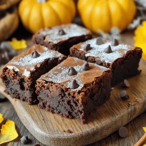 To make your pumpkin brownies, gather these items: - 1 cup canned pumpkin puree - 1/2 cup almond butter - 1/2 cup coconut sugar (or brown sugar) - 1/3 cup pure maple syrup - 2 large eggs, room temperature - 1 teaspoon pure vanilla extract - 1 cup whole wheat flour - 1/2 cup unsweetened cocoa powder - 1 teaspoon baking powder - 1 teaspoon pumpkin spice blend (or a mix of ground cinnamon, nutmeg, and ginger) - 1/2 teaspoon sea salt - 1/2 cup chocolate chips (optional but recommended) You can easily swap some ingredients if needed. If you want a nut-free option, use sunflower seed butter instead of almond butter. For a lower sugar option, try using a sugar substitute like stevia. If you can’t find pumpkin spice, make your own mix with equal parts cinnamon, nutmeg, and ginger. Pumpkin is not just tasty; it’s also healthy! It is low in calories and high in fiber. This helps keep you full and aids digestion. Pumpkin is rich in vitamins A and C, good for your skin and immune health. Plus, it has antioxidants that help reduce inflammation. So, while you enjoy these brownies, you can feel good about the pumpkin inside! First, set your oven to 350°F (175°C). This step is key for even baking. While the oven heats, grab a 9x9-inch baking pan. Grease it lightly or line it with parchment paper. This makes it easy to lift the brownies out later. In a large bowl, add the canned pumpkin puree, almond butter, and coconut sugar. Then, pour in the maple syrup. Crack in the eggs and add the vanilla extract. Use a whisk or an electric mixer to blend everything until it’s smooth. This mix brings all the flavors together. In another bowl, mix the whole wheat flour, cocoa powder, baking powder, pumpkin spice, and sea salt. Whisk them well to avoid lumps. Next, slowly add the dry mix to the wet mix. Stir gently until combined. A few lumps are fine. If you want, fold in the chocolate chips. Pour the batter into the prepared pan. Make sure it spreads evenly. Bake for 25 to 30 minutes. Check with a toothpick; it should have a few moist crumbs. After baking, cool for 10 minutes in the pan. Then, transfer to a wire rack. Once cool, slice and enjoy your pumpkin brownies! For the full recipe, see above. To get that perfect fudgy texture in your brownies, mix the wet and dry ingredients gently. Overmixing can make them tough. When you combine the flour and cocoa powder, stop mixing as soon as you see no dry spots. A few lumps are okay! This helps keep your brownies soft and fudgy. You can also use almond butter in the recipe. It adds moisture and richness. If you have leftover pumpkin brownies, store them in an airtight container. This keeps them fresh and moist. You can keep them at room temperature for up to three days. If you want to save them longer, put them in the fridge. They can last up to a week. Just make sure to let them warm up a bit before serving for the best taste. For the ultimate experience, serve your pumpkin brownies warm. You can dust them with powdered sugar or add a dollop of whipped cream on top. A sprinkle of cinnamon adds a nice touch too. These simple steps make your brownies look great and taste even better! Check out the Full Recipe for more tips and ideas. {{image_4}} You can change the flavor by adding nuts or chocolate. I like to use walnuts or pecans. They add crunch and a rich taste. You can also use milk, dark, or white chocolate chips. This gives a sweet twist. Mix in about 1/2 cup of your choice to the batter. Just fold them in gently to keep the brownies fudgy. If you want gluten-free brownies, swap the whole wheat flour. Use almond flour or a gluten-free blend. Both options work well and keep the brownies moist. Make sure to check the package for the right amount. This change makes the recipe friendly for those with gluten issues. Spices can make your brownies pop! Add a pinch of cayenne for heat or cardamom for warmth. You can also top them with cream cheese frosting or a simple glaze. A drizzle of chocolate on top looks pretty and tastes amazing. These small changes can take your pumpkin brownies to new heights. For the complete recipe, check out the Full Recipe section. To keep your pumpkin brownies fresh, store them in an airtight container. Place a layer of parchment paper between layers to avoid sticking. This simple step helps maintain their soft texture. Store the container in a cool, dry place for up to three days. If you live in a warm area, the fridge may be a better option. If you want to enjoy your brownies later, freezing is a great choice. First, allow the brownies to cool completely. Then, wrap each piece in plastic wrap. Place the wrapped brownies in a freezer-safe bag or container. They can last up to three months in the freezer. When you want to enjoy one, simply thaw it in the fridge overnight or at room temperature for a few hours. Pumpkin brownies can last for about five days at room temperature if stored correctly. However, the flavor may fade over time. To enjoy them at their best, eat them within three days. If you notice any signs of mold or off smells, it's best to throw them away. Always prioritize safety when it comes to food storage. You can find the full recipe for these tasty treats above! Yes, you can use fresh pumpkin. Just make sure to cook and puree it first. This step gives a nice, fresh taste. You will need about 1 cup of cooked pumpkin for this recipe. If you have time, roasting the pumpkin helps bring out its sweetness. The brownies are done when a toothpick comes out with a few moist crumbs. Insert the toothpick in the center of the pan. If it comes out clean, the brownies may be overbaked. Keep an eye on them as they bake. They usually take 25-30 minutes. You can use peanut butter or sunflower seed butter. Both work well and add great flavor. Just remember that each nut butter has its own taste. Choose one that you love! If you want a nut-free option, sunflower seed butter is a great choice. These pumpkin brownies are easy to make and fun to share. You learned about key ingredients, healthy benefits, and step-by-step instructions to bake them perfectly. I shared tips for a fudgy texture, storage, and tasty serving ideas. You can even explore variations, like gluten-free options or different toppings. Remember these simple methods, and you’ll have delicious brownies that impress. Enjoy your baking journey, and savor every bite!