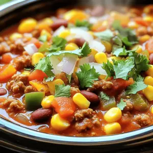 - 1 lb ground turkey or beef - 1 large onion, finely diced - 2 cloves garlic, minced - 1 bell pepper, chopped into bite-sized pieces - 1 can (14.5 oz) diced tomatoes, undrained - 1 can (15 oz) black beans, thoroughly rinsed and drained - 1 can (15 oz) kidney beans, thoroughly rinsed and drained - 1 can (8 oz) tomato sauce - 2 tablespoons chili powder - 1 tablespoon ground cumin - 1 teaspoon smoked paprika - 1 teaspoon dried oregano - 1 cup corn kernels, fresh or frozen - Salt and pepper to taste - Fresh cilantro, chopped, for garnish The key to great crockpot chili is fresh ingredients. I always start with high-quality ground turkey or beef. It gives the dish a hearty base. I love using a large onion, minced garlic, and colorful bell peppers. These add great flavor and texture. Canned goods are super helpful. They save time and still taste great. I use diced tomatoes, black beans, and kidney beans. The tomato sauce ties everything together. For spices, chili powder and cumin are must-haves. Smoked paprika adds a nice touch, while oregano brings warmth. Finally, I always toss in some corn. It adds a sweet crunch. Don't forget salt and pepper to enhance all the flavors. For garnish, fresh cilantro gives a bright finish. These ingredients make this chili a crowd-pleaser. You can adjust them to fit your taste. 1. Browning the meat Start by heating a skillet over medium heat. Add 1 pound of ground turkey or beef. Break it apart with a spatula as it cooks. Sauté until the meat is browned and cooked through. Drain any excess grease to keep your chili light. 2. Adding vegetables to the crockpot Once the meat is ready, transfer it to the crockpot. Add 1 large onion, finely diced, 2 minced garlic cloves, and 1 chopped bell pepper. Spread the vegetables evenly over the meat. 3. Combining canned ingredients and seasonings Pour in 1 can of diced tomatoes (14.5 oz), undrained, 1 can of black beans (15 oz), rinsed and drained, and 1 can of kidney beans (15 oz), rinsed and drained. Add 1 can of tomato sauce (8 oz). Sprinkle in 2 tablespoons of chili powder, 1 tablespoon of ground cumin, 1 teaspoon of smoked paprika, and 1 teaspoon of dried oregano. Finally, mix in 1 cup of corn kernels. Season with salt and pepper to taste. 1. Cooking times for low and high settings Secure the lid on the crockpot. Cook on low for 6-8 hours or on high for 3-4 hours. 2. Stirring guidelines Stir the chili occasionally if you can. This helps to meld the flavors together. 1. Taste-testing and seasoning adjustments As the cooking time nears its end, taste the chili. Adjust the seasoning as needed. You can add more salt, pepper, or spices to suit your taste. 2. Serving suggestions Once done, ladle the chili into bowls. Garnish with freshly chopped cilantro for a burst of flavor. Enjoy with slices of avocado or a dollop of sour cream on top. Add some tortilla chips on the side for a nice crunch! To get the best flavor in your chili, use fresh ingredients. Fresh garlic and onions make a big difference. Cooking the meat first helps add depth. Browning it until it gets nice and dark gives rich taste. Mix all spices with the meat and veggies before adding liquids. This helps the flavors blend well. Timing is key, too. Cook it low and slow for deep flavor. If you have time, let it cook on low for 6-8 hours. If you’re in a hurry, the high setting works in 3-4 hours. Stir it a bit every hour for best results. Not a fan of beef? Try ground turkey for a lighter option. You can also use ground chicken or even sausage for a twist. For a meat-free version, use lentils or black beans. These add protein and texture. If you want a vegetarian chili, skip the meat entirely. Load up on veggies like zucchini, mushrooms, or carrots. They add great taste and health benefits. Add fun toppings to your chili for extra flavor. Sour cream or Greek yogurt adds creaminess. Avocado slices give a fresh touch. Fresh cilantro makes it pop. You can also sprinkle cheese on top for a savory bite. For sides, cornbread pairs nicely with chili. It’s sweet and soft, perfect for dipping. A cold drink like iced tea or a light beer works well, too. Try different combinations to find what you love! {{image_4}} You can use ground turkey or ground beef in your chili. Ground turkey gives a lighter flavor, while ground beef adds richness. Both options work well. If you want a twist, try using sausage. Sausage brings a nice spice and flavor to the dish. Chicken is also a great choice. Shredded chicken cooks well and keeps the chili hearty. For a vegetarian chili, use plant-based proteins. Options like lentils or chickpeas add protein and texture. You can also use tofu for a smooth bite. Adding more vegetables is key, too. Try adding zucchini, carrots, or mushrooms. They not only make the chili colorful but also boost its flavor. Adjust the spice level to your taste. For mild chili, use less chili powder and cumin. If you like more heat, add jalapeños or crushed red pepper. For medium heat, stick with the recipe as is. You can also add hot sauce at the end for an extra kick. Always taste as you go to make sure it’s just right for you. To store leftovers, let the chili cool first. Place it in a container with a lid. You can refrigerate it for up to four days. Make sure to label the container with the date. This helps keep track of how long it's been in the fridge. Freezing your chili is easy. First, let it cool down. Then, scoop the chili into freezer-safe bags or containers. Be sure to leave some space at the top. This lets the chili expand as it freezes. Seal them tightly and label with the date. Your chili can last up to three months in the freezer. To thaw, place it in the fridge overnight. You can also use the microwave for quick thawing. When reheating, heat it until it's hot all the way through. For best results, use airtight containers or freezer bags. Glass containers work well but ensure they are labeled “freezer-safe.” Avoid using thin plastic bags without seals; these can lead to freezer burn. To keep the flavor fresh, remove as much air as possible from the bags before sealing. This will help keep your chili tasting great! Crockpot chili can take 6 to 8 hours on low or 3 to 4 hours on high. The longer it cooks, the better the flavors blend. This slow process allows the spices to develop and the ingredients to soften. Yes, you can make chili without meat. Use beans, lentils, or mushrooms as the main protein. This gives a hearty texture without meat. You can also add more veggies for flavor and nutrition. Chili pairs well with cornbread, tortilla chips, or rice. You can also serve it with a side salad. Top it with cheese, sour cream, or avocado for extra flavor. Each side adds a nice touch to your meal. Yes, you can use dry beans. Just soak them overnight and cook them until tender before adding to the chili. This takes longer but can enhance the flavor. Make sure to adjust the liquid in your recipe. You can thicken chili by mashing some beans in the pot. Another option is to add cornmeal or a bit of tomato paste. Cooking uncovered for a while can also help reduce the liquid. These methods create a richer texture. In summary, making chili in a crockpot is simple and fun. We covered ingredients, step-by-step instructions, and tips for great flavor. You can customize the chili with different meats or make it vegetarian. Storing leftovers and freezing chili are easy too. Enjoy experimenting with flavors and share your delicious dish with friends and family. Chili is always a hit! Get ready to impress everyone with your cooking skills.